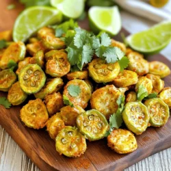 - 1 pound fresh okra - 1 cup buttermilk - 1 cup cornmeal - 1 teaspoon cayenne pepper - 1 teaspoon garlic powder - 1 teaspoon onion powder - Vegetable oil for frying - Fresh cilantro and lime wedges for garnish Gathering the right ingredients is key to making Firecracker Fried Okra. Fresh okra gives the best flavor and crispness. Buttermilk adds a nice tang and softens the okra. Cornmeal coats the okra, giving it that crunchy crust. The spices add heat and depth to the dish. Cayenne pepper gives a spicy kick, while garlic and onion powders add savory notes. You can adjust the cayenne to your taste if you prefer less heat. For frying, vegetable oil is the best choice. It heats well and fries the okra evenly. Finally, garnishing with fresh cilantro and lime wedges brightens up the dish. The lime adds a zesty pop that balances the flavors. I recommend looking at the Full Recipe for exact measurements and more tips. First, soak the sliced okra in buttermilk for about 30 minutes. This step makes the okra tender and helps the coating stick well. After soaking, prepare a cornmeal mixture. In a bowl, mix together cornmeal, flour, baking powder, cayenne pepper, garlic powder, onion powder, smoked paprika, salt, and black pepper. Ensure all dry ingredients blend well. This mixture gives the okra its tasty crunch. Next, heat about 1 inch of vegetable oil in a skillet over medium-high heat. Aim for a temperature around 350°F. When the oil is hot, take the okra from the buttermilk. Let the excess buttermilk drip off. Dredge the okra in the cornmeal mixture, making sure each piece is coated well. Avoid overcrowding the pan; add the okra in batches. Fry for 3 to 4 minutes until golden brown and crispy. After frying, use a slotted spoon to transfer the cooked okra to a plate lined with paper towels. This helps drain any extra oil. For a fresh touch, garnish the fried okra with chopped cilantro and lime wedges. The lime juice adds a zesty flavor that brightens the dish. Firecracker Fried Okra pairs wonderfully with spicy dipping sauces or as a side to grilled meats. Its crunch and spice make it a perfect snack or appetizer. Check out the Full Recipe for more detailed steps! To make your okra shine, adjust spices to fit your taste. Start with the basic cayenne pepper and garlic powder, then add more if you like heat. Remember, the oil's temperature matters. Aim for 350°F for a crispy finish. Too cool, and your okra will turn soggy. Too hot, and it might burn. One big mistake is overcrowding the frying pan. This lowers the oil's heat and leads to steamed okra. Fry in small batches to keep the oil hot. Also, don’t skip soaking the okra in buttermilk. It helps the batter stick and makes the okra tender. If you skip this step, your fried okra may not be as tasty. Want to give your fried okra a kick? Try adding other spices like chili powder or smoked paprika. These will add depth to the flavor. Fresh herbs like cilantro make a great garnish too. They add color and a burst of freshness that brightens each bite. Explore these options to make your Firecracker Fried Okra your own. For the full recipe, check the earlier section. {{image_2}} You can make Firecracker Fried Okra even more fun by adding cheese. Try crumbling some sharp cheddar into the cornmeal mix. The cheese melts and gives a creamy surprise. You can also use pepper jack for a spicy kick. Another way to boost flavor is by using different spices. For a smoky taste, add more smoked paprika. You might enjoy a little cumin or even chili powder. Each spice adds its own twist to the dish. If you want a lighter option, try baking the okra instead of frying. Preheat your oven to 425°F. Toss the coated okra in a little oil and spread it on a baking sheet. Bake for about 20 minutes, flipping halfway through. This method gives you a crunchy texture with less fat. You can also swap regular flour for almond or coconut flour. These flours add a nutty taste and make the dish gluten-free. Just remember to adjust the amount, as these flours absorb more moisture. Firecracker Fried Okra pairs well with many dipping sauces. Try serving it with ranch, spicy mayo, or a zesty salsa. Each dip adds a new layer of flavor. For a complete meal, pair the okra with hearty mains like fried chicken or barbecue ribs. The crispy texture and spicy taste of the okra balance perfectly with rich dishes. You can find the Full Recipe for a delicious Firecracker Fried Okra above. To keep your fried okra fresh, refrigerate the leftovers. Place them in an airtight container. This will help them stay crispy for a short time. If you want to store them longer, consider freezing. Spread the fried okra on a baking sheet to freeze individually. Once frozen, place them in a freezer bag. This method keeps them from sticking together. When it's time to enjoy your fried okra again, choose the best reheating methods. The oven works great. Preheat your oven to 400°F. Place the okra on a baking sheet for about 10 minutes. This keeps them crispy. You can also use an air fryer. Heat them at 350°F for around 5 minutes. Avoid using the microwave, as it makes them soggy. How long can you store fried okra? In the fridge, it lasts about 3 days. After that, the taste and texture will change. If frozen, it can last up to 3 months. Always check for signs of spoilage. Look for off smells or a change in color. If it seems off, it's best to throw it away. For the full recipe, check out the link. Firecracker Fried Okra is a tasty Southern dish. It features fresh okra that gets crispy when fried. This dish is full of flavor, thanks to spices like cayenne and garlic. The buttermilk soak makes the okra tender, while the cornmeal coating gives it crunch. When you bite into it, you taste the warmth of spices and the freshness of okra. It's a fun snack or side dish that everyone will love. Yes, you can prepare some parts ahead of time. Soak the okra in buttermilk the night before. This step makes it easier when you're ready to fry. You can also mix the dry ingredients and store them in a sealed bag. However, I recommend frying them fresh for the best taste and crunch. If you fry them early, keep them warm in the oven. This way, they stay crispy until serving. Firecracker Fried Okra pairs well with many dishes. You can serve it alongside fried chicken or barbecue. It also goes great with dips like ranch or hot sauce. For a light meal, add a salad or slaw on the side. This dish can shine on any table, making it a perfect addition to gatherings. Firecracker Fried Okra brings fun and flavor to your table. You learned about essential ingredients like okra, buttermilk, and spices. We covered steps to transform these into a crispy treat. Don't forget tips for perfect frying and tasty variations. Whether you bake or fry, this dish can fit any meal. Store leftovers properly to maintain taste. Enjoy your cooking journey and impress others with this delicious recipe!