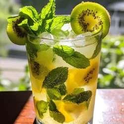 - 2 ripe kiwis, peeled and chopped - 10 fresh mint leaves - 1 tablespoon honey (or to taste) - 1 tablespoon lime juice - Sparkling water - Ice cubes - Extra mint sprigs and kiwi slices for garnish The Kiwi Mint Mojito Mocktail is all about fresh, vibrant flavors. The key ingredients bring a fun twist to your drink. Ripe kiwis give this mocktail a sweet and tangy base. The mint leaves add a refreshing touch. You can easily find these at your local market. I use honey for sweetness, but you can adjust it to your taste. Lime juice gives a zesty kick, balancing the sweetness of the kiwi and honey. Sparkling water adds a fizzy element that makes this drink lively. Don’t forget the ice cubes to keep it chilled. The extra mint sprigs and kiwi slices serve as a gorgeous garnish, enhancing the drink's look. - Fresh lemon juice - Flavored sparkling water options - Sweeteners alternatives like agave syrup You can customize your mocktail with optional add-ins. A splash of fresh lemon juice boosts the citrus flavor. Flavored sparkling water can add fun twists like berry or lime. If you prefer sweeteners, try agave syrup. It blends well and gives a mild sweetness. These options let you create a drink just right for you. Check out the Full Recipe for more details! First, gather all your ingredients and tools. You need: - 2 ripe kiwis, peeled and chopped - 10 fresh mint leaves - 1 tablespoon honey (or to taste) - 1 tablespoon lime juice - Sparkling water - Ice cubes - Extra mint sprigs and kiwi slices for garnish Next, prepare your glassware. A sturdy glass or cocktail shaker works best. Step 1: Muddling kiwi and mint Start by adding the chopped kiwis and mint leaves to your glass. Use a muddler or the back of a spoon to gently mash them. This step releases the sweet juices and refreshing mint aroma. Step 2: Mixing in honey and lime juice Now, add the honey and lime juice to the glass. Muddle again to mix all the flavors. This makes the drink sweet and tart. Step 3: Filling with ice and sparkling water Fill your glass with ice cubes to the brim. Pour sparkling water over the ice until the glass is full. This adds fizz and makes the drink refreshing. Step 4: Stirring and garnishing Gently stir the drink to mix the kiwi-mint base with the sparkling water. Taste it and adjust sweetness if needed. Add more honey for extra sweetness. Finally, garnish with mint sprigs and kiwi slices on the rim. For a detailed guide, check the Full Recipe. Muddling is key to making a great Kiwi Mint Mojito Mocktail. To get the best flavor, press gently on the kiwi and mint. You want to release the juices without shredding the mint leaves. If you don’t have a muddler, you can use the back of a spoon. This works well to break down the fruit and herbs. Everyone has different tastes when it comes to sweetness. If you prefer a sweeter drink, add more honey. Start with one tablespoon, then taste. You can always add more! If you want a sugar-free option, try using agave syrup or a sugar substitute. These will keep your drink sweet without extra calories. A beautiful drink looks more inviting. For garnishing, use extra mint sprigs and kiwi slices. Place them on the rim of the glass for a pop of color. When serving, consider using clear glasses. This way, the vibrant green drink shines. It makes a great presentation for parties or gatherings. {{image_2}} You can easily mix up the Kiwi Mint Mojito Mocktail by adding different fruits. - Berry Kiwi Mint Mojito Mocktail: Add a handful of fresh berries like strawberries or blueberries. The berries add sweetness and a pop of color. Muddle them with the kiwis and mint for a fun twist. - Citrus Kiwi Mojito Mocktail: Use orange or grapefruit juice along with lime juice. This gives a bright and zesty flavor that makes your drink refreshing and tangy. You can change your Kiwi Mint Mojito Mocktail to fit the seasons. - Summer-themed mocktail: In summer, toss in extra fruits like watermelon or peach. This adds a fresh burst of flavor and makes it feel like a summer party. - Winter twist with spices: In winter, try adding a pinch of cinnamon or nutmeg. These spices warm the drink and create a cozy vibe. Don't be afraid to swap ingredients to fit your taste. - Substituting mint with basil: If you can’t find mint, use fresh basil. It has a sweet, herbal flavor that works well with the kiwi. - Using other fruits: You can also use pineapple or mango instead of kiwi. These fruits bring their own sweetness and tropical vibe to the drink. Explore these variations to keep your Kiwi Mint Mojito Mocktail exciting and fresh. Check out the Full Recipe for the basic version! You can prepare the kiwi mint base ahead of time. Start by mashing the kiwis and mint leaves as per the recipe. Then, store this mixture in an airtight container. Keep it in the fridge for up to two days. This way, you save time when making the mocktail. To maintain freshness, avoid adding sparkling water until just before serving. This keeps the fizz nice and bubbly. If you have leftover mocktail, store it in a clean, airtight container. I recommend using glass jars or bottles. These keep the flavors intact. Place it in the fridge and use it within 24 hours for the best taste. If you notice any changes in color or smell, it’s best to discard it. You can freeze extra kiwi and mint for later. Chop the kiwis and rinse the mint leaves. Spread them on a baking sheet and freeze until solid. Then transfer to a freezer bag. This way, you can have fresh flavors ready for future drinks. When you want to use them, thaw in the fridge overnight. Avoid using hot water, as it can change the taste. A mocktail is a non-alcoholic drink that mimics cocktails. It combines flavors, colors, and garnishes like a cocktail but leaves out the alcohol. Mocktails are great for everyone. They are fun and refreshing. You can enjoy them at parties or just while relaxing at home. Yes, you can make this mocktail ahead of time. Start by preparing the kiwi and mint base. Muddle the kiwis and mint together, then mix in the honey and lime juice. Store this base in the fridge for up to a day. When you are ready to serve, add ice and top with sparkling water. This keeps the drink fresh and bubbly. Kiwi is rich in vitamins C and K. It supports your immune system and helps digestion. Mint adds flavor without extra calories. It may also aid digestion and freshen your breath. Together, they make this mocktail not just tasty but also healthy. To change the drink's acidity, adjust the lime juice. If you want a sweeter drink, reduce the lime juice. You can also add a bit more honey to balance it out. For a more tart flavor, add extra lime juice. Just taste as you go to find your perfect balance. In this blog post, we explored how to create a refreshing kiwi mint mocktail. You learned about the key ingredients, detailed steps to prepare it, and tips for customizing flavors. We also shared variations for different seasons and occasions. This drink is easy to make and perfect for any gathering. With your creativity, you can adjust the flavors to suit your taste. Enjoy mixing and sipping your new favorite mocktail!