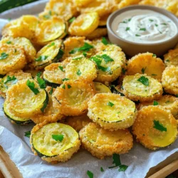 - 2 medium yellow squash - 1 medium zucchini - 1 cup all-purpose flour - 1 cup cornmeal - 1 teaspoon garlic powder - 1 teaspoon onion powder - 1 teaspoon paprika - 1/2 teaspoon cayenne pepper (optional, for spice) - Salt and black pepper to taste - 2 large eggs, beaten - Vegetable oil for frying - Fresh parsley, chopped (for garnish) Yellow squash and zucchini both work well. Yellow squash has a mild flavor. It is tender and sweet. Zucchini is also mild but boasts a firmer texture. You can mix both for a colorful dish. Other squash types can add fun twists. Consider pattypan or acorn squash for a change. Each type will give a unique taste and texture. Experimenting with different squash can lead to delightful surprises. For the best results, choose squash that is firm and unblemished. Fresh squash will yield the crispiest results. Make sure to slice them thinly for even cooking. Enjoy exploring these options and make the crispy fried squash your own! To see the full recipe, check out the [Full Recipe]. Start by slicing the squash and zucchini. Use two medium yellow squash and one medium zucchini. Cut them into thin, even rounds, about 1/4 inch thick. Make sure the slices are similar in size to cook evenly. Set them aside on a plate. Next, mix the coating ingredients. Take a shallow bowl and add 1 cup of all-purpose flour. Then, add 1 teaspoon of garlic powder, 1 teaspoon of onion powder, and 1 teaspoon of paprika. If you like some heat, sprinkle in 1/2 teaspoon of cayenne pepper. Finally, add salt and black pepper to taste. Stir the mixture well to combine all the flavors. Now it's time to dip the slices. You will need three bowls. In the first bowl, you have your flour mixture. In the second bowl, add 2 large eggs and beat them until they are mixed. The third bowl should have 1 cup of cornmeal. Take each slice of squash and zucchini. First, dip it into the flour mixture, coating it evenly. Next, dip it in the beaten eggs. Finally, roll it in the cornmeal, making sure it is well coated. Now, let's fry! In a large skillet or deep frying pan, heat about 1 inch of vegetable oil over medium-high heat. Wait until the oil shimmers. Carefully add the coated slices to the hot oil. Don’t overcrowd the pan; this helps them get crispy. Fry for about 3-4 minutes on each side until golden brown. Use a slotted spoon to transfer the fried slices to a plate lined with paper towels to drain excess oil. For a nice presentation, serve the crispy fried squash on a large platter lined with parchment paper. This not only looks good but also helps with cleanup. Garnish with fresh chopped parsley for a pop of color. Don’t forget the dipping sauces! A small bowl of ranch or garlic sauce pairs well with the crispy squash, enhancing the flavor. Enjoy your dish! For the full recipe, check the earlier sections. To get that amazing crunch, keep an eye on your oil temperature. Heat it to around 350°F (175°C). If the oil is too cool, your squash will soak up oil and become soggy. If it's too hot, the outside will burn before the inside cooks. Next, avoid overcrowding the pan. Frying too many pieces at once drops the oil temperature. Fry in small batches. This way, each piece gets the heat it needs to crisp up nicely. You can play with flavors by adding different seasonings. Try extra spices like cumin or Italian herbs. You can also swap in Parmesan cheese for a cheesy twist. For an even crispier bite, use panko bread crumbs instead of cornmeal. This adds extra texture and crunch. Timing is key when frying multiple batches. After frying the first batch, keep them warm in a low oven (about 200°F or 93°C) while you cook the rest. This keeps them crispy and hot. To maintain that crunch, avoid stacking the fried squash on top of each other. Lay them out on a rack or a paper towel-lined plate. This allows air to circulate and keeps them from getting soggy. For the full recipe, check out the detailed instructions in the [Full Recipe]. {{image_2}} You can make crispy fried squash gluten-free. Use gluten-free flour and cornmeal. This way, everyone can enjoy this dish. You can also add cheese to the coating. Grated Parmesan or cheddar adds a rich flavor. Spices can boost taste too. Try adding Italian herbs or chili powder for a kick! You can choose between air frying and deep frying. Air frying gives a lighter option. It uses less oil but still gets crispy. Deep frying creates a classic crunch. Both methods work well. You can also try oven-baking. Coat the squash and place it on a baking sheet. Bake at 425°F until golden for a healthier twist. Crispy fried squash pairs well with many dishes. Serve it alongside a fresh salad for a light meal. It also goes great with grilled chicken or fish. For a vegetarian option, pair it with quinoa or beans. This adds protein and keeps the meal satisfying. Don't forget to dip it in ranch or garlic sauce for extra flavor! To store leftover crispy fried squash, you must act fast. Place the squash in an airtight container. This helps keep it fresh and prevents moisture. You can store the container in the fridge. Use the squash within three days for the best taste. Do not stack the pieces too high. This will help keep them from getting soggy. When reheating, you want to keep the crunch. The best way is to use an oven. Preheat the oven to 350°F (175°C). Place the squash on a baking sheet in a single layer. Heat for about 10 minutes. This keeps the texture crispy. Avoid using the microwave, as it makes the squash soggy. If you must use a microwave, use a paper towel to soak up some moisture. Yes, you can freeze crispy fried squash, but it’s tricky. Freezing can change the texture. For best results, freeze before frying. Slice the squash and flash freeze the pieces on a baking sheet. Once frozen, transfer them to a freezer bag. To thaw, leave them in the fridge overnight. If you freeze after frying, eat within a month. To reheat, use the oven method mentioned earlier. To make crispy fried squash, start by slicing the squash and zucchini. Aim for thin, even rounds. Next, mix flour, garlic powder, onion powder, paprika, salt, and black pepper in one bowl. In a second bowl, beat the eggs. In a third bowl, place cornmeal. Now, dip each slice in the flour mix first. Then, coat it in the beaten eggs. Finally, roll it in cornmeal for a nice crunch. Heat vegetable oil in a large pan until it shimmers. Fry the slices in batches to avoid crowding. Cook until golden brown, about 3-4 minutes on each side. Drain on a paper towel before serving. For the full recipe, check out the steps above. If you don’t have cornmeal, you can use breadcrumbs or panko for a crispy texture. Both options work well as a coating. They give a nice crunch, just like cornmeal. You can even try crushed crackers or cornflakes for a fun twist. Yes, you can make this recipe vegan! Instead of eggs, use a flax egg or a mixture of water and cornstarch. This helps bind the coating. For the flour, use a plant-based option. The flavor will still shine through, and your friends will love it! The squash is done frying when it turns golden brown. You can also check the texture; it should be crispy and firm. If it looks too pale, give it a bit more time. When you take a bite, it should crunch. Enjoy the perfect crispy fried squash! Frying squash can be fun and easy with the right steps. We've covered key ingredients, preparation, and cooking tips. From choosing the best squash to achieving that perfect crunch, you have all the tools you need. Remember to try different methods and flavors to keep things exciting. Store and reheat properly for the best taste later. With practice, you'll serve up crispy fried squash that everyone will love. Enjoy experimenting with this recipe!