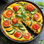 - 6 large eggs - 1 cup milk - 1 bell pepper (red or yellow), diced - 1 small zucchini, sliced - 1 cup baby spinach, chopped - ½ cup cherry tomatoes, halved - ½ cup onion, finely chopped - ½ cup shredded cheddar cheese - 1 tablespoon olive oil - Salt and pepper to taste - Fresh basil or parsley for garnish (optional) When choosing your vegetables, pick fresh ones. Fresh veggies add flavor and color. The eggs should be large and at room temperature. This helps them mix better. I like to use whole milk. It makes the frittata creamy. You can adjust seasonings based on your taste. Always use salt and pepper to bring out flavors. You can swap out the bell pepper for mushrooms or broccoli. Zucchini can be replaced with eggplant or asparagus. If you don't have spinach, try kale or Swiss chard. For cheese, feta or goat cheese work well too. Use almond or soy milk for a dairy-free option. This frittata is flexible, so feel free to get creative! For the full recipe, check out the section above. Start by whisking together the eggs and milk in a large bowl. Use six large eggs and one cup of milk. Mix until smooth. Add a pinch of salt and pepper for flavor. This simple mixture forms the base of your frittata. Next, heat one tablespoon of olive oil in an oven-safe skillet over medium heat. Add half a cup of finely chopped onions and one diced bell pepper. Cook for about three to four minutes, until soft. Then, stir in one small sliced zucchini and half a cup of halved cherry tomatoes. Cook for another two to three minutes. Lastly, add one cup of chopped baby spinach and cook until it wilts, just about one minute. This mix adds color and taste to your frittata. Now, pour the egg mixture over the cooked vegetables in the skillet. Make sure it covers everything well. Sprinkle half a cup of shredded cheddar cheese on top for extra flavor. Cook on the stovetop for two to three minutes until the edges start to set. Then, transfer the skillet to your preheated oven at 375°F. Bake for 15 to 20 minutes, until the frittata is puffed and the eggs are set in the middle. Once done, let it cool for a few minutes. Slice it into wedges and enjoy this colorful veggie frittata! For the full recipe, check out the complete guide. To make your frittata really shine, focus on the egg mixture. Whisk the eggs and milk well. This step adds air and lightness. I like to use a mix of eggs and milk for a creamier texture. When you add salt and pepper, do it lightly. You can always add more later. The veggies should be soft but not mushy. Sauté them just enough to bring out their flavor. I often use a bit of olive oil to help with this. Choose a mix of veggies for color and taste. My favorites are bell peppers, zucchini, and spinach. Timing is key for a perfect frittata. You’ll know it’s done when the edges are set and the center looks firm. It should puff up nicely in the oven. A good test is to gently shake the skillet. If it jiggles a bit but holds shape, it's ready. Let it cool for a few minutes before slicing. This helps it set even more. If you want to be sure, you can use a toothpick. Insert it into the center, and if it comes out clean, your frittata is done. Serving your frittata can be fun! Slice it into wedges for easy sharing. I like to garnish with fresh herbs like basil or parsley. They add a nice touch and some color. Pair it with a simple salad or crusty bread. This adds crunch and texture. You can also serve it warm or at room temperature. It’s great for brunch or even a light dinner. For more ideas, check out the Full Recipe! {{image_2}} You can change the veggies in your frittata to fit your taste. Try using broccoli, mushrooms, or asparagus. Each vegetable adds a new flavor. For a kick, add jalapeños or spicy peppers. You can even add leftover cooked vegetables from your fridge. This makes it easy to use what you have on hand. Cheese can change the taste of your frittata. If you want a lighter option, try feta or goat cheese. For a creamier texture, use ricotta. You could also skip cheese altogether for a dairy-free meal. Nutritional yeast is a great choice if you want a cheesy flavor without dairy. Spices can take your frittata to the next level. You can use dried herbs like oregano, thyme, or rosemary. Fresh herbs work great too—basil and parsley add a bright flavor. For a bolder taste, try adding smoked paprika or chili powder. Experiment with seasonings to find your perfect mix. Using these variations, you can make a new dish each time. This recipe stays fresh and fun with each change. For the full recipe, check out the Colorful Veggie Frittata section. To store leftover frittata, first let it cool to room temperature. Then, slice it into wedges for easy serving. Place the slices in an airtight container. This keeps your frittata fresh for up to three days in the fridge. Make sure to label the container with the date so you can track its freshness. Reheating the frittata is simple. You can use the oven or the microwave. For the oven, preheat it to 350°F (175°C). Place the frittata on a baking sheet and heat for about 10 minutes. For the microwave, place a slice on a plate and cover it with a damp paper towel. Heat it in 30-second bursts until warm. This method keeps the frittata moist and tasty. If you want to freeze frittata, slice it first. Wrap each slice tightly in plastic wrap. Then, place the wrapped slices in a freezer bag. Make sure to remove as much air as possible. Frozen frittata can last up to three months. When you're ready to eat, thaw it in the fridge overnight before reheating. For a quick meal, you can also reheat from frozen. Just add a few extra minutes to the oven or microwave time. Yes, you can make a frittata in advance. Prepare it, let it cool, and store it in the fridge. It stays good for about three days. You can eat it cold or heat it up. Just slice the frittata and enjoy it for breakfast or lunch. The best vegetables for frittatas are those that cook well. I love using: - Bell peppers - Zucchini - Spinach - Cherry tomatoes - Onions You can mix and match. Use what you have on hand. Just remember to cut them small for even cooking. No, a frittata is not the same as an omelet. An omelet cooks quickly and folds over filling. A frittata cooks slowly and is baked. It has more eggs and fillings mixed in. This makes it thicker and great for sharing. Enjoy the easy way to serve a crowd! For the full recipe, check out the Colorful Veggie Frittata. In this post, we covered how to make a delicious frittata. We looked at key ingredients, their alternatives, and step-by-step instructions. Tips for texture and flavor, along with serving suggestions, will help you enjoy your dish. You also learned about variations and storing leftovers. Frittatas are easy and fun to make. With a bit of practice, you'll create your own perfect frittata. Enjoy experimenting with different flavors and ingredients. Happy cooking!