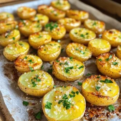 - 2 pounds baby potatoes, halved - 4 tablespoons olive oil - 4 cloves garlic, minced - 1/2 cup grated Parmesan cheese - 1 teaspoon dried oregano - 1 teaspoon smoked paprika - Salt and pepper to taste - Fresh parsley, chopped (for garnish) To make Garlic Parmesan Roasted Potatoes, you need fresh ingredients. Start with baby potatoes. These small potatoes cook well and have a nice texture. Halving them helps them roast evenly. You will also need olive oil. It adds flavor and helps the potatoes crisp up. Garlic is key for that rich taste. Use fresh cloves and mince them for the best flavor. Parmesan cheese is essential. It gives a salty and nutty taste. Dried oregano adds a hint of earthiness, while smoked paprika gives a gentle smokiness. Don’t forget salt and pepper to enhance all the flavors. Lastly, fresh parsley is perfect for garnish. It adds color and freshness to your dish. For the full recipe, check the details above. - Baking sheet - Parchment paper - Mixing bowl Gather your tools before you start. A good baking sheet helps your potatoes roast evenly. Line it with parchment paper for easy cleanup. A mixing bowl is where you combine all your ingredients. Make sure it's large enough to toss the potatoes well. These tools will make your cooking easier and more fun! 1. Preheat your oven to 425°F (220°C). This high heat helps the potatoes get crispy. 2. In a large mixing bowl, combine the halved baby potatoes, olive oil, minced garlic, dried oregano, smoked paprika, salt, and pepper. Toss them well so they are all coated. 1. Spread the potatoes in a single layer on a baking sheet. Use parchment paper to make cleanup easy. 2. Roast the potatoes in the preheated oven for 25 minutes. This step helps them become tender and golden. 3. After 25 minutes, take the baking sheet out. Sprinkle the grated Parmesan cheese evenly over the potatoes. 4. Return the baking sheet to the oven. Roast for an additional 10 to 15 minutes. The potatoes should turn golden brown, and the cheese will melt and bubble. Enjoy your Garlic Parmesan Roasted Potatoes! For the full recipe, check the earlier section. To get crispy potatoes, start by cutting them into even pieces. This helps them cook evenly. Make sure to toss the potatoes well with olive oil and seasonings. A good coating allows for that nice crunch. Spread them out on your baking sheet. If they are too close, they will steam instead of roast. Even seasoning is key. Use salt and pepper generously. This not only brings out the flavor but also helps achieve a golden crust. You can try seasoning them halfway through cooking for an extra flavor boost. You can mix things up with different herbs and spices. Consider using rosemary or thyme for a fresh taste. If you like a bit of heat, add some chili flakes. For toppings, try adding cheese varieties like cheddar or feta. You can also sprinkle on some crispy bacon bits for a savory crunch. Another idea is to add a dollop of sour cream or Greek yogurt for a creamy finish. For the full recipe, be sure to check out the instructions above. {{image_2}} You can use many kinds of potatoes for this dish. I love baby potatoes for their small size and creamy texture. They roast well and get crispy outside. You can also use regular potatoes. Just cut them into equal pieces. This way, they cook evenly. Both types give you a tasty result. Want to switch up the flavor? Try adding different cheeses. Cheddar or feta can give a nice twist. You can mix them with Parmesan for more depth. You can also add vegetables to the mix. Try bell peppers or onions. They roast nicely and add color. Just chop them up and toss them with the potatoes. This makes your dish even more vibrant. For the full recipe, check out the main section. To keep your Garlic Parmesan Roasted Potatoes fresh, store them in an airtight container. Place the container in the fridge. They will last for about three to four days. If you want to save them for later, you can freeze them. First, let the potatoes cool completely. Then, place them in a freezer-safe bag. Remove as much air as possible before sealing. They can stay in the freezer for up to three months. When it's time to enjoy your leftovers, you have two great options: the oven or the microwave. - Oven Method: Preheat your oven to 375°F (190°C). Spread the potatoes on a baking sheet. Bake for about 10-15 minutes. This method keeps them crispy and tasty. - Microwave Method: Place the potatoes in a microwave-safe dish. Cover them with a lid or wrap. Heat for 1-2 minutes, checking after each minute. This method is quick but may make them less crispy. For best results, I recommend the oven. You want those delicious crispy edges back! Can I use other types of cheese? Yes, you can use other cheeses. Cheddar or feta works well. Each cheese adds a different flavor. Experiment to find your favorite. How long do the potatoes take to cook? Cooking time is about 35 to 40 minutes. The first 25 minutes roast the potatoes. The last 10 to 15 minutes helps melt the cheese. Are these potatoes gluten-free? Yes, these potatoes are naturally gluten-free. You can enjoy them worry-free if you avoid gluten. How to make Garlic Parmesan Roasted Potatoes with fewer calories? To cut calories, reduce the amount of olive oil. You can also use a low-fat cheese. This keeps flavor while being lighter. What can I serve with Garlic Parmesan Roasted Potatoes? These potatoes pair well with grilled meats or a fresh salad. They also complement roasted vegetables nicely. Enjoy them with your favorite dish! In this post, I shared a simple recipe for Garlic Parmesan Roasted Potatoes. We covered the key ingredients you’ll need and the tools to use. I explained step-by-step how to prepare and cook them perfectly. We also discussed tips to enhance the flavor and texture and explored variations you can try. These potatoes serve as a great side for many meals. With a few easy swaps, you can make them your own. Enjoy making this dish and sharing it with others!