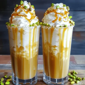 To make a tasty Salted Pistachio Caramel Frappe, gather these simple items: - 1 cup brewed coffee, cooled - 1 cup milk (dairy or non-dairy) - 1/2 cup pistachios, shelled and roughly chopped - 1/4 cup caramel sauce (store-bought or homemade) - 2 tablespoons sugar (adjust based on sweetness preference) - 1/4 teaspoon sea salt (plus extra for garnish) - 1 cup ice cubes - Whipped cream (for topping) You can easily adjust the recipe to fit your needs. Here are some good swaps: - Use almond milk or oat milk for a dairy-free option. - If you need a lower sugar version, you can use a sugar substitute. - For nut allergies, replace pistachios with sunflower seeds or pumpkin seeds. - Choose a caramel sauce made with coconut sugar for a healthier option. Using quality ingredients makes a big difference. Here are some brands I trust: - For coffee, I enjoy using Lavazza or Peet's Coffee. - Silk or Oatly make great non-dairy milk options. - Look for Sahale Snacks for high-quality pistachios. - For caramel sauce, I recommend Smucker’s or making your own at home. These choices enhance your frappe and ensure a delightful experience. For the full recipe, check the earlier section. Happy cooking! Start by brewing a cup of coffee. Let it cool down to room temperature. This step is key because hot coffee can melt the ice too quickly. Next, grab your blender. Add the cooled coffee, milk, caramel sauce, sugar, and sea salt to the blender. Blend everything together until it mixes well. This should take about 30 seconds. Now, get your pistachios. Roughly chop them up. You want small pieces, but not powder. After that, add the chopped pistachios and ice cubes to the blender. Blend again until the mixture is smooth and frothy. This should only take another 30 seconds. To get that perfect texture, blend on a medium speed. Start slow to mix the ingredients. Once they combine, speed up the blender. This helps the ice break down well. If you find chunks of ice, keep blending. You want a creamy, thick frappe without any lumps. After blending, taste your frappe. If it needs more sweetness, add more sugar. Blend briefly again to mix it in. Remember, everyone's sweet tooth is different. A little extra caramel can boost the flavor too. If you want it saltier, sprinkle in a pinch of sea salt. This adds a nice contrast to the sweetness. For the full recipe, check out the details. Enjoy crafting your Salted Pistachio Caramel Frappe! To get that smooth and frothy frappe, start with cooled coffee. Hot coffee will melt the ice too fast. Use a good blender. It needs power to mix the ice and pistachios well. Blend until it looks creamy and thick. If it’s too thick, add a little more milk. If it’s too thin, add more ice. Serve the frappe in tall glasses. This makes it look fancy. Fill the glasses about three-quarters full. This way, there’s room for whipped cream and toppings. You can also use clear glasses. This shows off the layers and colors. Enjoy it right away for the best taste. Garnishing adds fun to your frappe! Top with whipped cream for creaminess. Drizzle extra caramel sauce over the cream for sweetness. Sprinkle a little extra sea salt on top to enhance the flavor. Add a few whole pistachios for a crunchy finish. You can also try adding chocolate shavings or a sprinkle of cocoa powder for a twist. For the full recipe, check out the earlier section. {{image_2}} You can change up the frappe with seasonal flavors. In fall, add pumpkin spice for a warm twist. For summer, try a splash of fresh mint or a hint of coconut. These flavors mix well with pistachios and caramel. If you want to switch nuts, try using almonds or hazelnuts. Both nuts bring a unique flavor. Almonds give a sweet crunch, while hazelnuts add a rich, creamy taste. Just chop them up the same way as pistachios. To make this frappe vegan, swap the milk for a non-dairy option. Almond milk or oat milk works great. You can also use vegan whipped cream on top. Check that your caramel sauce is dairy-free or make your own. This way, you still enjoy the creamy, sweet taste! Get the full recipe for more details. If you have leftover salted pistachio caramel frappe, store it in the fridge. Use a sealed container to keep it fresh. It stays good for up to 24 hours. After that, the texture may change. The ice can melt and make it watery. To freeze your frappe, pour it into an ice cube tray. This way, you can use it later. You can blend the frozen cubes with fresh ingredients. This method helps keep the flavor and texture. Just remember, frozen coffee drinks taste best within a month. You should not reheat a frappe. It’s best enjoyed cold and frosty. If it separates in the fridge, give it a good shake before serving. Blend it again if needed to get the smooth texture back. To make a salted pistachio caramel frappe, start with brewed coffee. Use one cup of cooled coffee. Then, add one cup of milk, either dairy or a non-dairy option. Next, mix in the caramel sauce, sugar, and sea salt. Blend this mixture until it comes together smoothly. After that, toss in the chopped pistachios and ice cubes. Blend until frothy and thick. Pour the frappe into tall glasses. Top with whipped cream, drizzle caramel, and sprinkle sea salt for extra flavor. This recipe is quick and easy. You can find the Full Recipe for step-by-step guidance. You can find quality caramel sauce at most grocery stores. Look in the baking aisle or near the ice cream toppings. Popular brands like Smucker's and Torani offer good options. You can also find homemade versions at local farmers' markets. If you want to make your own, it’s simple. Just melt sugar slowly in a pan and add cream once it turns golden. This gives you a fresh caramel flavor. Yes, you can use instant coffee for this recipe. Just mix two teaspoons of instant coffee with one cup of hot water. Once it cools, it works well in the frappe. Instant coffee is a convenient choice. It gives you that coffee flavor without brewing. Just remember, the taste might differ slightly from brewed coffee. This blog post covers the essentials for making a perfect Salted Pistachio Caramel Frappe. We discussed ingredients, step-by-step instructions, and tips for the best results. I shared fun variations and storage tips to keep your frappe fresh. Remember, small changes can make big differences. Enjoy experimenting with flavors and textures. With practice, you’ll create a drink that impresses everyone. Now, you’re ready to enjoy your delicious creation!