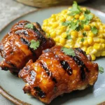 - Chicken and Marinade Ingredients - 4 boneless chicken thighs - 1 cup chipotle BBQ sauce - 2 tablespoons olive oil - 1 teaspoon garlic powder - 1 teaspoon onion powder - Salt and pepper to taste - Corn and Cream Ingredients - 4 ears of corn, husked - 1 cup heavy cream - 1 tablespoon butter - 1 teaspoon smoked paprika - 1 tablespoon fresh cilantro, chopped (for garnish) When I prepare Chipotle BBQ chicken with creamed grilled corn, I focus on fresh ingredients. The chicken thighs are juicy and tender, perfect for grilling. The marinade makes them flavorful. I use chipotle BBQ sauce for a spicy kick. For the corn, I choose sweet, fresh ears. It gives a bright taste to the dish. The heavy cream adds richness to the creamed corn. Smoked paprika brings a nice depth of flavor. I love adding fresh cilantro for a pop of color. Each ingredient plays a key role in making this dish special. The combination of smoky, sweet, and creamy makes every bite a delight. You can find the Full Recipe to get all the details. Enjoy creating this tasty meal! Start by mixing the olive oil, garlic powder, onion powder, salt, and pepper in a bowl. This marinade adds great flavor. Next, coat the chicken thighs well. Let them sit for at least 30 minutes. This waiting time helps the chicken absorb the flavors from the marinade. Preheat your grill to medium-high heat. This step is key for good cooking. While the grill heats, husk the corn. Once ready, place the corn on the grill. Grill the corn for about 10-12 minutes. Turn it occasionally until you see nice char marks. Once cooked, remove the corn and let it cool. Now, take the chicken thighs from the marinade. Place them on the hot grill. Brush them generously with chipotle BBQ sauce. Cook each side for about 6-7 minutes. Baste them with more sauce as they cook. Make sure the internal temperature reaches 165°F. This means the chicken is fully cooked and safe to eat. While the chicken cooks, cut the corn kernels off the cobs into a bowl. In a medium saucepan, melt the butter over medium heat. Add the corn to the pan and sauté for 3-4 minutes. This softens the corn. Pour in the heavy cream and sprinkle in the smoked paprika. Stir often for about 5 minutes. This helps the mixture thicken and become creamy. When the chicken is done, take it off the grill. Let it rest for a couple of minutes. This helps keep the juices in. Serve the BBQ chicken on a plate with a scoop of the creamed corn. To finish, sprinkle fresh cilantro over the chicken and creamed corn. This adds a nice burst of color and flavor. Enjoy your meal! For the full recipe, check the details above. When grilling, keep these tips in mind for perfect results. First, preheat your grill. A hot grill helps sear the chicken and corn. Second, oil the grill grates. This prevents sticking and makes flipping easier. Use tongs to turn the chicken, not a fork. This keeps the juices inside. Cook chicken thighs until they reach an internal temperature of 165°F. Use a meat thermometer for accuracy. For the corn, grill it until it's charred and tender. Turn it every few minutes to cook evenly. To get creamy corn, start with fresh corn. Fresh corn has the best flavor and texture. After grilling, cut the kernels off the cobs. In a saucepan, melt butter over medium heat. Add the corn and sauté it for a few minutes. Then pour in the heavy cream. Stir continuously until it thickens. This should take about five minutes. Add smoked paprika for a nice kick. Taste and adjust seasoning as needed. To boost flavor, think about adding a squeeze of lime juice. It brightens the dish and adds zing. You can also sprinkle some chili powder or cayenne for added heat. Fresh herbs like cilantro not only add color but also enhance the taste. For a smoky flavor, try adding a dash of liquid smoke to the BBQ sauce. This gives the chicken an extra layer of depth. If you want more sweetness, stir in a bit of honey or brown sugar. For the full recipe, check out Chipotle BBQ Chicken with Creamed Grilled Corn. {{image_2}} You can change up the heat level in this dish. If you want more spice, try adding cayenne pepper to your BBQ sauce. You can also mix in some diced jalapeños or use a spicier chipotle sauce. For those who love a smoky flavor, consider adding smoked paprika to the sauce. This will add depth and a kick to your BBQ chicken. You can still enjoy the flavors of this dish without meat. Swap the chicken for grilled portobello mushrooms or zucchini. Both options soak up flavors well and have a nice texture. Use the same marinade on your veggies. Grill them until tender, then brush with chipotle BBQ sauce. This keeps the dish hearty and satisfying without the meat. When serving, I love to pair this dish with a fresh salad or coleslaw. A tangy slaw complements the BBQ sauce nicely. You could also serve it with rice or quinoa for a filling meal. If you want to impress guests, add some grilled pineapple on the side. The sweetness balances the smoky and spicy flavors perfectly. For more ideas, check the Full Recipe section for extra serving tips. To keep your Chipotle BBQ chicken and creamed corn fresh, place them in airtight containers. Make sure to cool the food to room temperature first. Store the chicken and corn separately to keep their textures just right. You can keep them in the fridge for up to three days. If you want to enjoy them later, freezing is a great option. When it's time to eat again, reheat the chicken in the oven. Preheat your oven to 350°F. Place the chicken on a baking sheet and cover it with foil. Heat for about 15-20 minutes, or until warm. For the creamed corn, reheat it on the stove over low heat. Stir it often to ensure it warms evenly without burning. If it seems too thick, add a splash of milk for creaminess. To freeze the creamed corn, let it cool completely. Transfer it into a freezer-safe bag or container. Remove as much air as possible before sealing. Label the bag with the date. You can freeze it for up to two months. When ready to use, thaw it in the fridge overnight and reheat as mentioned earlier. This way, you can enjoy that sweet, creamy flavor anytime! The best way to marinate chicken is to use a mix of oil, spices, and herbs. I like to use olive oil, garlic powder, onion powder, salt, and pepper. This mix adds great flavor. Coat the chicken well and let it sit. Aim for at least 30 minutes. For even better taste, marinate it overnight in the fridge. Yes, you can use another type of sauce. If you want a different flavor, try honey mustard or teriyaki. Each sauce brings its own taste to the chicken. Just make sure to adjust the cooking time if the sauce has a lot of sugar. Sugar can burn easily on the grill. To know when chicken is done, check its internal temperature. Use a meat thermometer and aim for 165°F. If you don’t have a thermometer, cut into the chicken. The meat should be white, not pink. Juices should run clear. This ensures the chicken is safe to eat and juicy. For more details, check the Full Recipe. This post covered key steps for a tasty dish featuring marinated chicken and creamed corn. You learned about the right ingredients, how to grill chicken, and make creamy corn. I shared tips to boost flavor and ideas for variations. Proper storage advice helps keep your leftovers fresh. By using these methods, you can create a meal that satisfies everyone. Enjoy your cooking and try new twists to make it your own!
