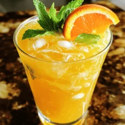 To make the Tangerine Mint Cooler, gather these fresh and tasty ingredients: - Fresh tangerine juice - Sparkling water or club soda - Fresh mint leaves - Honey or agave syrup - Lime juice - Ice cubes - Tangerine slices for garnish Each ingredient plays a key role. The fresh tangerine juice gives a bright and sweet flavor. Sparkling water adds fizz and lightness. Fresh mint leaves bring a cool touch. Honey or agave syrup sweetens the drink, while lime juice adds a zesty kick. Ice cubes keep everything chill, and tangerine slices make it look pretty. For the full recipe, check my detailed instructions to enjoy this refreshing drink. To start, grab your fresh tangerines. Cut each one in half. Juice them until you have 2 cups of fresh juice. If you like, strain the juice to remove pulp and seeds. This step helps create a smooth drink. Next, take a medium bowl. Pour in the fresh tangerine juice. Add honey or agave syrup, along with lime juice. Stir it all together until the sweetener dissolves. This mixture should taste bright and sweet with a hint of tartness. Now, let’s get to the mint. In a pitcher, gently muddle the fresh mint leaves. Use the back of a spoon or a muddler. The goal is to release the mint's oils without tearing the leaves. This step adds a lovely aroma to your drink. After muddling, pour the tangerine juice mixture over the mint in the pitcher. Then, add sparkling water or club soda. Stir gently to mix everything. You want to keep the fizz, so be careful not to stir too hard. To serve, fill glasses with ice cubes. Pour the tangerine mint mixture over the ice. Finally, garnish each glass with extra mint leaves and a slice of tangerine on the rim. This adds a nice touch and makes the drink look fancy. For the full recipe, check out the [Full Recipe]. To pick the best tangerines, look for firm ones. They should feel heavy for their size. A bright orange color shows ripeness. Avoid any with soft spots or wrinkles. Fresh tangerines taste sweet and juicy, making your drink great. You can change the sweetness to fit your taste. Start with two tablespoons of honey or agave. Stir until it dissolves. Taste the mix and add more sweetener if needed. Keep in mind that tangerines can vary in sweetness. You can add fun flavors to your cooler. Try a splash of ginger for warmth. A hint of vanilla can add depth. If you love spice, a pinch of cayenne pepper can give it a kick. Fresh herbs like basil can also complement the mint. To present your drink nicely, use tall glasses. Fill them with ice cubes first. Pour the tangerine mint mix over the ice. Garnish with mint leaves and tangerine slices on the glass rim. This adds a pop of color and charm. For a fun twist, serve with colorful straws or drink stirrers. Check out the Full Recipe for more tips! {{image_2}} You can add more fruit to your Tangerine Mint Cooler. Fruits like pineapple, strawberries, or mango can bring new flavors. Just blend them into the juice mixture. For a tropical twist, try using coconut water instead of sparkling water. This will give your drink a sweet, creamy taste. Mix and match to find your favorite combo! For a fun twist, you can make this drink boozy. Adding vodka or rum can elevate your cooler. Start with one ounce of your choice of spirit per glass. Stir it in after combining the tangerine juice and mint. Adjust the amount based on your taste. You can also try flavored spirits like coconut rum or peach vodka to add a new layer of flavor. You can swap mint for other herbs as well. Basil, rosemary, or cilantro can create exciting new flavors. Muddle the herbs just like you do with mint. Each herb brings a unique taste to the drink. Pair them with citrus for refreshing results. Don’t be afraid to experiment! To store your Tangerine Mint Cooler, pour any leftovers into a clean jar. Seal it tightly with a lid. Keep the jar in the fridge. This helps maintain the drink's freshness and flavor. Always use a glass container for the best results. The Tangerine Mint Cooler stays fresh for up to three days in the fridge. After that, the mint may wilt and the flavor can fade. To enjoy the best taste, consume it within this time frame. Before serving, give it a gentle stir to mix the flavors again. If you have extra tangerine juice, consider freezing it. Pour the juice into ice cube trays. Once frozen, transfer the cubes to a freezer bag. This way, you can use them later in smoothies or other drinks. Frozen tangerine juice lasts for about six months. Yes, you can make Tangerine Mint Cooler in advance. Prepare the juice mixture and muddle the mint leaves. Store them in the fridge for up to two days. Add the sparkling water just before serving. This keeps the drink fizzy and fresh. To make a non-carbonated Tangerine Mint Cooler, skip the sparkling water. Instead, use still water or coconut water. This gives you a smooth and refreshing drink. Mix the juice with your choice of water and muddle in the mint leaves. Serve it over ice for a tasty treat. Tangerines are packed with vitamins and nutrients. They are high in vitamin C, which helps boost your immune system. Tangerines also have antioxidants that help fight free radicals. Their fiber content aids digestion and keeps you feeling full. Enjoying tangerines can support your overall health. Making the Tangerine Mint Cooler vegan is easy. Use agave syrup instead of honey. This keeps your drink plant-based while still being sweet. All other ingredients are already vegan-friendly. Enjoy your refreshing drink without any animal products. Yes, you can use bottled tangerine juice for convenience. However, fresh juice has a brighter flavor. If you choose bottled juice, look for 100% pure juice without added sugars or preservatives. This way, you still get a tasty drink. For the best taste, I recommend using fresh juice when possible. In this post, I covered how to make a refreshing Tangerine Mint Cooler. We discussed ingredients, steps for preparation, and tips for the best taste. Remember, fresh ingredients like mint and tangerines make a big difference. Adjust the sweetness to your liking for the perfect drink. You can even explore fun variations or store extras for later. With these ideas, you can create a delightful drink that impresses everyone. Enjoy crafting your cooler!