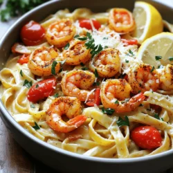 To make Cajun shrimp pasta, you need fresh and simple ingredients that pack a punch. Here's what you'll need: - 8 oz fettuccine pasta - 1 lb large shrimp, peeled and deveined - 2 tablespoons Cajun seasoning - 2 tablespoons olive oil - 1 medium onion, diced - 3 cloves garlic, minced - 1 red bell pepper, sliced - 1 cup heavy cream - 1 cup cherry tomatoes, halved - 1/2 cup grated Parmesan cheese - Fresh parsley, chopped (for garnish) - Salt and pepper to taste Using quality ingredients makes all the difference in flavor. The Cajun seasoning gives the dish its signature kick. The shrimp adds a tasty protein. Fettuccine pasta holds the creamy sauce well. Each ingredient plays a role in making this meal delightful. When gathering your ingredients, ensure the shrimp are fresh. Look for shrimp that smell like the ocean, not fishy. Fresh vegetables and herbs enhance the taste. For the full recipe, you can check out the [Full Recipe]. Enjoy cooking! To cook the fettuccine pasta, bring a large pot of salted water to a boil. Add 8 oz of fettuccine and cook according to the package instructions, usually around 8-10 minutes. Stir occasionally. Once the pasta is al dente, drain it well but reserve 1/2 cup of the pasta water. This step is key! The starchy water helps the sauce stick to the pasta and adds creaminess. For the shrimp, take 1 lb of large shrimp, peeled and deveined. In a bowl, toss the shrimp with 2 tablespoons of Cajun seasoning until they are evenly coated. This seasoning gives the shrimp a bold flavor. Heat 2 tablespoons of olive oil in a large skillet over medium-high heat. Add the seasoned shrimp and cook for about 2-3 minutes on each side. They should turn pink and opaque. Once done, remove the shrimp from the skillet and set them aside. In the same skillet, add 1 medium diced onion and 1 sliced red bell pepper. Sauté them until the onion becomes soft and translucent, about 4-5 minutes. Then, add 3 minced garlic cloves and sauté for another minute. Be careful not to burn the garlic. Next, stir in 1 cup of cherry tomatoes and cook for about 3 minutes until they soften. Pour in 1 cup of heavy cream and let it simmer gently for 2-3 minutes. This will thicken the sauce. Now, stir in the cooked pasta, 1/2 cup of grated Parmesan cheese, and the reserved pasta water. Adjust the consistency as needed. Finally, add the cooked shrimp back to the skillet and toss everything together. Season with salt and pepper as needed. Your dish is now ready for a beautiful presentation! For the full recipe, refer to the details provided earlier. To get tender, juicy shrimp, cook them for just 2-3 minutes on each side. They turn pink and opaque when done. Overcooking makes them rubbery. Always keep a close eye on them. Balancing flavors is key. Cajun seasoning can be spicy. Taste as you go. Adjust salt and spice to suit your palate. This extra care makes a big difference. Cajun shrimp pasta pairs well with garlic bread or a fresh salad. These sides bring great texture and flavor. For garnish, sprinkle fresh parsley over the top. A squeeze of lemon adds brightness. Serve in a large bowl to show off the colorful dish. Add extra Parmesan on top for a delicious finish. Avoid overcooking shrimp. This mistake can ruin your dish. Always check them carefully. Don’t skip reserving pasta water. This starchy water helps the sauce stick to the pasta. It also makes the sauce creamy and rich. Use about half a cup for best results. For the full recipe, check out the Cajun Shrimp Pasta Delight. {{image_2}} You can switch up the fettuccine if you want. Try using penne or spaghetti for a fun twist. Both will hold the sauce well and add a new look to your dish. For shrimp, you have options too. You can use medium shrimp if you can’t find large ones. You can also try scallops or chicken for a different flavor. Adjusting the spice is easy. If you want a milder dish, use less Cajun seasoning. Start with one tablespoon, then taste and add more if needed. You can also balance heat by adding cream or cheese. Want it hotter? Sprinkle in chili flakes or a few drops of hot sauce. Just remember, a little goes a long way! If you need a gluten-free meal, swap fettuccine for gluten-free pasta. Look for brands made from rice or chickpeas. These options taste great and work well with sauces. Looking for a lighter version? Use half-and-half instead of heavy cream. You can also cut back on cheese. This way, you can enjoy your meal without the extra calories. For more details, check out the Full Recipe. To keep your Cajun shrimp pasta fresh, store it in the fridge. Place the pasta in an airtight container. Make sure to let it cool down first. This helps prevent moisture build-up. The best containers are glass or BPA-free plastic. They help keep flavors locked in and prevent spills. When you’re ready to eat again, you have a few good options. The best way to reheat is on the stovetop. Add a splash of water or broth to keep it moist. Heat it slowly over medium-low. If the pasta dries out, mix in a little olive oil or more cream. This will bring back its creamy texture. Yes, you can freeze Cajun shrimp pasta! It’s easy to make it last longer. Start by letting the pasta cool completely. Then, portion it into freezer-safe bags or containers. Make sure to remove as much air as possible. Label the bags with the date. This way, you can enjoy your meal later without worry. Cajun seasoning is a mix of spices that gives dishes a bold flavor. It often includes: - Paprika - Cayenne pepper - Onion powder - Garlic powder - Oregano - Thyme - Black pepper - Salt This blend adds warmth and depth to any meal, making it perfect for Cajun shrimp pasta. Cajun shrimp pasta can last about 3 to 4 days in the fridge. Make sure to store it in an airtight container. This helps keep it fresh and tasty. Yes, you can use other pasta types! Here are some great options: - Penne - Linguine - Spaghetti - Whole wheat pasta Each pasta will bring a unique texture to the dish while still pairing well with the flavors. Here are some delicious side dishes and drinks to enjoy: - Garlic bread - Caesar salad - Roasted vegetables - A crisp white wine, like Sauvignon Blanc These pairings enhance the meal and create a lovely dining experience. Cajun shrimp pasta can be a healthy choice. Shrimp are low in calories and high in protein. The dish can contain healthy fats from olive oil. To make it even healthier, you can: - Use whole grain pasta - Add more vegetables - Reduce the amount of cream These changes boost nutrition without losing flavor. For the full recipe, check out the link. Cajun shrimp pasta is a simple and tasty dish. We covered the key ingredients, cooking steps, and helpful tips to make it perfect. Remember to avoid common mistakes and adjust spice levels to your taste. You can also modify this dish based on dietary needs and preferences. Store leftovers properly, and don’t forget to enjoy every bite. This pasta is not just about flavor; it brings warmth and comfort to your meal. Make it, share it, and savor the joy it brings!