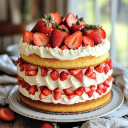 To make the Old Fashioned Strawberry Cake, gather the following ingredients: - 2 cups all-purpose flour - 1 ½ cups granulated sugar - ½ cup unsalted butter, softened - 1 cup milk - 3 large eggs - 1 tablespoon baking powder - 1 teaspoon vanilla extract - ½ teaspoon salt - 1 cup fresh strawberries, diced - 1 cup powdered sugar - 2 tablespoons cream cheese, softened - 2 tablespoons heavy cream - Fresh strawberries for garnish These ingredients work together to create a moist and flavorful cake. The fresh strawberries add a burst of sweetness. Using high-quality butter ensures a rich taste, while the cream cheese frosting elevates the cake's creaminess. You can find the [Full Recipe](#) in the next section. 1. Preheat the oven and prepare cake pans Heat your oven to 350°F (175°C). Grease and flour two 9-inch round cake pans. This helps the cakes come out easily. 2. Creaming the butter and sugar In a mixing bowl, beat the softened butter with granulated sugar. Mix until it becomes light and fluffy. This step adds air to your cake. 3. Adding eggs and vanilla Add the eggs to the butter and sugar mix, one at a time. Mix well after each addition. Then stir in the vanilla extract. This gives your cake great flavor. 1. Whisking together flour, baking powder, and salt In a separate bowl, whisk the flour, baking powder, and salt together. This ensures even mixing of dry ingredients. 2. Incorporating dry ingredients with wet mixture Gradually add the dry mix to the wet ingredients, alternating with the milk. Start and end with the flour mix. Stir until just combined. This keeps your cake light. 1. Gently folding in strawberries Carefully fold in the diced strawberries. Make sure they are evenly spread in the batter. This adds a fresh taste and color. 2. Baking time and testing for doneness Pour the batter into the prepared pans. Bake for 25-30 minutes. Use a toothpick to check if it comes out clean. This means your cakes are done. 1. Preparing the cream cheese frosting In a small bowl, beat the cream cheese, powdered sugar, and heavy cream together. Mix until smooth. This creates a rich frosting. 2. Layering the cake and frosting Once the cakes cool completely, place one layer on a plate. Spread frosting on top, then add the second layer. Frost the top and sides with the remaining frosting. Decorate with fresh strawberries. This makes your cake look beautiful. For a full recipe, check out the [Full Recipe]. To ensure a moist cake, use room-temperature eggs and butter. This helps the batter mix well. Also, do not overbake the cake. Check for doneness around 25 minutes. A toothpick inserted in the center should come out clean. For even baking, rotate your cake pans halfway through the baking time. This helps the heat circulate evenly. If your oven has hot spots, this step is key. Achieving the perfect frosting consistency requires the right ratio of cream cheese to heavy cream. Start with softened cream cheese and mix until smooth. Then, slowly add the powdered sugar. If it’s too thick, add more cream. For decorating, use fresh strawberries on top of the cake. Slice them and arrange them in a pretty pattern. You can also use whole strawberries for a stunning look. To avoid overmixing the batter, mix just until combined. Overmixing can make the cake tough. If you want to prevent a soggy cake, make sure your strawberries are well-drained. Excess moisture can affect the cake’s texture. You can also toss them in a bit of flour before folding them into the batter. Check the [Full Recipe] for more details. {{image_2}} You can make your old-fashioned strawberry cake even more exciting. One fun twist is to add lemon zest. This gives the cake a fresh and zesty flavor. Just a tablespoon of lemon zest can brighten the taste. It pairs well with strawberries. Feel free to experiment with other berries too. Raspberries, blueberries, or blackberries can change the flavor profile. Use the same amount as strawberries for a berry mix. Each berry brings its own unique taste to the cake. If you need gluten-free options, you can use alternative flours. Almond flour or coconut flour works great. Just keep in mind that these flours may change the texture. You might need to adjust the liquid in the recipe as well. For a dairy-free version, replace butter with coconut oil. Use almond milk or oat milk instead of regular milk. You can also use dairy-free cream cheese for the frosting. These swaps help everyone enjoy this treat. Making mini strawberry cakes is simple and fun. Start by using a muffin tin. Fill each cup with batter and bake for about 15-20 minutes. Once they cool, frost each mini cake with cream cheese frosting. Layered cakes are also a classic choice. Bake two or more layers and stack them. Spread frosting between layers for a tasty surprise. Decorate the top with fresh strawberries for a stunning look. These variations keep your cake fresh and exciting. You can find the full recipe at the beginning of this article. Enjoy these variations on your old-fashioned strawberry cake! To store leftovers, wrap the cake well in plastic wrap. This helps keep it moist. Place it in an airtight container to avoid any odors from the fridge. The best practice is to keep the cake in a cool spot. Enjoy your cake within four to five days for the best taste. You can freeze the cake layers for later use. First, let the layers cool completely. Wrap each layer in plastic wrap tightly, then in aluminum foil. This double wrapping keeps the cake fresh. To thaw, move the layers to the fridge overnight. For serving, let them sit at room temperature for a bit before frosting. The cake lasts about five days in the fridge. After that, it may start to spoil. Look for signs like a change in smell or a dry texture. If the strawberries start to look mushy, it's time to toss the cake. Enjoy your Old Fashioned Strawberry Cake while it’s fresh for the best flavor! Can I use frozen strawberries? Yes, you can use frozen strawberries. Just thaw them first. Drain any extra juice to avoid a soggy cake. This keeps the flavor strong and the texture nice. How can I make this cake in advance? You can bake the cake a day ahead. Let it cool, then wrap it well. Store it in the fridge. Frost it just before serving to keep it fresh. What type of frosting pairs best with strawberry cake? Cream cheese frosting is a great choice. It adds a rich flavor that complements the strawberries. You can also use whipped cream for a lighter touch. Can I make the cake without eggs? Yes, you can make this cake without eggs. Use unsweetened applesauce or mashed bananas instead. This makes it moist and keeps the right texture. How to adjust baking time for different pan sizes? For smaller pans, check the cake 5-10 minutes earlier. For larger pans, add about 5-10 minutes. Always test with a toothpick for doneness. What should I do if the cake sinks in the middle? If the cake sinks, it may be underbaked or overmixed. Ensure you mix just until combined. Also, check your oven temperature with a thermometer. What drinks pair well with strawberry cake? I love serving strawberry cake with iced tea or lemonade. Sparkling water adds a nice touch too. For adults, a light rosé or prosecco works well. How do I serve the cake for a gathering? Slice the cake into equal pieces. Place on a large platter. Garnish with fresh strawberries for a pretty look. This makes it inviting and delicious. For the [Full Recipe], check out the step-by-step guide above! This blog post covered everything you need for a delicious strawberry cake. We explored the key ingredients, step-by-step instructions, baking tips, and creative variations. I shared ways to store your cake and answered common questions. Now, you’re ready to bake a tasty treat that impresses friends and family. Whether you stick with classic strawberries or try something new, enjoy the process. Baking should be fun and rewarding. Dive in and create something delicious today!