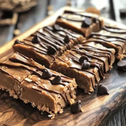- 1 cup creamy peanut butter - 1/2 cup honey or maple syrup - 1 teaspoon vanilla extract - 2 cups rolled oats - 1/2 cup dark chocolate chips - 1/4 cup unsweetened cocoa powder - Pinch of salt - Medium saucepan - Baking dish (8x8 inch) - Parchment paper - Spatula You need simple ingredients to make these no-bake peanut butter bars. The star is creamy peanut butter, which gives the bars their smooth texture and rich taste. Honey or maple syrup acts as a sweetener and binds the mixture. Vanilla extract adds a nice touch of flavor. Rolled oats provide a hearty base and make the bars filling. Dark chocolate chips melt into the mix for a sweet and slightly bitter contrast. Unsweetened cocoa powder deepens the chocolate flavor. Finally, a pinch of salt balances the sweetness. For equipment, you will need a medium saucepan to mix and heat the ingredients. An 8x8 inch baking dish is perfect for shaping the bars. Parchment paper helps with easy removal. A spatula is key for mixing and spreading the mixture evenly. This simple setup allows you to create a tasty treat quickly. You can find the full recipe above to guide you through each step. - In a medium saucepan, combine 1 cup of creamy peanut butter, 1/2 cup of honey, and 1 teaspoon of vanilla extract over low heat. - Stir the mix until it's smooth and well blended. - Remove the pan from the heat. - Add 2 cups of rolled oats, 1/4 cup of unsweetened cocoa powder, and a pinch of salt. - Mix until everything is fully incorporated. - Fold in 1/2 cup of dark chocolate chips. - Line an 8x8 inch baking dish with parchment paper. Leave some overhang for easy removal. - Pour the peanut butter mixture into the dish. - Spread it out evenly with a spatula. - Press the mix down firmly to pack it tightly. - Refrigerate the bars for at least 2 hours. - Once firm, lift the bars out using the parchment paper. - Cut them into squares or rectangles. These no-bake peanut butter bars are easy to make and oh so tasty! For the complete recipe, check out the [Full Recipe]. Enjoy your delicious treat! To make the perfect no-bake peanut butter bars, start with a smooth mixture. Heat your peanut butter, honey, and vanilla gently in a medium saucepan. This helps them blend well. Once mixed, pour in the oats, cocoa powder, and salt. Mix until combined. After this, you need to press the mixture down well in the baking dish. This step ensures the bars hold their shape when you cut them. One common mistake is not chilling the bars long enough. They need at least two hours in the fridge to firm up. If you cut them too soon, they may fall apart. Another mistake is overmixing the ingredients. This can make the bars tough instead of soft and chewy. Mix just until combined for the best texture. You can enhance the flavor of your bars in fun ways. Try using different nut butters like almond or cashew. Each nut butter adds its unique taste. Another idea is to sprinkle a bit of sea salt on top before chilling. This small addition can make the flavors pop and give your bars a gourmet touch. For the full recipe, check the detailed steps above. {{image_2}} You can make these bars even more fun. Try adding dried fruit like raisins or cranberries. These fruits give a nice chew and add sweetness. You can also mix in some nuts or seeds. Chopped walnuts or sunflower seeds bring a crunch that makes each bite exciting. If you want to make these bars vegan, swap honey for maple syrup. Also, use dairy-free chocolate chips. This keeps the flavor great while meeting vegan needs. For those who are gluten-free, make sure to use gluten-free oats. This way, everyone can enjoy these tasty treats without worry. Serve these bars with fresh fruit or yogurt for a bright touch. Sliced bananas or berries work well. If you want to make them extra special, drizzle some chocolate on top. This adds a sweet touch and makes them look fancy. Try these ideas to enhance your no-bake peanut butter bars. For the complete recipe, check out the Full Recipe. To keep your no-bake peanut butter bars fresh, store them in an airtight container. Make sure to refrigerate them right away. This will help them stay firm and tasty. I also recommend placing parchment paper between layers. This prevents sticking and makes it easy to grab a bar when you want one. These bars stay fresh for up to one week. After that, they might lose their great taste and texture. Look for signs of spoilage. If the bars smell off or feel too soft, it’s best to toss them. If you want to keep your bars longer, you can freeze them. Wrap each bar in plastic wrap and place them in a freezer-safe bag. This way, they last for about three months. When you’re ready to eat, thaw them in the fridge overnight. Enjoy the same great taste! Making no-bake peanut butter bars is quick and easy. You need about 10 minutes to prep. After mixing, chill the bars for at least 2 hours. This makes the total time around 2 hours and 10 minutes. You can enjoy these tasty treats in no time! Yes, you can use crunchy peanut butter! It adds a nice texture and a bit more crunch. The taste will also change slightly. Creamy peanut butter gives a smooth bar, while crunchy offers a fun bite. Choose whichever you prefer! If you lack honey or maple syrup, you have options. You can try agave syrup or brown rice syrup. Both will add sweetness. You might also use granulated sugar, but dissolve it in a bit of water first. This way, your bars will still be sweet and yummy! Absolutely! These bars are great for kids. They have healthy fats from peanut butter and fiber from oats. Plus, they are easy to make. Kids love the chocolate chips too! These bars are a tasty treat that also packs some nutrition. You can easily make no-bake peanut butter bars at home. Start with simple ingredients like peanut butter, oats, and honey. Follow the clear steps outlined for mixing and chilling the bars. Remember to avoid overmixing and ensure they chill long enough. In the end, these bars are not only tasty but also flexible. Try different flavors and store them right to enjoy longer. With practice, you will make the perfect treat that everyone loves. Now, enjoy your delicious creation!