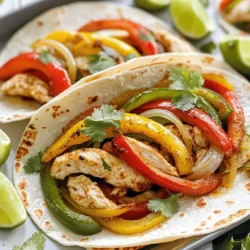 - 1.5 lbs chicken breast, sliced into thin strips - 1 red bell pepper, sliced - 1 yellow bell pepper, sliced - 1 green bell pepper, sliced - 1 medium onion, sliced Chicken breast is the star of this dish. It cooks quickly and stays juicy. Use fresh chicken for the best taste. Bell peppers add color and crunch. I love using a mix of red, yellow, and green for a vibrant look. Slicing the onion adds sweetness and depth. This mix creates a great base for the fajitas. - 3 tablespoons olive oil - 2 teaspoons chili powder - 1 teaspoon cumin - 1 teaspoon smoked paprika - 1 teaspoon garlic powder - 1 teaspoon onion powder - Salt and pepper to taste Olive oil helps the spices stick to the chicken and veggies. It also keeps everything juicy. Chili powder adds heat and flavor. Cumin brings warmth, while smoked paprika gives a nice, smoky touch. Garlic and onion powders enhance the taste without overpowering it. Don’t forget salt and pepper to bring out all the flavors. - 8 small flour tortillas - Fresh cilantro, chopped (for garnish) - Lime wedges (for serving) Flour tortillas are soft and perfect for wrapping. They hold all the fillings well. Fresh cilantro adds a burst of freshness and color. Lime wedges bring a zesty kick. Squeezing lime over the fajitas right before eating brightens the dish. You can find the full recipe [here](Full Recipe). Preheat the Oven Start by preheating your oven to 400°F (200°C). This step is very important. A hot oven helps cook the chicken and veggies just right. Prepare the Vegetables and Chicken Next, gather your fresh ingredients. Slice the chicken breast into thin strips. Cut the red, yellow, and green bell peppers into pieces. Make sure the onion is also sliced thin. This way, all the pieces cook evenly. Place everything in a large bowl. Combine Ingredients Pour 3 tablespoons of olive oil over the chicken and veggies. Then, sprinkle the spices: 2 teaspoons of chili powder, 1 teaspoon each of cumin, smoked paprika, garlic powder, onion powder, plus salt and pepper to taste. Toss everything well. You want all the pieces to be coated in the yummy seasoning. Spread on Baking Sheet Now, take a large baking sheet and line it with parchment paper or grease it lightly. Spread the chicken and veggie mixture evenly on the sheet. This helps them cook evenly and get nice and golden. Bake the Mixture Place the baking sheet in the oven. Bake for 25-30 minutes. Halfway through, give everything a good stir. This ensures even cooking. The chicken should be cooked through, and the vegetables will be tender. Warm Tortillas and Serve While the fajitas bake, you can warm the tortillas. Use a dry skillet over medium heat for about 30 seconds on each side. Alternatively, wrap them in foil and heat in the oven for the last 5 minutes of cooking. Once the fajitas are ready, squeeze fresh lime juice over them. Serve the fajitas on warm tortillas. Garnish with chopped cilantro and lime wedges. Enjoy every bite! For the full recipe, check above. Choosing the Right Chicken For the best fajitas, I recommend using boneless, skinless chicken breasts. They cook evenly and stay juicy. Aim for chicken strips about half an inch thick. This size helps them cook well and absorb all those tasty spices. How to Cut Vegetables for Even Cooking Slice your bell peppers and onion into similar sizes. I like to cut them into thin strips, about a quarter-inch thick. This ensures they cook evenly in the oven. If you want more crunch, cut them slightly thicker. Just remember to keep them uniform for the best results. Marinating Tips for Extra Flavor For an extra flavor boost, marinate your chicken. Mix olive oil, lime juice, and spices in a bowl. Let the chicken soak for at least 30 minutes. This step makes a big difference! It adds depth and richness to your fajitas. Adding Extra Toppings and Sides Don’t forget about toppings! Fresh cilantro, diced tomatoes, and avocado can elevate your dish. You can also serve your fajitas with sides like rice or beans. They add color and nutrition. Explore different options to make each meal unique. For the full recipe, check out the complete guide! {{image_2}} You can switch things up by using different proteins in your fajitas. If you prefer beef, choose flank steak or sirloin. Slice the meat thin for quick cooking. Simply follow the same steps as the chicken. Shrimp is another tasty option. It cooks faster than chicken. Add it to the mix for only 15 minutes, and you’ll have a delightful seafood fajita. For those who want a meatless meal, try using firm tofu or tempeh. Marinate them in the same spices to add flavor. Cook them until golden brown, and enjoy a veggie-packed dish. You can customize the heat level of your fajitas. For mild fajitas, stick to the recipe as is. The spices provide flavor without too much heat. If you like a medium kick, add a bit more chili powder. You could also mix in some diced bell peppers for added taste. For those who love spice, fresh jalapeños are a great choice. Chop them and toss them with the chicken and veggies before baking. You can also drizzle hot sauce on top before serving for an extra punch. Feel free to explore these variations in the full recipe for more ideas! After you enjoy those oven-baked chicken fajitas, store any leftovers properly. First, let them cool down. Then, place them in an airtight container. This keeps them fresh and tasty. You can store them in the fridge for up to three days. If you want to save them for later, consider freezing. To freeze, wrap the fajitas tightly in plastic wrap or foil. Then, place them in a freezer bag. They can last up to three months in the freezer. Just remember to label the bag with the date. When it's time to eat your leftovers, you have two good options: the microwave or the oven. Microwave Reheating: Place the fajitas on a microwave-safe plate. Cover them with a damp paper towel to keep them moist. Heat in short bursts of 30 seconds until they're warm throughout. Oven Reheating: Preheat your oven to 350°F (175°C). Spread the fajitas on a baking sheet. Heat for about 10-15 minutes, or until warm. This method helps keep the texture nice and crispy. To keep the fajitas fresh, avoid reheating them more than once. Enjoy the delicious flavors of your oven-baked chicken fajitas again! How do I know when the chicken is cooked through? You can check if the chicken is cooked by using a meat thermometer. Insert it into the thickest part of the chicken. It should read 165°F (75°C). If you don’t have a thermometer, you can also cut a piece of chicken in half. The meat should be white and no longer pink. Can I use frozen chicken for this recipe? Yes, you can use frozen chicken. However, it’s best to thaw it first. Thaw the chicken in the fridge overnight or use the defrost setting on your microwave. This way, it cooks evenly and absorbs the flavors well. What are the best sides to serve with chicken fajitas? I love serving chicken fajitas with: - Mexican rice - Black beans - Guacamole - Salsa - Corn salad These sides add color and flavor to your meal. They also balance the spices in the fajitas. How can I make this recipe dairy-free? To make chicken fajitas dairy-free, simply skip any cheese or sour cream. You can use avocado or guacamole instead. They add creaminess without dairy. Fresh lime juice adds a nice tang, too. How long do leftovers last in the fridge? Leftovers can last about 3 to 4 days in the fridge. Store them in an airtight container. This keeps the fajitas fresh and tasty. Can I prepare fajitas in advance? Yes, you can prep fajitas in advance. Slice the chicken and veggies, then store them in the fridge. Just mix and bake when you’re ready. This saves time on busy nights. For the full recipe, refer to the earlier section. To sum up, this article covered how to make tasty chicken fajitas. We discussed key ingredients like chicken, bell peppers, and spices. You learned about step-by-step preparation and cooking. I shared tips for perfecting your dish and options for different proteins and spice levels. Lastly, we addressed storage and reheating for leftovers. Enjoy making and sharing your delicious fajitas. With practice, you will master this easy and fun meal!