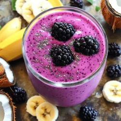 To make a tasty Blackberry Coconut Chai Smoothie, gather these key ingredients: - 1 cup blackberries, fresh or frozen - 1 banana, sliced - 1 cup coconut milk (canned or cartoned) These ingredients bring flavor and creaminess to your smoothie. Blackberries add a sweet-tart taste, while the banana gives it a creamy texture. Coconut milk adds richness and a tropical touch. Next, you will need a few additional ingredients to enhance the flavor: - 1 teaspoon chai tea powder or 1 chai tea bag (brewed and cooled) - 1 tablespoon honey or maple syrup (adjust to taste) - 1 tablespoon chia seeds - ½ teaspoon vanilla extract Chai tea offers warm spice notes that pair well with the fruit. Sweeteners like honey or maple syrup help balance the flavors. Chia seeds add a boost of nutrition and thickness, while vanilla extract adds a lovely aroma. You can also include some optional ingredients for a fun twist: - Ice cubes (optional, for a chilled smoothie) - Garnishes for presentation Adding ice cubes makes the smoothie colder and more refreshing. You can garnish your drink with whole blackberries or chia seeds to make it look beautiful and inviting. For the complete recipe, check out the [Full Recipe]. To start, brew the chai tea. If you use a tea bag, steep it in one cup of hot water. Let the tea cool to room temperature. This step gives your smoothie the warm spices needed for a great flavor. Next, gather all your ingredients. In your blender, add these items: - 1 cup blackberries, fresh or frozen - 1 sliced banana - 1 cup coconut milk - 1 teaspoon chai tea powder or the cooled brewed tea - 1 tablespoon honey or maple syrup - 1 tablespoon chia seeds - ½ teaspoon vanilla extract Blend until everything is well mixed. If you like it colder, toss in a handful of ice cubes. When blending, keep an eye on the texture. Blend on high speed until smooth and creamy. You want to avoid any large blackberry chunks. If it’s too thick, add a bit more coconut milk. Taste your smoothie. If you want it sweeter, add more honey or syrup. Pour it into glasses and let it sit for a few minutes. This way, the chia seeds can expand, adding a nice texture. You can also garnish with whole blackberries or a sprinkle of chia seeds for a pretty touch. For the complete recipe, check out the Full Recipe section above. To adjust sweetness in your smoothie, start with honey or maple syrup. Add one tablespoon at first. Blend and taste. If it needs more sweetness, stir in a bit more. Remember, you can always add, but you can't take away. You can boost this smoothie’s nutrition easily. Leafy greens like spinach or kale work well. They blend smoothly and add vitamins without changing the taste much. You could also toss in a tablespoon of protein powder or flaxseeds for extra goodness. These small changes make a big difference. If you have leftover smoothie, store it in an airtight container. It will keep in the fridge for up to one day. However, smoothies taste best fresh. If you want to save it for later, pour it into ice cube trays. Freeze them, then blend the cubes later for a quick treat. {{image_2}} You can switch up the fruit in your blackberry coconut chai smoothie. Try using raspberries for a tart kick. Strawberries add sweetness and a lovely color. If you want tropical vibes, add some mango or pineapple. Each fruit brings its own flavor and health benefits. Mix and match to find your favorite combination. If you're looking for dairy-free options, try almond milk or oat milk. Both work well with the smoothie. Coconut milk is creamy, but almond milk is lighter. Oat milk adds a nice, smooth texture. You can even use rice milk if you need a nut-free option. Choose what fits your diet best. Want to play with flavors? Adjust the spices in your smoothie. Try adding a pinch of cinnamon for warmth. A dash of nutmeg can give a cozy feel. For extra kick, add a bit of ginger. These spices not only add flavor but also pack in health benefits. Experiment to find what you love. For the full recipe, check out the details above. You can keep this smoothie in the fridge for up to 24 hours. After that, it may lose some flavor and texture. I suggest you store it in an airtight container. This helps keep the smoothie fresh longer. If you see separation, just give it a good shake before drinking. To freeze your smoothie for later, pour it into an ice cube tray or a freezer-safe container. Leave some space at the top, as liquids expand when frozen. You can freeze the smoothie for up to three months. This way, you can enjoy a quick treat anytime! When you're ready to use your frozen smoothie, take it out of the freezer. The best way to thaw it is in the fridge overnight. If you’re in a hurry, you can also use the microwave on low. Just be careful not to overheat it. After thawing, blend it again to regain that creamy texture. Enjoy your refreshing drink! Yes, you can make this smoothie ahead of time. To do this, blend all the ingredients and pour it into a jar. Seal it tightly and store it in the fridge. It tastes best if you drink it within 24 hours. If you want it colder, you can freeze it in ice cube trays. When ready, blend the frozen cubes with a little water for a quick treat. If you don’t have coconut milk, try using almond milk or oat milk. Both options work well and keep the smoothie creamy. You can also use soy milk or cashew milk. Each of these choices gives a unique twist to the flavor. Just make sure to choose unsweetened versions to control the sweetness. Absolutely! Kids love the taste of blackberries and bananas. To make it even more fun, you can add a colorful straw or a cute cup. You can also let them help with blending. Kids enjoy being part of the cooking process. If they want more sweetness, you can add extra honey or maple syrup. They might even want to add sprinkles or whipped cream on top for a treat! You learned about the key ingredients for a tasty Blackberry Coconut Chai Smoothie. We explored preparation steps, tips for flavor, and ways to store your smoothie. You can mix different fruits and adjust sweetness to suit your taste. Remember to keep it fresh in the fridge or freeze for later. Smoothies can be made ahead of time, and there are easy ways to soften them when you're ready to enjoy. Get creative and have fun with flavors that you love!