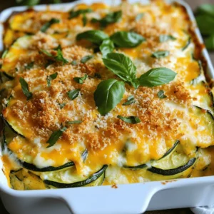- 4 medium zucchinis, sliced - 1 cup shredded cheddar cheese - 1 cup shredded mozzarella cheese - 1/2 cup grated Parmesan cheese - 1 medium onion, chopped - 2 cloves garlic, minced - 2 large eggs, beaten - 1/2 cup unsweetened almond milk (or regular milk) - 1 cup breadcrumbs (preferably whole wheat) - 1 teaspoon dried oregano - 1 teaspoon Italian seasoning - Salt and pepper to taste - 2 tablespoons olive oil - Fresh herbs (like basil or parsley) for garnish When making Cheesy Zucchini Casserole, gather these fresh ingredients. Zucchini is the star. It brings a mild taste that absorbs flavors well. The cheeses add creaminess and richness. I love using cheddar and mozzarella for a gooey finish. Parmesan gives a nice salty kick. Chopped onion and minced garlic add depth. They create a fragrant base. The eggs bind everything together. Almond milk or regular milk keeps the casserole moist. Whole wheat breadcrumbs add a crunchy topping. You also need some spices. Oregano and Italian seasoning enhance the dish's flavor. Don't forget salt and pepper to taste. Fresh herbs make a lovely garnish. They brighten the dish visually and tastefully. - Large skillet - 9x13 inch baking dish - Mixing bowl - Oven Having the right tools makes cooking easier. A large skillet is perfect for sautéing the onion and zucchini. The 9x13 inch baking dish holds all the goodness. A mixing bowl is needed to combine the wet ingredients with the zucchini. Don't forget your oven for baking the casserole. For the full recipe, check out the details above. - Preheat the oven to 375°F (190°C). - In a large skillet, heat 2 tablespoons of olive oil over medium heat. - Add 1 medium chopped onion and 2 minced garlic cloves. Sauté until the onion is translucent. This takes about 4-5 minutes. - Next, slice 4 medium zucchinis. Add them to the skillet. Cook until slightly softened, which takes about 5-7 minutes. - Season with salt, pepper, 1 teaspoon of dried oregano, and 1 teaspoon of Italian seasoning. Remove from heat and let cool slightly. - In a large mixing bowl, combine 2 large beaten eggs and 1/2 cup of unsweetened almond milk. - Add half of your cheeses: 1 cup each of shredded cheddar and mozzarella. Mix well. - Now, fold in your sautéed zucchini mixture. Make sure everything is combined evenly for great flavor. - Grease a 9x13 inch baking dish to prevent sticking. - Pour your zucchini mixture into the dish, spreading it evenly. - Top with the remaining cheeses, 1/2 cup of grated Parmesan, and the other half of the cheddar and mozzarella. - Sprinkle 1 cup of breadcrumbs evenly over the top for added crunch. - Bake in the preheated oven for 25-30 minutes. You want it golden and bubbly. - Let it cool slightly before slicing. You can garnish with fresh herbs like basil or parsley if you like. For the full recipe, check out the details above! To avoid a watery casserole, start by salting the zucchini. Place the sliced zucchini in a colander and sprinkle salt on top. Let it sit for 15-20 minutes. This process helps draw out excess moisture. Afterward, rinse the zucchini and pat it dry with a paper towel. Remember, you want the zucchini to stay firm while cooking. For evenly distributing ingredients, mix them gently but thoroughly. When you combine the sautéed zucchini with the egg and cheese mixture, fold them together. This method ensures every bite is packed with flavor. Use a spatula to scrape the sides of the bowl, so nothing gets left behind. Cheese can change the taste and texture of your casserole. Try using gouda or pepper jack cheese for a twist. These cheeses add unique flavors and can make your dish stand out. If you prefer a crunchy topping, mix breadcrumbs with a little melted butter before sprinkling them on top. This creates a golden, crispy layer. For a creamy topping, use more cheese instead of breadcrumbs. A little extra mozzarella can make it rich and gooey. Adding spices or herbs can boost flavor immensely. Try adding a pinch of red pepper flakes for heat. Fresh herbs like basil or thyme also work well. These give your casserole a fresh, vibrant taste. You can also sneak in other vegetables. Spinach or bell peppers can add color and nutrition. Make sure to chop them finely so they blend well with the zucchini. This way, you enhance both the flavor and the health benefits of your dish. For the full recipe, check out the Cheesy Zucchini Casserole 🥒 section above. {{image_2}} If you need a gluten-free option, use gluten-free breadcrumbs. Many brands offer tasty alternatives that work well in casseroles. For a dairy-free dish, you can swap cheese for plant-based versions. Look for dairy-free cheese that melts well, like cashew or almond cheese. You can switch zucchini for other veggies in this dish. Try using yellow squash, eggplant, or bell peppers for different flavors. If you want to avoid eggs, use flaxseed meal or unsweetened applesauce as a binder. These swaps keep the texture nice while adding variety. Casseroles have many styles around the world. In Mexico, add spices like cumin and chili powder for a kick. In Italy, mix in some sun-dried tomatoes and Italian herbs for a twist. Each region has unique flavors to explore, making this dish truly versatile. For the full recipe, check out the full recipe section. After you bake the Cheesy Zucchini Casserole, let it cool a bit. This helps keep the texture just right. Once cool, store it in an airtight container. You can use glass or plastic containers. Make sure they have tight lids to keep moisture out. To reheat leftovers, I suggest the oven for the best results. Preheat the oven to 350°F (175°C). Place the casserole in a baking dish, cover it with foil, and heat for about 15-20 minutes. This keeps the cheese melty and the zucchini tender. If you need to use the microwave, heat it in short bursts of 1-2 minutes. Stir in between to ensure even heating. If you want to freeze the casserole, follow these steps: 1. Let the casserole cool completely. 2. Cut it into portions for easy serving. 3. Wrap each piece in plastic wrap and place it in a freezer bag. 4. Label the bag with the date. For the best taste, use it within 2-3 months. When ready to eat, let it thaw overnight in the fridge, then reheat as mentioned above. Cheesy Zucchini Casserole lasts up to five days in the fridge. Store it in an airtight container to keep it fresh. When you are ready to eat, just reheat it in the oven or microwave. Yes, you can make this casserole ahead of time. Prepare it and store it in the fridge for up to 24 hours before baking. This way, the flavors blend well. Just pop it in the oven when you are ready to serve. Salting the zucchini helps draw out excess moisture. This keeps the casserole from being too watery. After slicing the zucchini, sprinkle salt on it and let it sit for about 10-15 minutes. Rinse and dry before cooking. Using frozen zucchini is possible, but it may change the texture. Thaw the zucchini and drain excess water before adding it to the mix. Fresh zucchini usually gives a firmer bite, but frozen can work in a pinch. Cheesy Zucchini Casserole pairs well with many dishes. You can serve it with grilled chicken, a fresh salad, or even some crusty bread. It makes a great side dish or a main meal on its own. For the full recipe, check out the complete instructions above. The Cheesy Zucchini Casserole is easy to make and delicious. We covered the key ingredients, cooking steps, and helpful tips. You can customize it with different cheeses and veggies for your taste. Remember to store leftovers properly and follow our reheating tips to keep it tasty. Enjoy this healthy dish as a meal or side. Your family will love it, and it’s perfect for busy days.