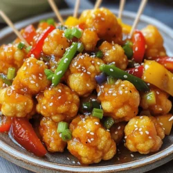 - 1 medium cauliflower, cut into florets - 1 cup all-purpose flour - ½ cup cornflour - 1 teaspoon ginger-garlic paste - 1 teaspoon red chili powder - ½ teaspoon turmeric powder - Salt to taste - Water as needed - Oil for frying - 1 tablespoon vegetable oil (for sauce) - 1 onion, finely chopped - 1 bell pepper (any color), finely chopped - 2-3 green chilies, slit - 3 tablespoons soy sauce - 1 tablespoon ketchup - 1 tablespoon vinegar - 1 teaspoon sugar - 2 green onions, finely chopped - 1 teaspoon sesame seeds (optional, for garnish) To make Gobi Manchurian, you need a good cauliflower. This veggie is the star of the dish. You will also need flour, cornflour, and some spices for the batter. The sauce is important too, as it brings all the flavors together. For the best experience, make sure you have fresh ingredients. Fresh cauliflower will give you a nice crunch. The spices add a kick, and the sauce ties it all together. I love using soy sauce for its deep flavor. Ketchup adds sweetness, while vinegar gives a tangy twist. When you serve Gobi Manchurian, it looks amazing with green onions and sesame seeds on top. These garnishes not only look good but add more flavor too. If you want to impress, don't skip these! For the complete cooking process, check the Full Recipe. It will guide you step by step to create this delicious dish. First, cut the medium cauliflower into small florets. Make sure all pieces are even. This helps them cook well and stay crispy. Next, let’s make the batter. In a big bowl, mix together the all-purpose flour, cornflour, ginger-garlic paste, red chili powder, turmeric powder, and salt. Slowly add water until it’s smooth. The batter should coat the florets well, not too thick or thin. Now, heat oil in a deep frying pan over medium heat. You want the oil hot, but not smoking. Dip each cauliflower floret into the batter, letting the extra batter drip off. Fry them in batches until they turn golden brown. This takes about 4-5 minutes. Once done, take them out and drain on paper towels to remove excess oil. In another pan, heat 1 tablespoon of vegetable oil over medium heat. Add the chopped onions and bell peppers. Sauté for about 3-4 minutes until they soften. Then, add the slit green chilies and cook for one more minute. Pour in the soy sauce, ketchup, vinegar, and sugar. Mix well so everything combines. It’s time to toss the fried cauliflower in the sauce. Add them to the pan and mix gently. Make sure each floret is coated with the sauce. Cook for another 2-3 minutes. This helps the flavors blend together. For the full recipe, you can check the details above. Now, enjoy your delicious Gobi Manchurian! To get that perfect crunch, let the batter rest for at least 15 minutes. This rest time helps the flour absorb moisture, creating a better coating. The frying temperature is key as well. Heat oil until it's hot but not smoking. If the oil is too cold, the cauliflower will soak up too much oil. If it's too hot, the batter may burn before cooking through. Aim for around 350°F (175°C) for the best results. One common mistake is not seasoning the batter. Add salt and spices to enhance flavor. If you skip this step, your dish may taste bland. Another mistake is overcrowding the frying pan. Fry the cauliflower in small batches. This allows them to cook evenly and stay crispy. If you put in too many at once, they will steam instead of fry. Gobi Manchurian pairs well with various side dishes. Serve it with steamed rice or fried rice for a complete meal. You can also enjoy it with naan or parathas. For sauces, a small bowl of soy sauce or chili sauce works great for dipping. You can also consider a tangy coriander chutney for added flavor. {{image_2}} For dry Gobi Manchurian, we focus on bold flavors without the sauce. - Ingredients: - 1 medium cauliflower, cut into florets - 1 cup all-purpose flour - ½ cup cornflour - 1 teaspoon ginger-garlic paste - 1 teaspoon red chili powder - ½ teaspoon turmeric powder - Salt to taste - Water as needed - Oil for frying - 1 tablespoon vegetable oil - 1 onion, finely chopped - 1 bell pepper, finely chopped - 2-3 green chilies, slit - 1 teaspoon soy sauce - 1 teaspoon vinegar - 2 green onions, finely chopped (for garnish) Preparation Steps: 1. Mix flour, cornflour, ginger-garlic paste, chili powder, turmeric, and salt in a bowl. 2. Add water to make a thick batter. 3. Coat the cauliflower florets in the batter. 4. Heat oil in a pan and fry the florets until golden brown. 5. In another pan, heat oil and sauté onions and bell peppers. 6. Add green chilies, soy sauce, and vinegar. Stir well. 7. Toss the fried cauliflower in the pan and mix until coated. 8. Garnish with green onions and serve hot. For gravy Gobi Manchurian, we add a luscious sauce to the dish. Adjustments for the Sauce: - Use the same ingredients but increase the sauce components. - Add 3 tablespoons of soy sauce, 2 tablespoons of ketchup, and 2 tablespoons of water. - After sautéing vegetables, add the sauce mix and bring it to a simmer. - Toss the fried cauliflower in the sauce until it thickens and coats them well. You can make Gobi Manchurian healthier with a few easy swaps. - Baking Instead of Frying: Instead of frying, you can bake the cauliflower. Just coat it in the batter and place it on a baking sheet. Bake at 400°F (200°C) for about 25 minutes or until golden and crispy. - Using Gluten-Free Flour Options: If you need a gluten-free dish, swap all-purpose flour with almond flour or a gluten-free blend. This keeps the flavor while making it safe for gluten-sensitive eaters. These variations keep Gobi Manchurian exciting and cater to different tastes and diets. Enjoy exploring these options! To keep Gobi Manchurian fresh, store leftovers in the fridge. First, let it cool down to room temperature. Then, place it in an airtight container. This keeps moisture in and prevents odors from mixing. Ideally, use it within 2-3 days for the best taste. When you want to enjoy your leftovers, reheating is key. The best method is to use an oven or an air fryer. Preheat your oven to 350°F (175°C). Spread the Gobi Manchurian on a baking sheet. Heat for about 10-15 minutes until crispy again. If using an air fryer, set it to 350°F and cook for 5-7 minutes. This way, you keep that delicious crunchy texture. Freezing Gobi Manchurian is simple. Start by allowing the dish to cool completely. Then, place it in a freezer-safe bag or container. Remove as much air as possible to avoid freezer burn. For best results, consume it within 1-2 months. When you’re ready to eat, take it out and thaw it in the fridge overnight. Reheat in the oven or air fryer to restore crispiness. This way, you can enjoy your savory cauliflower delight even later! For the full recipe, check the details above. You can serve Gobi Manchurian with many tasty sides. Here are some ideas: - Steamed basmati rice - Fried rice or noodles - Raita (yogurt sauce) - Pickles for added zing - A cold drink like lemonade or soda These pairings enhance the meal and balance the flavors. Yes, you can prepare Gobi Manchurian ahead of time. Here’s how: - Prep the cauliflower: Cut and soak florets in water. Drain before frying. - Make the batter: Mix flour and spices, and store in the fridge. - Fry the cauliflower: Do this just before serving for the best texture. Making it ahead saves time and keeps your kitchen clean. Yes, Gobi Manchurian is vegan. Check these ingredients: - Cauliflower, flour, and spices are all plant-based. - Use vegan-friendly sauces like soy sauce and ketchup. If you want to adjust any ingredients, ensure they are also vegan. You can control the heat easily. Here are some tips: - Milder: Reduce the red chili powder or omit green chilies. - Spicier: Add more chili powder or use spicy sauces. Taste as you go to get your desired flavor. For the complete Gobi Manchurian recipe steps, check the Full Recipe. Gobi Manchurian is a tasty dish packed with flavor. We covered key ingredients, from the cauliflower to spices. You now know how to prepare and fry it, plus how to make a rich sauce. Remember to avoid common mistakes for the best texture. Whether you choose dry or gravy styles, variations abound for your taste. Store leftovers well for later enjoyment. Enjoy making this dish and sharing it with others!