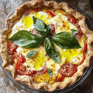 - 1 pre-made pie crust (9-inch) - 4 large ripe tomatoes, sliced - 1 cup shredded mozzarella cheese - 1 cup ricotta cheese - 1/2 cup grated Parmesan cheese - 1/4 cup fresh basil, chopped - 2 cloves garlic, minced - 1 tablespoon olive oil - 1 teaspoon dried oregano - Salt and pepper to taste - 1 egg (beaten, for egg wash) For this cheesy delight, precise measurements make a big difference. Use one pre-made pie crust, which saves time. Slice four large ripe tomatoes for the best flavor. I like to use one cup each of shredded mozzarella and ricotta cheeses. You will need half a cup of grated Parmesan for that extra kick. Add a quarter cup of fresh basil to brighten the dish. Two cloves of minced garlic will add depth. Use one tablespoon of olive oil for a rich taste. One teaspoon of dried oregano complements the tomatoes well. Don’t forget salt and pepper to taste. Finally, beat one egg to brush on the crust for a golden finish. You can swap ingredients based on what you have. For the pie crust, you can use a homemade version if you prefer. If fresh tomatoes aren’t available, canned tomatoes work too. Instead of ricotta, you can try cottage cheese for a lighter option. Feel free to mix different cheeses, like cheddar or fontina, for unique flavors. If you don’t have fresh basil, dried basil or Italian seasoning makes a good substitute. You can also add a bit of heat by including red pepper flakes or jalapeños. Adjust the recipe to fit your taste and pantry! First, take your pre-made pie crust out of the package. Roll it out gently on a clean surface. Place the crust in a 9-inch pie dish. Press it into the dish and trim any extra crust. Make sure the crust fits snugly. This helps hold all the yummy filling inside. Next, slice your ripe tomatoes into thin rounds. Lay the tomato slices evenly in the pie crust. Make sure to slightly overlap them for a nice look. In a bowl, mix the ricotta cheese, half of the mozzarella, and Parmesan. Add basil, garlic, oregano, salt, and pepper. Stir until everything is well blended. Spread this mixture over the tomatoes. Top with the rest of the mozzarella for extra cheesiness. Now, drizzle olive oil over the top. Brush the edges of the pie crust with a beaten egg. This gives a golden color when baked. Preheat your oven to 400°F (200°C). Bake the pie for 30-35 minutes. The cheese should be bubbly, and the crust should be golden brown. Once done, let it cool for about 10 minutes before slicing. This step helps the filling set. Enjoy your Cheesy Tomato Pie! For the full recipe, check out the complete list above. To get that golden crust, you must preheat your oven to 400°F (200°C). This heat makes the crust crisp and brown. Brush the edges with a beaten egg. It gives a nice shine and color. Bake for 30-35 minutes. Watch closely. You want it bubbly and golden, not burnt. One common mistake is not slicing the tomatoes correctly. Slice them too thick, and they won't cook well. Also, don't skip the salt. It draws out moisture from the tomatoes. Too much moisture can make your pie soggy. Lastly, avoid using cold ingredients. Room temperature cheese blends better. Use a good pie dish. A metal dish gives the best heat. A rolling pin helps roll the crust evenly. A sharp knife is key for slicing tomatoes. You might also want a pastry brush. It makes egg washing easy. A nice cutting board helps with prep too. Check out the Full Recipe for more details! {{image_2}} You can mix and match cheeses for your Cheesy Tomato Pie. I love using mozzarella for its meltiness. Try adding provolone for a sharper taste. You could also use feta for a tangy twist. Remember, the cheese you pick shapes the pie's flavor. Experimenting with different cheeses can surprise your taste buds. Adding protein makes this dish even heartier. Crispy bacon bits bring a smoky flavor. You can also use cooked ham for a nice saltiness. If you prefer, try cooked sausage for a spicy kick. Just sprinkle your chosen protein over the cheese layers. This step adds flavor while making your pie more filling. Feel free to add seasonal vegetables to your pie. Fresh spinach works well for a pop of color and nutrition. Zucchini slices or bell peppers add crunch and sweetness. You could also add roasted red peppers for a smoky taste. Just make sure to slice them thinly to ensure they cook through. These veggies not only boost flavor but also make the dish more colorful and vibrant. For the full recipe, check out the complete instructions above. After you enjoy your Cheesy Tomato Pie, let it cool. Place any leftover pie in an airtight container. You can also cover it tightly with plastic wrap. This keeps it fresh and tasty for later. Store it in the fridge for up to three days. To reheat the pie, preheat your oven to 350°F (175°C). Place the pie on a baking sheet. Cover it with foil to keep the top from burning. Heat for about 15-20 minutes, or until it is warm all the way through. You can also use a microwave, but it may make the crust soft. You can freeze Cheesy Tomato Pie for up to three months. First, let it cool completely. Wrap it tightly in plastic wrap and then in foil. This keeps out air and prevents freezer burn. When you are ready to eat, thaw it in the fridge overnight. Reheat as mentioned above. Enjoy this delicious dish whenever you like! For the full recipe, click here: [Full Recipe]. Cheesy Tomato Pie pairs well with a fresh salad. A simple green salad adds crunch. You can also serve it with garlic bread for a hearty meal. Try pairing it with roasted veggies for a colorful plate. A light soup, like tomato basil, complements the flavors too. For drinks, a glass of chilled lemonade or iced tea works great. Yes, you can make Cheesy Tomato Pie ahead of time. Prepare it a day in advance. Once you assemble the pie, cover it and store it in the fridge. Bake it the next day for a quick dinner. If you want to store leftovers, keep them in an airtight container. Reheat slices in the oven to keep the crust crispy. To make Cheesy Tomato Pie gluten-free, choose a gluten-free pie crust. Many stores offer good options now. You can also make your own crust using almond flour or oats. Ensure that any cheese you use is gluten-free. Check labels for hidden gluten in other ingredients. This way, you can enjoy a tasty, gluten-free meal! For the full recipe, please refer to the detailed instructions provided above. In this post, we explored how to make Cheesy Tomato Pie. We covered the full ingredient list, step-by-step instructions, and helpful tips. You learned variations, storage methods, and even answered common questions. Remember, this dish is versatile. You can change the cheese and add meats or veggies. Keep these tips in mind for a perfect pie. Enjoy your cooking and share your delicious results with others!