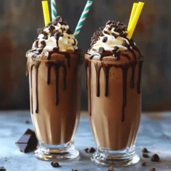 To create a rich and creamy Double Chocolate Espresso Shake, gather these simple ingredients: - 2 cups chocolate ice cream - 1 cup milk (or any plant-based milk) - 2 shots of strong espresso (or 1/2 cup brewed coffee, cooled) - 1/4 cup chocolate syrup (plus extra for drizzling) - 2 tablespoons cocoa powder - Whipped cream (for topping) - Chocolate shavings or chips (for garnish) - A pinch of sea salt (to enhance flavor) These ingredients work together to deliver a shake that blends the deep flavors of chocolate and coffee seamlessly. If you want to make your shake even more fun, consider these optional enhancements: - Flavored syrups (like vanilla or hazelnut) - Extra chocolate for garnishing - Spices for added flavor, such as cinnamon or nutmeg These options let you customize your shake and add a personal touch. You can find the full recipe to make this delicious treat easily. - In a blender, combine the chocolate ice cream, milk, cooled espresso, chocolate syrup, cocoa powder, and a pinch of sea salt. - Blend on high speed until smooth and creamy. - If the shake is too thick, add more milk, one tablespoon at a time. - Taste the shake and add more chocolate syrup if needed for sweetness. - Pour the shake into tall glasses. - Top each shake with a generous swirl of whipped cream. - Drizzle extra chocolate syrup over the whipped cream and sprinkle chocolate shavings on top. This simple process brings the rich and creamy flavors of the Double Chocolate Espresso Shake to life. Enjoy this delightful treat with friends or as a special dessert for yourself. For the complete recipe, check out the Full Recipe above. To make your Double Chocolate Espresso Shake smooth, blend well. Start your blender on low speed and slowly increase it. This helps mix everything evenly. If you want it creamier, add more chocolate ice cream. To adjust thickness, use milk. Add one tablespoon at a time until you reach your perfect consistency. Finding the right sweetness can make or break your shake. Start with the chocolate syrup from the recipe. Taste your shake before adding more. You can also use honey or agave syrup as alternatives. These options are great for those who want to reduce sugar. If you like it sweeter, drizzle in more chocolate syrup and blend again. For the full recipe, check out the details above! {{image_2}} You can switch up flavors to make your Double Chocolate Espresso Shake even more fun. Try adding flavored ice creams like mint or vanilla. These flavors add a new twist to your shake. Mint brings a cool freshness, while vanilla adds warmth and creaminess. If you want a vegan option, you can use plant-based milk and ice cream. Almond, soy, or oat milk works great. Many brands offer vegan chocolate ice cream too. This way, everyone can enjoy a creamy treat. Do you want to try different chocolates? Dark chocolate gives a rich, deep taste. White chocolate adds sweetness and creaminess. You can mix and match these chocolates to find your favorite combo. If you prefer a lighter version, use brewed coffee instead of espresso. This change makes the shake less intense but still delicious. You can even reduce the cocoa powder for a milder chocolate flavor. The options are endless, and you can create your perfect shake! For the full recipe, check out the Double Chocolate Espresso Shake . To store your Double Chocolate Espresso Shake, pour any leftovers into a clean jar. Seal it tightly and place it in the fridge. It will stay fresh for up to two days. When you're ready to enjoy it again, give it a good shake. If it's too thick, blend it with a bit of milk to bring it back to life. If you want to save it for later, freezing is a great option. Pour the shake into ice cube trays or freezer bags. Freeze it for up to a month. When you want a treat, blend the cubes with a bit of milk for a quick and creamy shake. Leftover chocolate syrup can be a fun addition to many dishes. Drizzle it over pancakes, waffles, or even oatmeal. You can also use it in your coffee or hot chocolate for extra flavor. If you want smaller portions, consider making half the recipe. You can easily adjust the ingredients to match your needs. This way, you can enjoy fresh shakes without any waste. Check out the Full Recipe for inspiration on how to customize your shakes! Can I make a Double Chocolate Espresso Shake without ice cream? Yes, you can. Instead of ice cream, use frozen bananas. This gives a creamy texture. You can also blend in some yogurt for added creaminess. What's the difference between espresso and brewed coffee in this recipe? Espresso is stronger and richer than brewed coffee. It adds a bold flavor to the shake. Brewed coffee is milder and less concentrated. For a stronger taste, always choose espresso. How can I make this shake healthier? You can use low-fat milk or a plant-based alternative. Swap chocolate syrup for cocoa powder and a touch of honey. This keeps the flavor while cutting sugar. What to do if the shake is too thick/thin? If your shake is too thick, add more milk slowly. Blend again until smooth. If it's too thin, add more ice cream or cocoa powder to thicken it. Why is my shake not sweet enough? Taste your shake after blending. If it lacks sweetness, add more chocolate syrup. Blend again and taste until it meets your preference. In this post, we've covered how to make a delicious Double Chocolate Espresso Shake. You learned about the key ingredients, easy preparation steps, and tips to perfect your shake. With optional enhancements and fun variations, you can customize it to fit your taste. Don't forget about storing leftover ingredients or making smaller portions. Enjoying this shake is simple and fun for everyone. Try it out and savor every sip!