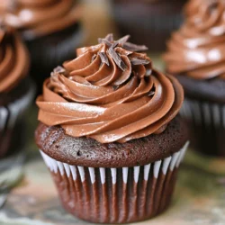 - 1 ½ cups all-purpose flour - 1 cup granulated sugar - ½ cup unsweetened cocoa powder - 1 teaspoon baking powder - 1 teaspoon baking soda - ½ teaspoon salt - 2 large eggs - 1 cup whole milk - ½ cup vegetable oil - 2 teaspoons vanilla extract - 1 cup boiling water - 1 cup semi-sweet chocolate chips These ingredients work together to create rich, moist cupcakes. The flour gives structure, while sugar adds sweetness. Unsweetened cocoa powder gives that deep chocolate flavor. Baking powder and soda help the cupcakes rise. Eggs add moisture and bind the mix. Milk and oil keep the cupcakes tender. Vanilla extract enhances all the flavors, and boiling water makes the batter smooth. Finally, chocolate chips make every bite delicious. Using high-quality cocoa powder is key. It gives the cupcakes a deep chocolate taste. Brands like Valrhona or Ghirardelli have rich flavors. The type of chocolate chips you choose also matters. Semi-sweet chips are great for balance, but dark chocolate chips can add a nice touch. If you like extra sweetness, use milk chocolate chips. If you need an egg substitute, flaxseed meal works well. Mix 1 tablespoon of flaxseed meal with 2.5 tablespoons of water and let it sit until thick. For a dairy-free option, use almond or oat milk. They both work well in this recipe. These swaps can help you enjoy these jumbo cupcakes no matter your diet. First, preheat your oven to 350°F (175°C). This ensures even baking. Next, line your jumbo muffin pan with paper liners. This step helps with easy cupcake removal. Measuring ingredients is key too. Use accurate measurements for the best results. Even a little extra flour can change the texture. In a large bowl, whisk together your dry ingredients: flour, sugar, cocoa powder, baking powder, baking soda, and salt. Mix well to avoid lumps. Next, add your wet ingredients: eggs, milk, vegetable oil, and vanilla. Stir gently until just combined. Be careful not to overmix; this keeps the cupcakes light. Now, gradually add the boiling water. Stir continuously to avoid splashes. Your batter might look thin, but that’s just right! Finally, fold in the chocolate chips. This adds extra richness to your cupcakes. Pour the batter into each muffin cup, filling them about two-thirds full. This allows space for rising. Bake in the oven for 18-20 minutes. To check if they are done, insert a toothpick into the center. If it comes out clean, they’re ready! Once baked, take them out and let them cool for 5 minutes in the pan. After that, move them to a wire rack to cool completely. Enjoy the smell as they cool! You can find the full recipe in the earlier sections. To make great jumbo cupcakes, start with an oven thermometer. This tool helps you check if your oven runs hot or cold. A consistent temperature ensures your cupcakes bake evenly. Next, use the right muffin pan. Choose a pan made for jumbo cupcakes. These pans are deeper and wider. They help your cupcakes rise perfectly, giving you that tall, fluffy look. Now, let’s talk about frosting. Two great options are buttercream and ganache. Buttercream is sweet and creamy, while ganache is rich and smooth. Both make your cupcakes look amazing. For toppings, get creative! Try chocolate shavings for an elegant touch. You can also add colorful sprinkles for fun. These little details make your cupcakes pop on the table. Watch out for these common mistakes. First, don’t overmix the batter. Mixing too much can make your cupcakes dense. Just stir until the ingredients combine, and you’re good. Another mistake is not letting the cupcakes cool properly. Cooling them in the pan for too long can make them soggy. After five minutes, move them to a wire rack to cool completely. This step keeps them light and fluffy. For the full recipe, be sure to check out the full recipe section. {{image_2}} You can boost the flavor of your jumbo chocolate cupcakes in fun ways. Adding different extracts, like almond or orange, makes a big difference. A splash of espresso extract can deepen the chocolate taste too. You can also mix in fruits or nuts. Chopped cherries or walnuts add texture and a new taste. Want a gluten-free treat? Use almond flour or a gluten-free blend instead of all-purpose flour. For a vegan version, swap eggs with flaxseed meal. You can use almond milk to replace whole milk. These adjustments make the cupcakes suitable for everyone. Get creative with themed decorations for special occasions. For Halloween, try adding spooky designs using orange frosting. For birthdays, colorful sprinkles make a great touch. You can also add spices to fit the season. A pinch of peppermint can brighten up winter treats. Cinnamon adds warmth for fall. Each change keeps your cupcakes exciting and fresh! For the complete recipe, check out the [Full Recipe]. To keep your jumbo chocolate cupcakes fresh, start by letting them cool completely after baking. Store them at room temperature if you plan to eat them within two days. Place them in an airtight container. This keeps them soft and moist. If you want to keep them longer, refrigeration is a good option. Use a container that seals tightly. This helps prevent them from drying out. Freezing your cupcakes is easy! First, let them cool down completely. Then, wrap each cupcake tightly in plastic wrap. After that, place them in a freezer-safe bag or container. Make sure to label the bag with the date. To thaw, take them out and leave them at room temperature for about an hour. This keeps the texture and flavor just right. For the best results, do not refreeze thawed cupcakes. Jumbo chocolate cupcakes can stay fresh for about 3 to 4 days at room temperature. In the fridge, they last for about a week. If you freeze them, they can last for up to three months. Watch for signs of staleness. If they smell off or feel dry, it’s time to toss them. Fresh cupcakes should smell sweet and feel soft. Enjoy your treats while they’re still delicious! For the full recipe, check the section above. Jumbo cupcakes are larger than regular ones. Regular cupcakes are about 2-3 inches tall, while jumbo ones are around 4 inches. This size difference means jumbo cupcakes need more baking time. Regular cupcakes usually bake in 15-18 minutes. Jumbo cupcakes can take 18-20 minutes or longer. Always check with a toothpick to see if they are done. Cupcakes can sink due to a few reasons. One common cause is overmixing the batter. This can make them dense. Another reason is using too much leavening agent. Stick to the recipe for baking powder and baking soda. Also, make sure your oven is at the right temperature. An oven thermometer can help you with this. Yes, you can make these cupcakes ahead of time. Bake them and let them cool completely. Store them in an airtight container at room temperature. They will stay fresh for about 2-3 days. If you want to keep them longer, consider freezing them. Wrap each cupcake tightly in plastic wrap, then place them in a freezer bag. You can find jumbo chocolate cupcakes at gourmet bakeries. Check local shops or specialty stores. Some grocery stores also carry them. If you want a specific flavor or design, consider ordering online. Many bakeries offer delivery options. You now have a complete guide to making jumbo chocolate cupcakes. We covered essential ingredients, mixing techniques, and baking tips. Remember to use quality ingredients for the best taste. Substitutions can help accommodate dietary needs. Don't forget the fun of decorating! With a few easy tips, you can avoid common mistakes. Store cupcakes properly to keep them fresh. Enjoy sharing these sweet treats with friends and family! Happy baking!