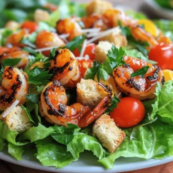 - 1 pound large shrimp, peeled and deveined - 2 tablespoons blackening seasoning - 1 tablespoon olive oil - 3 cups romaine lettuce, chopped - 1 cup cherry tomatoes, halved - 1/2 cup croutons - 1/4 cup grated Parmesan cheese - 2 tablespoons hot honey - 1 tablespoon lemon juice - Salt and pepper to taste - Optional garnish: Fresh parsley For this Hot Honey Blackened Shrimp Caesar Salad, you start with fresh, large shrimp. I prefer peeled and deveined shrimp for easy cooking. The blackening seasoning gives the shrimp a bold flavor. You can find or make your own blend using spices like paprika, cayenne, and garlic powder. Next, I use olive oil to help the seasoning stick to the shrimp and to add a hint of richness. Fresh romaine lettuce forms the base of the salad, providing a nice crunch. Cherry tomatoes add sweetness and color. Croutons bring a delightful crunch, while Parmesan cheese gives a salty finish. Hot honey is the star ingredient, adding both sweetness and heat. The lemon juice brightens the dish and balances the flavors. Lastly, season with salt and pepper to taste. For a pretty touch, I like to add fresh parsley as a garnish. This list gives you everything you need to create this tasty salad. Check out the Full Recipe for more details on making this dish! To start, toss the shrimp in a bowl with the blackening seasoning and olive oil. Mix well until each shrimp gets a good coat. This seasoning gives the shrimp a bold taste. Next, heat a skillet on medium-high heat. When the skillet is hot, add the seasoned shrimp. Cook the shrimp for about 2-3 minutes on each side. Look for them to turn opaque and slightly charred. Once cooked, remove them from heat and drizzle with hot honey while they are warm. This adds a sweet kick. In a large salad bowl, combine the chopped romaine lettuce, halved cherry tomatoes, croutons, and grated Parmesan cheese. This mix creates a fresh base for your salad. Now, let’s whisk together the dressing. In a small bowl, combine the hot honey and lemon juice. This simple dressing brightens the salad. Drizzle it over the salad and toss gently to mix everything. Season with salt and pepper to taste. It’s time for the final touches! Top the salad with the blackened shrimp. Spread them evenly across the salad for a great look. If you want, sprinkle some fresh parsley on top for color. This adds a nice touch and makes the salad pop. Enjoy your Hot Honey Blackened Shrimp Caesar Salad Delight! For the full recipe, check [Full Recipe]. To cook shrimp just right, aim for a perfect medium-high heat. This keeps them juicy. You want to cook them for about 2-3 minutes on each side. Watch for them to turn opaque and get a nice char. This char adds flavor and a lovely look. Want more heat? You can add more hot honey to the dressing. Or mix in a pinch of cayenne pepper for an extra kick. If you want a different taste, try a ranch or blue cheese dressing. These add creamy flavor and balance the spice. Make your salad look great! Serve it in a chilled bowl for a fresh touch. Arrange the shrimp on top, letting them stand out. For a colorful finish, drizzle extra hot honey or sprinkle some sliced avocado. Try using radishes or edible flowers for a unique look. {{image_2}} You can switch up proteins to fit your taste. Chicken works great in this salad. For a plant-based option, try tofu. Both absorb flavors well. If you need gluten-free croutons, use rice cakes or toasted gluten-free bread. These options add crunch without gluten. Want to kick up the spice? Add cayenne or smoked paprika to the blackening seasoning. You control the heat level. For a sweet twist, toss in fruits like mango or berries. They add juicy bursts. Nuts like almonds or walnuts offer a nice crunch and extra protein. Pair this salad with a light drink, like lemonade or iced tea. Both keep it refreshing. To make it a full meal, serve it with grains. Quinoa or brown rice complements the salad well. Enjoy the mix of textures and flavors! To keep your Hot Honey Blackened Shrimp Caesar Salad fresh, store leftovers in an airtight container. This method helps prevent moisture loss and keeps flavors intact. You can refrigerate the salad for up to 2 days. However, enjoy it sooner for the best taste. If the shrimp starts to smell or change texture, discard it. You can freeze the blackened shrimp, but it's not ideal for the salad. To freeze, put the shrimp in a freezer-safe bag. Remove as much air as possible to prevent freezer burn. When you're ready to eat, thaw the shrimp in the fridge overnight. For the salad, freezing is not recommended. The lettuce and tomatoes will lose their crunch and become soggy. Instead, prepare the salad fresh to enjoy the best texture and taste. If you want to make it ahead, store the dressing separately. This keeps everything fresh until you're ready to eat. Yes, you can make parts of this salad ahead of time. Here are the best practices: - Shrimp: Cook and cool the shrimp. Store them in an airtight container in the fridge for up to 2 days. - Lettuce: Wash and chop the romaine. Keep it dry and wrap it in a paper towel. Store in a sealed bag. - Dressing: Mix hot honey and lemon juice. Store it in the fridge for freshness. - Croutons: Keep them in a sealed container to maintain their crunch. When ready to serve, just combine all the parts. Drizzle with dressing and enjoy! Blackening seasoning is a mix of bold flavors. Here are the key spices used: - Paprika - Cayenne pepper - Garlic powder - Onion powder - Thyme - Oregano - Black pepper - Salt You can adjust the spices to suit your taste. More cayenne adds heat, while paprika gives a nice color. Hot honey brings sweet heat to dishes. The spice level varies by brand. Many have a mild to medium heat. You can use hot honey as a drizzle or in dressings. For a milder taste, mix regular honey with a pinch of chili flakes. This way, you control the heat and still get that sweet, spicy kick. This blog post covered how to make a tasty blackened shrimp salad. We went over the main ingredients you'll need, the step-by-step cooking process, and helpful tips to get it just right. You can even switch up ingredients for variety! Make sure to store leftovers properly to enjoy later. With a quick prep and easy adjustments, this salad can fit any meal. I hope you feel inspired to give it a try! Enjoy your cooking journey!