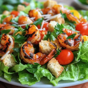 - 1 pound large shrimp, peeled and deveined - 2 tablespoons blackening seasoning - 1 tablespoon olive oil - 3 cups romaine lettuce, chopped - 1 cup cherry tomatoes, halved - 1/2 cup croutons - 1/4 cup grated Parmesan cheese - 2 tablespoons hot honey - 1 tablespoon lemon juice - Salt and pepper to taste - Optional garnish: Fresh parsley For this Hot Honey Blackened Shrimp Caesar Salad, you start with fresh, large shrimp. I prefer peeled and deveined shrimp for easy cooking. The blackening seasoning gives the shrimp a bold flavor. You can find or make your own blend using spices like paprika, cayenne, and garlic powder. Next, I use olive oil to help the seasoning stick to the shrimp and to add a hint of richness. Fresh romaine lettuce forms the base of the salad, providing a nice crunch. Cherry tomatoes add sweetness and color. Croutons bring a delightful crunch, while Parmesan cheese gives a salty finish. Hot honey is the star ingredient, adding both sweetness and heat. The lemon juice brightens the dish and balances the flavors. Lastly, season with salt and pepper to taste. For a pretty touch, I like to add fresh parsley as a garnish. This list gives you everything you need to create this tasty salad. Check out the Full Recipe for more details on making this dish! To start, toss the shrimp in a bowl with the blackening seasoning and olive oil. Mix well until each shrimp gets a good coat. This seasoning gives the shrimp a bold taste. Next, heat a skillet on medium-high heat. When the skillet is hot, add the seasoned shrimp. Cook the shrimp for about 2-3 minutes on each side. Look for them to turn opaque and slightly charred. Once cooked, remove them from heat and drizzle with hot honey while they are warm. This adds a sweet kick. In a large salad bowl, combine the chopped romaine lettuce, halved cherry tomatoes, croutons, and grated Parmesan cheese. This mix creates a fresh base for your salad. Now, let’s whisk together the dressing. In a small bowl, combine the hot honey and lemon juice. This simple dressing brightens the salad. Drizzle it over the salad and toss gently to mix everything. Season with salt and pepper to taste. It’s time for the final touches! Top the salad with the blackened shrimp. Spread them evenly across the salad for a great look. If you want, sprinkle some fresh parsley on top for color. This adds a nice touch and makes the salad pop. Enjoy your Hot Honey Blackened Shrimp Caesar Salad Delight! For the full recipe, check [Full Recipe]. To cook shrimp just right, aim for a perfect medium-high heat. This keeps them juicy. You want to cook them for about 2-3 minutes on each side. Watch for them to turn opaque and get a nice char. This char adds flavor and a lovely look. Want more heat? You can add more hot honey to the dressing. Or mix in a pinch of cayenne pepper for an extra kick. If you want a different taste, try a ranch or blue cheese dressing. These add creamy flavor and balance the spice. Make your salad look great! Serve it in a chilled bowl for a fresh touch. Arrange the shrimp on top, letting them stand out. For a colorful finish, drizzle extra hot honey or sprinkle some sliced avocado. Try using radishes or edible flowers for a unique look. {{image_2}} You can switch up proteins to fit your taste. Chicken works great in this salad. For a plant-based option, try tofu. Both absorb flavors well. If you need gluten-free croutons, use rice cakes or toasted gluten-free bread. These options add crunch without gluten. Want to kick up the spice? Add cayenne or smoked paprika to the blackening seasoning. You control the heat level. For a sweet twist, toss in fruits like mango or berries. They add juicy bursts. Nuts like almonds or walnuts offer a nice crunch and extra protein. Pair this salad with a light drink, like lemonade or iced tea. Both keep it refreshing. To make it a full meal, serve it with grains. Quinoa or brown rice complements the salad well. Enjoy the mix of textures and flavors! To keep your Hot Honey Blackened Shrimp Caesar Salad fresh, store leftovers in an airtight container. This method helps prevent moisture loss and keeps flavors intact. You can refrigerate the salad for up to 2 days. However, enjoy it sooner for the best taste. If the shrimp starts to smell or change texture, discard it. You can freeze the blackened shrimp, but it's not ideal for the salad. To freeze, put the shrimp in a freezer-safe bag. Remove as much air as possible to prevent freezer burn. When you're ready to eat, thaw the shrimp in the fridge overnight. For the salad, freezing is not recommended. The lettuce and tomatoes will lose their crunch and become soggy. Instead, prepare the salad fresh to enjoy the best texture and taste. If you want to make it ahead, store the dressing separately. This keeps everything fresh until you're ready to eat. Yes, you can make parts of this salad ahead of time. Here are the best practices: - Shrimp: Cook and cool the shrimp. Store them in an airtight container in the fridge for up to 2 days. - Lettuce: Wash and chop the romaine. Keep it dry and wrap it in a paper towel. Store in a sealed bag. - Dressing: Mix hot honey and lemon juice. Store it in the fridge for freshness. - Croutons: Keep them in a sealed container to maintain their crunch. When ready to serve, just combine all the parts. Drizzle with dressing and enjoy! Blackening seasoning is a mix of bold flavors. Here are the key spices used: - Paprika - Cayenne pepper - Garlic powder - Onion powder - Thyme - Oregano - Black pepper - Salt You can adjust the spices to suit your taste. More cayenne adds heat, while paprika gives a nice color. Hot honey brings sweet heat to dishes. The spice level varies by brand. Many have a mild to medium heat. You can use hot honey as a drizzle or in dressings. For a milder taste, mix regular honey with a pinch of chili flakes. This way, you control the heat and still get that sweet, spicy kick. This blog post covered how to make a tasty blackened shrimp salad. We went over the main ingredients you'll need, the step-by-step cooking process, and helpful tips to get it just right. You can even switch up ingredients for variety! Make sure to store leftovers properly to enjoy later. With a quick prep and easy adjustments, this salad can fit any meal. I hope you feel inspired to give it a try! Enjoy your cooking journey!
