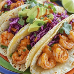 - 1 pound large shrimp, peeled and deveined - 2 tablespoons olive oil - 2 tablespoons chili powder - 1 teaspoon cumin - 1 teaspoon smoked paprika - ½ teaspoon cayenne pepper - Salt and pepper to taste - 8 small corn tortillas - 1 cup shredded red cabbage - 1 avocado, sliced - ¼ cup fresh cilantro, chopped - 1 lime, cut into wedges - Spicy mayo (1/4 cup mayonnaise mixed with 1 teaspoon sriracha) Each serving of Spicy Shrimp Tacos has about 350 calories. You also get 25 grams of protein and 15 grams of fat. This meal is rich in flavor and nutrients, making it a great option for a quick lunch or dinner. You can find the full recipe above to guide your cooking! To start, gather your shrimp and a bowl. Add the shrimp to the bowl along with the olive oil and spices. I use chili powder, cumin, smoked paprika, cayenne pepper, salt, and pepper. Mix well until each shrimp is coated evenly. This step is crucial for great flavor. Next, heat a skillet over medium-high heat. Once it’s hot, add the shrimp in a single layer. Cook them for about 2-3 minutes on each side. You’ll know they are done when they turn pink and opaque. This quick cooking keeps them tender. While your shrimp cook, it’s time to warm the corn tortillas. Use a separate dry skillet for this. Warm them for about 30 seconds on each side. You want them pliable but not crispy. Now, let’s assemble your tacos. Start by placing a good amount of shredded red cabbage on each tortilla. Then, add the spicy shrimp on top. Next, add a few slices of avocado and a sprinkle of fresh cilantro. For a kick, drizzle some spicy mayo over each taco. Squeeze fresh lime juice on top for added flavor. Once you follow these steps, you’ll have delicious spicy shrimp tacos ready to enjoy. For the full recipe, refer to the earlier section. To make the best spicy shrimp, you can adjust the spice levels to your taste. If you like it hot, add more cayenne pepper. If you prefer mild, cut back on the chili powder or cayenne. Always taste the shrimp mixture before cooking to find your perfect balance. For tender shrimp, avoid overcooking. Cook them for just 2-3 minutes on each side. They should turn pink and opaque. Remove them from heat right away to keep them juicy. Warming tortillas is easy. You can use a dry skillet over medium heat. Heat each tortilla for about 30 seconds on each side. This softens them and makes them easier to fold. Store-bought tortillas are quick, but homemade ones taste great. If you have time, try making your own. They add a personal touch to your tacos. Presentation matters when serving. Start with a layer of shredded red cabbage on each tortilla. This adds color and crunch. Then, place the spicy shrimp on top. For garnishing, add slices of avocado and fresh cilantro. A drizzle of spicy mayo gives it a nice finish. Serve lime wedges on the side for extra zing. This makes your tacos look beautiful and appetizing, making every bite a delight. {{image_2}} You can swap shrimp for fish or chicken. Fish, like tilapia, cooks fast and tastes great. Chicken is another tasty option. Just cut it into small pieces. Use the same spices and cooking method. This makes it easy to enjoy different flavors. If you want a plant-based meal, try tofu or jackfruit. Tofu soaks up flavors well. Press it to remove water and then season it. Jackfruit has a meaty texture and works nicely in tacos. For sides, replace red cabbage with lettuce or add diced tomatoes. This keeps your tacos fresh and vibrant. Get creative with sauces and toppings. Try different salsas like mango or pineapple for sweetness. You can also add jalapeños for more heat. Seasonal veggies, like bell peppers or zucchini, add crunch and color. Mix and match to find your favorite combination! For the full recipe, check out the Spicy Shrimp Tacos details above! Store your leftover spicy shrimp tacos in the fridge. Use an airtight container for best results. This helps keep the shrimp and toppings fresh. I recommend consuming them within 2 days. The shrimp can lose their texture over time. The cabbage may wilt, but it still tastes good. You can freeze these tacos if you want to save some for later. For assembled tacos, wrap them tightly in plastic wrap and place them in a freezer bag. Remove as much air as possible. You can also freeze the shrimp separately. Thaw them overnight in the fridge before reheating. To reheat, you can use a skillet over medium heat. Warm the tortillas for a few seconds on each side until soft. To keep your tacos fresh, store the shrimp and toppings separately. This prevents the tortillas from getting soggy. Use containers that allow some airflow, like vented plastic or glass. Also, only assemble tacos when you are ready to eat. This way, you keep the crunch of the cabbage and tortillas. Enjoy your meal without worrying about sogginess! The best toppings really make your tacos pop! Here are some popular choices: - Shredded red cabbage: Adds crunch and color. - Sliced avocado: Creamy texture balances the spice. - Fresh cilantro: Brightens the flavor. - Diced tomatoes: Adds freshness and juiciness. - Spicy mayo: Gives a zesty kick. - Lime wedges: A squeeze of lime gives a fresh burst of flavor. These toppings work together to create a tasty bite. Feel free to mix and match to find your favorite combo! Yes, you can prepare some parts ahead of time. Here’s how to do it right: - Cook the shrimp: You can cook them a day before. Just store them in the fridge. - Prep the toppings: Chop veggies and make spicy mayo ahead of time. - Warm the tortillas: Warm them right before serving for the best taste. This way, you can save time and enjoy your meal with friends or family! You can easily change the spice level to suit your taste. Here are some tips: - Lower the heat: Use less cayenne pepper in the shrimp mix. - Add toppings: Use cooling toppings like avocado or sour cream. - Increase the heat: Add more cayenne or even some chopped jalapeños if you like it spicy. Adjusting the heat makes these tacos fun for everyone at your table! In this post, we explored how to make spicy shrimp tacos. We covered the main ingredients, detailed step-by-step instructions, and offered tips for perfection. I shared ways to customize flavors and gave storage advice for leftovers. These tacos are not only tasty but also fun to make and share. Enjoy experimenting with the recipe to match your taste. Happy cooking!