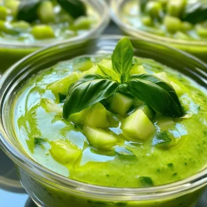 To make a tasty Quick Cucumber Gazpacho, you need fresh veggies. Here’s what to gather: - 2 large cucumbers, peeled and chopped - 1 green bell pepper, seeded and chopped - 1 ripe tomato, diced - 1 small red onion, finely chopped - 2 cloves garlic, minced - 2 cups vegetable broth - 2 tablespoons olive oil - 2 tablespoons apple cider vinegar - Salt and pepper to taste - Fresh basil leaves for garnish These ingredients work together to create a cool and refreshing dish, perfect for hot days. You can add some extra toppings to make your gazpacho shine. Here are some fun ideas: - A drizzle of olive oil - Croutons for crunch - A sprinkle of feta cheese - Chopped chives or green onions - Sliced radishes for a pop of color Feel free to mix and match these garnishes to make your dish special. Having the right tools makes cooking easier. For this recipe, you will need: - A sharp knife for chopping - A cutting board - A blender or food processor - Measuring cups and spoons - Serving bowls or glasses These tools will help you prepare the gazpacho quickly and efficiently. For the full recipe, check the section above. Start by washing the vegetables well. Use two large cucumbers. Peel and chop them into small pieces. Next, take one green bell pepper and remove its seeds. Chop it into small bits. Now, grab one ripe tomato and dice it. After that, take one small red onion and chop it finely. Finally, mince two cloves of garlic. These fresh veggies will bring bright flavors to your gazpacho. Grab a blender and add all your chopped vegetables. Pour in two cups of vegetable broth. Then, add two tablespoons of olive oil and two tablespoons of apple cider vinegar. Blend everything on high until the mixture is smooth and creamy. The colors will blend beautifully, creating a vibrant soup. If you want, you can blend it less for a chunkier texture. Taste your gazpacho and add salt and pepper to your liking. Once seasoned, cover your blender and chill the gazpacho in the fridge. Let it chill for at least 30 minutes. This helps the flavors mix well. When ready to serve, pour the gazpacho into bowls or glasses. Garnish with fresh basil leaves for a pop of color and flavor. Enjoy your refreshing cucumber gazpacho! You can find the Full Recipe for more details. To boost flavor, use ripe ingredients. Fresh cucumbers and tomatoes make a big difference. You can add a squeeze of lemon juice for zest. Consider mixing in a splash of hot sauce for a bit of heat. Fresh herbs, like dill or parsley, also enhance the taste. Try adding a pinch of smoked paprika for depth. Experiment with spices to find your favorite mix. Serve your gazpacho in bowls or glasses for a fun look. Pair it with crusty bread or crackers for a crunchy bite. You can also add croutons on top for texture. For a fancy touch, drizzle olive oil over the soup before serving. A sprinkle of feta cheese adds creaminess. Try serving it with a side of grilled shrimp for extra protein. Chilling is key to great gazpacho. Aim for at least 30 minutes in the fridge. This lets the flavors blend well. For quicker chilling, place the bowl in an ice bath. Make sure to cover the gazpacho to keep it fresh. If you’re in a hurry, you can chill it in the freezer for 10 minutes. Just don’t forget to stir it every few minutes! {{image_2}} To make a creamy avocado cucumber gazpacho, add one ripe avocado to the blender. The avocado brings a rich, smooth texture. It also adds healthy fats. Follow the full recipe as usual, blending all the ingredients together. This variation is perfect for a filling snack or a light meal. If you like heat, try spicy cucumber gazpacho. Add one or two diced jalapeños to the blender. Remove the seeds if you want less spice. Blend them in with the other ingredients. This variation heats up the classic gazpacho. Serve it chilled for a cool kick on a hot day. For a heartier soup, mix in extra veggies. Consider adding diced carrots, celery, or radishes. You can even throw in some corn for sweetness. Chop them small so they blend well. This gives more texture and flavor. You still follow the full recipe, but with these tasty additions. Enjoy a filling bowl of gazpacho that’s still refreshing! To store leftover gazpacho, first let it cool. Place it in an airtight container. I recommend using glass jars or plastic containers. Seal the container tightly to keep out air and moisture. This helps maintain freshness and flavor. Store it in the fridge. Enjoy it within three days for the best taste. You can freeze cucumber gazpacho for later use. Pour the chilled gazpacho into freezer-safe containers. Leave some space at the top, as liquids expand when frozen. Seal the containers tightly. Label them with the date. You can freeze it for up to three months. When ready to eat, thaw it in the fridge overnight. Blend it again to restore its smooth texture. For storing gazpacho, I suggest using glass or BPA-free plastic containers. Glass jars work well because they do not absorb odors. They are also easy to clean. Choose containers with tight-fitting lids to keep air out. This helps maintain the gazpacho's fresh flavor. If you want to freeze, use freezer-safe containers. I love serving cucumber gazpacho in chilled bowls or glasses. This makes it fun and fresh. You can also add some garnish for a nice touch. Fresh basil leaves work great as a topping. You can pair it with crusty bread or crunchy veggies. A drizzle of olive oil adds richness, too. Serve it cold for the best taste. It’s perfect on a hot day! Yes, you can make this recipe ahead of time. In fact, it tastes even better after chilling. I suggest making it a few hours or a day before serving. Just blend all the ingredients and chill in the fridge. This allows the flavors to mix well. When you’re ready to serve, just pour it into bowls and garnish. Easy and delicious! Absolutely! This gazpacho is vegan-friendly. It contains only vegetables, herbs, and broth. There are no animal products in the recipe. If you’re vegan, you can enjoy this dish worry-free. The fresh flavors make it a great choice for everyone. It’s a light and healthy option for any meal. Enjoy the freshness! Cucumber gazpacho is a quick, refreshing dish you can make with simple ingredients. We covered essential items, garnishes, and tools you need. You’ve learned step-by-step instructions for preparation and tips to enhance flavor. Variations add fun twists, and knowing how to store leftovers helps minimize waste. With this recipe, you can impress anyone seeking a tasty, cool treat. Enjoy experimenting with flavors and make this dish your own. Trust me, it’s worth it!