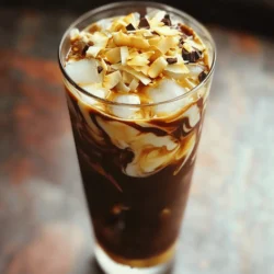 For the best flavor in your Mocha Coconut Cold Drip Tonic, choose a medium roast coffee. Medium roast gives a balanced taste with nice acidity. Look for coarsely ground coffee. This helps with cold brewing, allowing water to extract flavors well. Brands like Stumptown or Blue Bottle have great options for cold brew. Use full-fat coconut milk for creaminess. It adds a rich texture to your drink. You can find it in cans at most grocery stores. If you prefer a lighter version, try light coconut milk. Sweeteners like maple syrup add a natural sweetness. Adjust the amount based on your taste. You can also use honey or agave syrup. For extra flavor, add vanilla extract. It pairs well with chocolate and coconut. To make your drink pop, top it with toasted coconut flakes. They add crunch and a nice flavor. Dark chocolate shavings are also a great choice. They give a sweet finish that enhances the mocha taste. You can easily make them with a vegetable peeler. Just shave off some chocolate bar pieces. Enjoy these garnishes to elevate your drink's look and taste. For a complete Mocha Coconut Cold Drip Tonic recipe, check out the [Full Recipe]. To start, you need to combine coffee grounds and water. Use 1 cup of coarsely ground coffee and 4 cups of cold water. Stir gently to wet all the grounds. Cover it and let it steep in the fridge for at least 12 to 24 hours. This long steeping time helps create a rich coffee flavor. After steeping, it is time to filter the coffee. You can use a fine mesh strainer or a coffee filter. Pour the coffee mixture through the filter to remove the grounds. This step gives you a smooth and rich coffee concentrate. Make sure to press down gently on the grounds for the best flavor. Next, whisk together the coconut milk, cocoa powder, maple syrup, and vanilla extract. Use a bowl and a whisk for this. Start slowly and then speed up. Whisk until everything is smooth and well mixed. A smooth consistency is key for a great drink. Now, it is time to mix your cold brew and coconut cream. Use equal parts of both. This means if you have 1 cup of cold brew, add 1 cup of coconut cream mix. Stir gently to combine. For serving, fill a glass with ice cubes and pour the mocha coconut blend over the ice. If you want a creamier drink, add more coconut milk. Enjoy this refreshing drink and garnish it with toasted coconut flakes and dark chocolate shavings for a special touch. You can find the [Full Recipe] for more details. To make the best cold brew, start with fresh coffee. Use coarsely ground coffee for a smooth drink. A medium roast works well, as it balances flavor and acidity. Mix one cup of coffee with four cups of cold water. Let it steep for at least 12 hours in the fridge. The longer it steeps, the richer the flavor. Common mistakes to avoid include using hot water. Hot water can lead to bitter coffee. Also, don’t rush the filtering process. Take your time to ensure a clean concentrate without grounds. You can adjust the sweetness and creaminess of your tonic. If you prefer a sweeter drink, add more maple syrup. For a creamier texture, mix in additional coconut milk. Feel free to experiment with flavors too. Try adding a pinch of cinnamon or nutmeg for warmth. You can also swap cocoa powder for chocolate syrup for a different taste. Garnishes can elevate your drink. Consider using toasted coconut flakes for a crunchy touch. Dark chocolate shavings add a rich visual and taste. When serving, use a clear glass to show off the layers. You can even rim the glass with chocolate or coconut for a fun twist. Enjoy making your drink beautiful and tasty! {{image_2}} You can easily make this drink dairy-free. Use almond milk, oat milk, or any nut milk you prefer. These options give you a great taste and keep the drink creamy. If you want to make it vegan, just skip any animal products. This way, you can enjoy a delicious Mocha Coconut Cold Drip Tonic that fits your diet. Want to switch things up? Try adding spices like cinnamon or nutmeg. These spices add warmth and depth to your tonic. You can also mix in flavors like almond or mint for a fun twist. A splash of almond extract or a few mint leaves can take your drink to the next level. Experimenting with flavors makes this drink even more exciting. This tonic is perfect for hot or cold drinks. For a hot version, heat the cold brew and mix it with the coconut cream blend. Serve it in a cozy mug. If you want it iced, just follow the regular recipe and pour it over ice. Keep it cool and refreshing for warm days. Enjoy this drink any way you like! To keep your cold brew fresh, store it in an airtight jar. Glass jars work best because they do not absorb flavors or odors. Ensure the jar is sealed tightly. Refrigerate the concentrate. It stays fresh for about one week. After that, the flavor may fade. If you notice a sour smell, it’s time to toss it. For the coconut cream, store it in a separate airtight container. Keep it in the fridge for up to five days. To keep it fresh longer, consider freezing it. Simply pour it into ice cube trays. Once frozen, transfer the cubes to a freezer bag. This way, you can grab a cube when you need it. If you have a party or gathering, prepare the cold brew and coconut cream in advance. Make a large batch of cold brew by doubling the recipe. Store it in the fridge. For the coconut cream, you can also batch prepare it. Freeze it in cubes for easy use. This will save you time and effort when serving your guests. For cold brew, I recommend a medium roast coffee. It gives a nice balance of flavor. Brands like Stumptown and Blue Bottle are great choices. Use coarsely ground coffee for the best results. A grind size similar to sea salt works well. This helps avoid a bitter taste while steeping. Yes, you can! If you want a coffee-free drink, try using herbal tea or chai. These options provide unique flavors and still feel refreshing. You can also use roasted barley or dandelion root for a coffee-like taste. They add a nutty and rich flavor to your tonic. To adjust sweetness, use natural sweeteners like honey or agave. Start with a little and add more if needed. You can also use stevia or monk fruit for a low-calorie option. Taste as you go to find the perfect balance for your drink. You can find ready-made versions at specialty coffee shops or local grocery stores. Brands like Nitro Cold Brew and La Colombe offer pre-made options. Check the refrigerated section for these drinks. Online retailers like Amazon also carry ready-made versions. To make a larger batch, simply double or triple the ingredients. Use a big jar or pitcher for steeping. Keep the same coffee-to-water ratio for best flavor. This way, you can serve many guests without extra effort. We explored the essential steps for making a delicious Mocha Coconut Cold Drip Tonic. You now know the best coffee types, coconut milk choices, and how to customize your drink with sweeteners or spices. Remember to experiment with garnishes for a special touch. As you prepare this refreshing iced beverage, keep in mind storage tips for optimal freshness. Enjoy crafting your tonic and share it with friends for a delightful treat! Embrace your creativity and enjoy every sip.