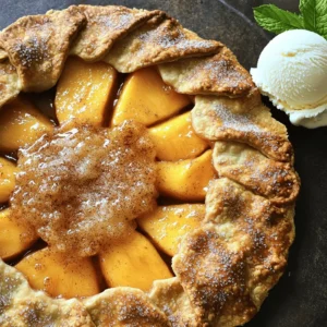 - Fresh peaches: The star of this galette! Use ripe, juicy peaches. They add sweetness and flavor. Look for peaches that yield slightly to pressure. Their natural sugars will shine through when baked. - Types of pie crust: You can use a pre-made pie crust for ease. Store-bought crusts save time and can taste great. If you're feeling adventurous, make a homemade crust. It adds a special touch and can be tailored to your taste. - Sugar and other seasoning options: Sugar balances the tartness of the peaches. Use three tablespoons in the filling. You can also try brown sugar for a deeper flavor. Adding cinnamon gives warmth. A pinch of salt enhances the sweetness and flavor of the fruit. Check out the Full Recipe for exact measurements and more tips! To slice and prepare the peaches, start by washing them well. Cut each peach in half and remove the pit. Then, slice the peach into thin wedges. Aim for about 1/4 inch thick slices so they cook evenly. Let the peach mixture sit for about 10 minutes after tossing it with sugar, cornstarch, vanilla extract, lemon juice, cinnamon, and salt. This step helps the flavors blend well and allows some juice to form. This juice will help make the filling nice and sweet. Unroll the pie crust carefully onto a baking sheet lined with parchment paper. If the crust needs a bit more space, gently roll out the edges to create a bigger circle. It should look like a flat disk. Next, spoon the peach mixture into the center of the pie crust. Make sure to leave about 2 inches of the edge clear. This space allows the crust to fold over the filling. To create a rustic look, fold the edges of the crust over the peach filling. Pleat the crust as you go. It does not need to be perfect, just make sure it covers the filling well. Set your oven temperature to 400°F (200°C). This heat cooks the crust nicely and helps the peaches get bubbly. Bake the galette for 25-30 minutes. Keep an eye on it. You will know it is done when the crust is golden brown and the peach filling is bubbling. Once it’s out of the oven, let it cool for a few minutes before slicing. This time allows the filling to set a bit, making it easier to serve. You can find the full recipe at the top of this article. Enjoy your delicious peach galette! To make a great peach galette, you need ripe peaches. Look for peaches that have a sweet smell and a slight give when you press them gently. The skin should be smooth and free of blemishes. Peaches are usually in season from late spring to early fall. If fresh peaches are hard to find, you can use frozen peaches. Just thaw them first and drain any excess juice. A flaky dough is key to a great galette. If you make your own pie crust, keep your butter cold. This helps create that nice flakiness. When rolling out the dough, try not to overwork it. For the egg wash, brush it over the crust lightly. This gives it a beautiful golden color once baked. Garnishes can take your galette to the next level. Serve it warm with a scoop of vanilla ice cream for a tasty treat. You can also add a dollop of whipped cream on top. A mint sprig adds a nice touch of color and freshness. If you want more flavor, try adding a sprinkle of cinnamon or nutmeg over your serving. {{image_2}} You can mix peaches with other fruits like berries or apples. Berries add a nice tartness. Apples bring a crisp texture and sweetness. When using different fruits, you might need to change the sugar levels. For example, apples are less sweet than peaches. Reduce the sugar to keep the taste balanced. Berries, like blueberries or raspberries, can also sweeten your galette. Keep in mind the fruit's natural sweetness when you make your mix. Spices can add a warm kick to your galette. Nutmeg and ginger are great choices. Just a pinch can change the taste. Try adding herbs like fresh basil or mint for a twist. These herbs can brighten the flavor of the peaches. Mix in the spices or herbs with your fruit filling. This way, the flavors blend together nicely. If you want a gluten-free galette, you can use almond flour or a gluten-free pie crust. There are many store-bought options now. For a vegan galette, swap the egg wash with almond milk or coconut milk. This will keep your crust golden without eggs. You can also use maple syrup or agave instead of sugar for a healthier touch. These options keep your dessert tasty while fitting different diets. For the full recipe, check the Easy Peach Galette Delight section above! To keep your peach galette fresh, store it in the fridge. First, let it cool completely. Then, cover it with plastic wrap or place it in an airtight container. This method helps keep it moist. You can store it this way for up to three days. If you want to save it for longer, freezing is a great option. Wrap the galette tightly in plastic wrap, then in aluminum foil. This will prevent freezer burn. You can freeze it for up to two months. When you’re ready to eat it, just thaw it overnight in the fridge before reheating. To enjoy your galette again, reheating it in the oven is best. Preheat your oven to 350°F (175°C). Place the galette on a baking sheet. Heat it for about 10-15 minutes. This method keeps the crust crisp and warm. You can also use a microwave, but it may not give you the same results. If you choose the microwave, heat it on low power for a minute or two. This will warm it up, but the crust may get soft. For the best taste, the oven is always the way to go. A peach galette is a simple dessert made with fresh peaches and pie crust. Unlike a pie, a galette has a free-form shape. You lay the fruit on the crust and fold the edges. This gives it a rustic look. A galette is easy to make and allows the fruit to shine. Its open style shows off the beautiful peaches, making it a true treat. Yes, you can prepare the galette ahead of time. Here are some tips: - Make the filling: You can slice the peaches and mix them with sugar and spices. Keep it in the fridge for one day. - Prepare the crust: You can roll out the crust and place it on the baking sheet. Cover it with plastic wrap. - Assemble before baking: Add the filling right before you bake. This keeps the crust fresh and crispy. A perfectly baked galette has a few signs to look for: - Golden brown crust: The edges should be nice and golden. - Bubbly fruit: You should see the juices from the peaches bubbling. - Filling set: The peach filling should look thick and not watery. When you see these signs, your galette is ready to enjoy! This blog post walked through making a delicious peach galette. We covered the best ingredients and tips to prep fresh peaches. You learned how to assemble and bake it perfectly. I also shared ideas for variations and ways to store your leftovers. Creating this dish is fun and rewarding. Enjoy your homemade peach galette with family or friends. Always remember, cooking is about feeling joyful and trying new things. Now, get baking and have a great time!