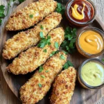 - 1 lb chicken breast, cut into strips - 1 cup buttermilk - 1 cup all-purpose flour - 1 cup breadcrumbs (panko for extra crunch) - 1 teaspoon garlic powder - 1 teaspoon onion powder - 1 teaspoon paprika - 1 teaspoon dried oregano - Salt and pepper, to taste - Cooking spray (optional) Using these ingredients gives you a tasty base. The chicken breast is lean and full of protein. Buttermilk adds moisture and flavor. Flour gives the chicken a good coating. The breadcrumbs, especially panko, create that desired crunch. The seasoning ingredients add depth. Garlic powder and onion powder boost the flavor. Paprika gives the chicken a nice color and a hint of spice. Oregano adds a fresh note. Salt and pepper enhance everything. If you want even less sticking, use cooking spray. It helps the tenders crisp up nicely in the air fryer. This list will help you prepare for a fun cooking session. For the full recipe, check out the detailed steps to create these crunchy chicken tenders. Start by taking your chicken strips and placing them in a bowl. Add one cup of buttermilk to the chicken. Mix well to coat each piece. This step is key for flavor and moisture. Let the chicken marinate for at least 30 minutes. You can even let it sit overnight for extra flavor. While the chicken marinates, set up your breading stations. In one bowl, mix one cup of flour with garlic powder, onion powder, paprika, oregano, salt, and pepper. Stir it well to combine the spices and flour. In another bowl, place one cup of breadcrumbs. I recommend using panko for that extra crunch. Preheat your air fryer to 400°F (200°C) for about five minutes. After the chicken has marinated, take it out of the buttermilk. Let any excess liquid drip off. Now, dredge each chicken strip in the flour mixture. Make sure to coat it well. Then dip it back into the buttermilk and finally coat it with breadcrumbs. This double coating gives you a great crunch. Next, lightly spray the air fryer basket with cooking spray to prevent sticking. Arrange the chicken tenders in a single layer in the basket. Don't overcrowd; work in batches if needed. Air fry the chicken tenders at 400°F for 10-12 minutes. Flip them halfway through cooking. They should turn golden brown and be fully cooked. Enjoy your crispy air fryer chicken tenders! For the complete recipe, check [Full Recipe]. To boost flavor, add some spices. Here are my top picks: - Cayenne pepper for heat. - Italian seasoning for a herb mix. - Lemon zest for a fresh taste. - Parmesan cheese in the breadcrumbs for a cheesy kick. You can blend these spices into your flour mix. This adds layers of flavor to every bite. Panko breadcrumbs are key for crunch. Here’s how to use them well: 1. Double coat your chicken. After the flour, dip in buttermilk, then coat in panko. This adds that extra layer of crunch. 2. Press firmly on the chicken when coating. This helps the panko stick better. 3. Air fry in batches. Avoid overcrowding the basket. This ensures each piece gets hot air and stays crispy. For a fun presentation, serve your chicken tenders on a wooden platter. Here are some garnish ideas: - Fresh parsley for color. - Lemon wedges for a zesty touch. - Pickles for a tangy crunch. Pair your chicken with dipping sauces like: - Honey mustard for sweetness. - Barbecue sauce for a smoky flavor. - Ranch dressing for a classic choice. These additions make your meal not just tasty but visually appealing too. {{image_2}} You can change the coating for your chicken tenders. Instead of regular breadcrumbs, try coconut flakes for a tropical twist. They add a nice crunch and sweetness. Crushed cornflakes also work great. They give a crispy texture and a fun flavor. You can mix and match these options for different tastes. Changing the flavor is easy with marinades and spices. Try using hot sauce in the buttermilk for a spicy kick. You can also add lemon juice for a fresh taste. For a sweet option, mix honey into the buttermilk. When mixing the flour, add more spices like cumin or chili powder for warmth. Experiment with different herbs too, like thyme or rosemary, to find your favorite flavor. If you don’t have an air fryer, don’t worry! You can bake the chicken tenders. Preheat your oven to 425°F (220°C). Place the coated chicken strips on a baking sheet. Bake for about 20-25 minutes, flipping halfway through. For frying, heat oil in a pan over medium heat. Fry the chicken tenders in batches until golden brown. This way, you can still enjoy crispy chicken tenders, even without an air fryer. Check out the Full Recipe for more details! To keep your chicken tenders fresh, place them in an airtight container. This helps to lock in moisture. If you plan to store them for a long time, consider freezing them. Wrap each tender in plastic wrap before placing them in a freezer bag. This will prevent freezer burn. When reheating, avoid using the microwave. Instead, use the air fryer to keep them crispy. Preheat the air fryer to 350°F (175°C). Place the tenders in a single layer and heat for about 5-7 minutes. This method helps maintain their crunchy texture. You can also use an oven at the same temperature for better results. Cooked chicken tenders will last in the fridge for 3-4 days. If you freeze them, they can last up to 2-3 months. Just make sure to label the bags with the date. This makes it easy to track how long they have been stored. Enjoy your crispy chicken tenders later with the Full Recipe! You can use frozen chicken breasts for this recipe. However, fresh chicken works better. If you choose frozen, be sure to thaw them fully first. This helps the chicken marinate well in buttermilk. Proper marination ensures the meat stays juicy and flavorful. Just remember, cooking time might change slightly. Always check for doneness to be safe. To check if your chicken is done, use a meat thermometer. The center should reach 165°F (75°C). If you don’t have one, cut into a tender. Make sure the juices run clear and there’s no pink meat. Cooking times may vary based on the size of your strips. Flipping halfway helps ensure even cooking. Dipping sauces can elevate your chicken tenders. Here are my top picks: - Honey mustard - Barbecue sauce - Ranch dressing - Buffalo sauce - Sweet and sour sauce Each sauce adds a different flavor and flair. Feel free to mix and match to find your favorite! For an extra touch, garnish with herbs or fresh veggies. Enjoy exploring different tastes! In this blog post, we explored how to make delicious chicken tenders from scratch. We covered the main ingredients, the steps for preparing and cooking, and ways to enhance flavor. We also discussed storage tips to keep your tenders fresh. Remember, experimentation is key. Feel free to try new spices or cooking methods. Your kitchen is your playground. Enjoy your tasty chicken tenders with your favorite sauces.