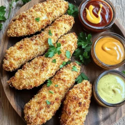 - 1 lb chicken breast, cut into strips - 1 cup buttermilk - 1 cup all-purpose flour - 1 cup breadcrumbs (panko for extra crunch) - 1 teaspoon garlic powder - 1 teaspoon onion powder - 1 teaspoon paprika - 1 teaspoon dried oregano - Salt and pepper, to taste - Cooking spray (optional) Using these ingredients gives you a tasty base. The chicken breast is lean and full of protein. Buttermilk adds moisture and flavor. Flour gives the chicken a good coating. The breadcrumbs, especially panko, create that desired crunch. The seasoning ingredients add depth. Garlic powder and onion powder boost the flavor. Paprika gives the chicken a nice color and a hint of spice. Oregano adds a fresh note. Salt and pepper enhance everything. If you want even less sticking, use cooking spray. It helps the tenders crisp up nicely in the air fryer. This list will help you prepare for a fun cooking session. For the full recipe, check out the detailed steps to create these crunchy chicken tenders. Start by taking your chicken strips and placing them in a bowl. Add one cup of buttermilk to the chicken. Mix well to coat each piece. This step is key for flavor and moisture. Let the chicken marinate for at least 30 minutes. You can even let it sit overnight for extra flavor. While the chicken marinates, set up your breading stations. In one bowl, mix one cup of flour with garlic powder, onion powder, paprika, oregano, salt, and pepper. Stir it well to combine the spices and flour. In another bowl, place one cup of breadcrumbs. I recommend using panko for that extra crunch. Preheat your air fryer to 400°F (200°C) for about five minutes. After the chicken has marinated, take it out of the buttermilk. Let any excess liquid drip off. Now, dredge each chicken strip in the flour mixture. Make sure to coat it well. Then dip it back into the buttermilk and finally coat it with breadcrumbs. This double coating gives you a great crunch. Next, lightly spray the air fryer basket with cooking spray to prevent sticking. Arrange the chicken tenders in a single layer in the basket. Don't overcrowd; work in batches if needed. Air fry the chicken tenders at 400°F for 10-12 minutes. Flip them halfway through cooking. They should turn golden brown and be fully cooked. Enjoy your crispy air fryer chicken tenders! For the complete recipe, check [Full Recipe]. To boost flavor, add some spices. Here are my top picks: - Cayenne pepper for heat. - Italian seasoning for a herb mix. - Lemon zest for a fresh taste. - Parmesan cheese in the breadcrumbs for a cheesy kick. You can blend these spices into your flour mix. This adds layers of flavor to every bite. Panko breadcrumbs are key for crunch. Here’s how to use them well: 1. Double coat your chicken. After the flour, dip in buttermilk, then coat in panko. This adds that extra layer of crunch. 2. Press firmly on the chicken when coating. This helps the panko stick better. 3. Air fry in batches. Avoid overcrowding the basket. This ensures each piece gets hot air and stays crispy. For a fun presentation, serve your chicken tenders on a wooden platter. Here are some garnish ideas: - Fresh parsley for color. - Lemon wedges for a zesty touch. - Pickles for a tangy crunch. Pair your chicken with dipping sauces like: - Honey mustard for sweetness. - Barbecue sauce for a smoky flavor. - Ranch dressing for a classic choice. These additions make your meal not just tasty but visually appealing too. {{image_2}} You can change the coating for your chicken tenders. Instead of regular breadcrumbs, try coconut flakes for a tropical twist. They add a nice crunch and sweetness. Crushed cornflakes also work great. They give a crispy texture and a fun flavor. You can mix and match these options for different tastes. Changing the flavor is easy with marinades and spices. Try using hot sauce in the buttermilk for a spicy kick. You can also add lemon juice for a fresh taste. For a sweet option, mix honey into the buttermilk. When mixing the flour, add more spices like cumin or chili powder for warmth. Experiment with different herbs too, like thyme or rosemary, to find your favorite flavor. If you don’t have an air fryer, don’t worry! You can bake the chicken tenders. Preheat your oven to 425°F (220°C). Place the coated chicken strips on a baking sheet. Bake for about 20-25 minutes, flipping halfway through. For frying, heat oil in a pan over medium heat. Fry the chicken tenders in batches until golden brown. This way, you can still enjoy crispy chicken tenders, even without an air fryer. Check out the Full Recipe for more details! To keep your chicken tenders fresh, place them in an airtight container. This helps to lock in moisture. If you plan to store them for a long time, consider freezing them. Wrap each tender in plastic wrap before placing them in a freezer bag. This will prevent freezer burn. When reheating, avoid using the microwave. Instead, use the air fryer to keep them crispy. Preheat the air fryer to 350°F (175°C). Place the tenders in a single layer and heat for about 5-7 minutes. This method helps maintain their crunchy texture. You can also use an oven at the same temperature for better results. Cooked chicken tenders will last in the fridge for 3-4 days. If you freeze them, they can last up to 2-3 months. Just make sure to label the bags with the date. This makes it easy to track how long they have been stored. Enjoy your crispy chicken tenders later with the Full Recipe! You can use frozen chicken breasts for this recipe. However, fresh chicken works better. If you choose frozen, be sure to thaw them fully first. This helps the chicken marinate well in buttermilk. Proper marination ensures the meat stays juicy and flavorful. Just remember, cooking time might change slightly. Always check for doneness to be safe. To check if your chicken is done, use a meat thermometer. The center should reach 165°F (75°C). If you don’t have one, cut into a tender. Make sure the juices run clear and there’s no pink meat. Cooking times may vary based on the size of your strips. Flipping halfway helps ensure even cooking. Dipping sauces can elevate your chicken tenders. Here are my top picks: - Honey mustard - Barbecue sauce - Ranch dressing - Buffalo sauce - Sweet and sour sauce Each sauce adds a different flavor and flair. Feel free to mix and match to find your favorite! For an extra touch, garnish with herbs or fresh veggies. Enjoy exploring different tastes! In this blog post, we explored how to make delicious chicken tenders from scratch. We covered the main ingredients, the steps for preparing and cooking, and ways to enhance flavor. We also discussed storage tips to keep your tenders fresh. Remember, experimentation is key. Feel free to try new spices or cooking methods. Your kitchen is your playground. Enjoy your tasty chicken tenders with your favorite sauces.