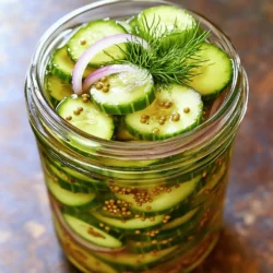 - 4 cups of fresh pickling cucumbers - 1 cup granulated sugar - 1 cup apple cider vinegar - 1 teaspoon pickling salt To make the best refrigerator sweet pickles, fresh ingredients are key. I always choose pickling cucumbers because they stay crisp. These cucumbers have a firm texture and a nice flavor. Granulated sugar balances the tang of the apple cider vinegar. The vinegar adds a perfect zing and helps preserve the pickles. Pickling salt is a must. It enhances the flavor without making the pickles too salty. - 1 teaspoon mustard seeds - 1 teaspoon celery seeds - ½ teaspoon turmeric powder - ½ teaspoon black peppercorns The spices add depth to the pickles. Mustard seeds give a slight crunch and a tangy taste. Celery seeds add a hint of earthiness. Turmeric powder not only adds color but also a warm flavor. Black peppercorns lend a touch of spice without being overpowering. Together, these spices create a flavor profile that is both bright and rich. - 1 small red onion, thinly sliced - 2 cloves garlic, crushed For extra taste, I include sliced red onion. It adds sweetness and a beautiful color to the pickles. Crushed garlic provides a savory note that complements the sweetness. Both ingredients work well together and enhance the overall taste of the pickles. When you take a bite, the mix of flavors bursts in your mouth. You get a sweet, tangy, spicy, and savory taste all at once. You’ll find the full recipe linked above. This combination of ingredients makes for a delightful jar of sweet pickles. Start by slicing your fresh pickling cucumbers into rounds. I like to use about 4 cups for this recipe. Next, take a small red onion and slice it thinly. In a large bowl, combine the cucumber slices and onion. Sprinkle 1 teaspoon of pickling salt over the mix. Toss everything well to coat the pieces evenly. Let it sit for about 30 minutes. This step helps draw out extra moisture and makes your pickles crisp. Now, let’s make the brine! In a saucepan, combine 1 cup of granulated sugar, 1 cup of apple cider vinegar, and your spices. You'll need 1 teaspoon each of mustard seeds and celery seeds, along with ½ teaspoon of turmeric powder and ½ teaspoon of black peppercorns. Add 2 crushed garlic cloves for extra flavor. Heat this mixture over medium heat. Stir until the sugar completely dissolves and the mixture starts to simmer. This process infuses all the flavors into the brine. Once your brine is ready, let it cool for about 10 minutes. After cooling, pour the brine over the cucumbers and onions. Make sure every slice is submerged in the liquid. Next, pack the cucumber mix into clean, airtight jars. You can layer them if needed. Seal the jars tightly and place them in the refrigerator. For the best taste, let the pickles marinate for at least 24 hours, but a week is even better! You can find the full recipe for these delicious pickles above. To make sure your pickles stay crisp, start with fresh pickling cucumbers. The fresher, the better! They have a firm texture that gives your pickles a nice crunch. Next, do not skip the salting step. Salting draws out excess moisture from the cucumbers. This keeps them crunchy when you add the brine. For the best taste, let your pickles marinate for a week. This allows the flavors to blend well. If you want to get creative, try adding fresh herbs. Dill or basil can give your pickles a new flavor twist. Always use clean, sterilized jars when canning. This keeps harmful germs away from your food. Make sure the jars are sealed tightly before refrigeration. A tight seal prevents air from getting in, which helps your pickles stay fresh longer. For the full recipe, check out the details above! {{image_2}} You can easily change up the flavor of your sweet pickles. Add hot red pepper flakes for a spicier kick. This will give your pickles some heat and make them exciting. You can also try dill seeds for a fresh, herbaceous note. Dill seeds add a nice twist and bring a bright flavor to your pickles. If you want to switch things up, consider using different sweeteners. Substitute sugar with honey or agave syrup. These options will bring a new depth to your sweet pickles. You can also explore using flavored vinegar. Different vinegars can change the taste profile completely, making your pickles unique. Refrigerator sweet pickles pair well with many dishes. They make a perfect side for sandwiches or grilled meats. Their sweetness balances the savory flavors of your main dish. You can also serve them on charcuterie boards. They add color and flavor, making your board more appealing. For the full recipe, check out my complete guide to making these delicious pickles! Refrigerator sweet pickles taste best within 2-3 months. After that time, their flavor and crunch may fade. Always check for changes in color or smell. If they look different or smell off, it's best to toss them. To keep your pickles fresh, seal the jars tightly. This action helps prevent air from getting in. Store them away from strong-smelling foods, like onions or garlic. Strong odors can seep into the jars and affect the pickles' taste. Freezing refrigerator sweet pickles is not a good idea. The texture changes when they thaw. This change can make them mushy and less enjoyable. Stick to storing them in the fridge for the best results. Typically, refrigerator sweet pickles are best enjoyed within 2-3 months when stored properly. After that, they may lose their crispness and flavor. Yes, you can use regular cucumbers. However, keep in mind that the texture may be softer. Pickling cucumbers have a firmer texture, which makes them ideal for pickling. You can spot bad pickles by checking for off smells, mold, or unusual discoloration. If you see any of these signs, it’s best to toss them. Always trust your senses when it comes to food safety. Refrigerator sweet pickles are easy to make with fresh cucumbers, sugar, and vinegar. The brine and spices enhance their flavor. Remember to let them marinate for a week for the best taste. Use clean jars to keep them fresh. You can even try adding spices or different sweeteners for unique twists. These pickles last 2-3 months in the fridge. Now, you can enjoy your homemade pickles on sandwiches or charcuterie boards. They add fun flavor to any meal. Start your pickling adventure today!