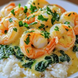 - 1 lb large shrimp, peeled and deveined - 4 cloves garlic, minced - 1 cup heavy cream - 1 tablespoon olive oil - 2 tablespoons unsalted butter - 1 teaspoon paprika - 1 teaspoon Italian seasoning - Salt and pepper to taste - 1 cup spinach, chopped - 1/2 cup grated Parmesan cheese - Fresh parsley, chopped (for garnish) When measuring ingredients, use dry measuring cups for solids and liquid measuring cups for liquids. This ensures accuracy. Keep a set of measuring spoons handy for small amounts like spices. Using the right tools helps you get the best results in your cooking. You can swap heavy cream with half-and-half or coconut milk for a lighter option. If you want lower fat, use a non-dairy cream. For the shrimp, feel free to try scallops or chicken. If you don’t have fresh spinach, frozen spinach works too. Just make sure to thaw and drain it well. These substitutions keep your dish tasty and flexible. For the cheese, you can use Asiago or Gruyere for a different flavor twist. Check out the Full Recipe for more ideas! 1. First, grab a large skillet. Place it on the stove over medium heat. 2. Add 1 tablespoon of olive oil and 2 tablespoons of unsalted butter. Let them heat until melted. 3. Next, take 4 cloves of minced garlic. Add them to the hot oil and butter. 4. Cook the garlic for about 1 minute. You want it fragrant, not burnt. 1. Now, it’s time for the shrimp. Take 1 pound of large, peeled, and deveined shrimp. 2. Toss the shrimp into the skillet. Sprinkle in 1 teaspoon of paprika and 1 teaspoon of Italian seasoning. 3. Season with salt and pepper to taste. 4. Cook the shrimp for 2-3 minutes on each side. They should turn pink and opaque. 5. Once done, remove the shrimp from the skillet and set them aside. 1. In the same skillet, pour in 1 cup of heavy cream. Bring it to a gentle simmer. 2. Stir in the remaining butter until it melts. 3. Add 1 cup of chopped spinach to the cream. Let it wilt for 1-2 minutes. 4. Gradually mix in 1/2 cup of grated Parmesan cheese. Stir until the sauce is creamy and smooth. 1. Return the shrimp to the skillet. Gently toss them in the creamy sauce for about 2 minutes. 2. Adjust the seasoning if needed. 3. Finally, remove from heat. Garnish with freshly chopped parsley before serving. For a complete meal, serve your creamy garlic shrimp over rice or pasta. Enjoy! For the full recipe, refer to the instructions above. To avoid overcooking shrimp, pay attention to color and time. Cook them until they turn pink and opaque. This usually takes about 2 to 3 minutes on each side. If they curl tightly, you may have cooked them too long. When sautéing garlic, keep a close watch. Garlic burns quickly and turns bitter. Cook it for about one minute, just until fragrant. Use medium heat and stir often to ensure even cooking. This way, you’ll keep that sweet garlic flavor intact. For a creamy sauce, consistency is key. Start with heavy cream, as it gives a rich texture. Simmer it gently to avoid separation. Stir in your cheese gradually. This helps the cheese melt evenly, making the sauce smooth. Parmesan cheese works great in this dish. It adds a nice salty flavor. You can also try cream cheese or mascarpone for a different twist. Both options add creaminess and richness. Serve creamy garlic shrimp with rice or pasta for a hearty meal. Both options soak up the sauce well. Add a side of steamed vegetables for color and nutrition. Wine pairings can enhance the meal. A crisp white wine, like Sauvignon Blanc, complements the shrimp. For a bolder choice, try a light red like Pinot Noir. Both wines elevate the flavors and make the meal special. For the full recipe, check out the Garlic Lovers’ Creamy Shrimp Delight! {{image_2}} You can easily turn creamy garlic shrimp into a pasta dish. Start by cooking your favorite pasta, like fettuccine or linguine. Make sure to cook it al dente. The pasta will soak up the creamy sauce and add a nice texture. Once the pasta is ready, mix it with the creamy garlic shrimp right in the skillet. This method allows the noodles to absorb the sauce's rich flavor. For best results, add the pasta to the pan after making the sauce. Toss everything together gently. Adding veggies to your creamy garlic shrimp makes it colorful and nutritious. You can use seasonal vegetables like cherry tomatoes, bell peppers, or zucchini. These veggies add crunch and freshness. Chop them into small pieces and sauté them with the garlic before adding the shrimp. This way, they become tender and flavorful. Spinach is a great option too, as it wilts nicely in the sauce. If you love heat, you can spice up your creamy garlic shrimp. Add a pinch of red pepper flakes or sliced jalapeños. These ingredients will give a nice kick to the dish. While cooking the garlic, toss in the spice to let it bloom. This brings out the flavor and enhances the sauce. Adjust the amount based on your spice level preference. Enjoy your meal with a glass of chilled white wine to balance the heat. For the complete recipe, check out the Full Recipe. After enjoying creamy garlic shrimp, you may have some leftovers. To store them safely, place them in an airtight container. Glass or plastic containers work well. Make sure they cool down first before sealing. Store your shrimp in the fridge for up to three days. If you want to keep them longer, you can freeze them. Use freezer bags and remove as much air as possible. They can last up to three months in the freezer. When it’s time to enjoy your leftovers, reheating them properly is key. You want to keep your shrimp tender and tasty. The best method is to reheat them gently on the stove. Use a non-stick pan and set it to low heat. Add a splash of cream or broth to help keep them moist. Stir often, and heat them just until warm. Avoid high heat, as this can make the shrimp tough. If using a microwave, cover the dish and heat in short bursts. Aim for about 30 seconds at a time, stirring in between. Enjoy your delicious shrimp again! You can tell shrimp is cooked when it turns pink and opaque. It should curl into a "C" shape. If it curls into an "O," it may be overcooked. Cooking shrimp takes about 2-3 minutes on each side. Always keep an eye on them to avoid rubbery texture. Yes, you can use frozen shrimp. Just make sure to thaw them first. Place them in cold water for about 15-20 minutes. This helps them cook evenly. Frozen shrimp can save time and still taste great in this creamy garlic shrimp dish. Creamy garlic shrimp pairs well with many sides. Here are some ideas: - Rice: White, brown, or even jasmine rice. - Pasta: Fettuccine or linguine works best. - Bread: Crusty bread to soak up the sauce. - Salad: A fresh green salad for a light touch. If your sauce is too thin, there are simple ways to thicken it. You can: - Let it simmer longer to reduce the liquid. - Add a bit more cheese, like Parmesan. - Mix a teaspoon of cornstarch with water and stir it in. You can make this dish dairy-free. Use coconut cream or almond milk instead of heavy cream. For a low-fat option, try using low-fat milk or a dairy-free cream. Adjust seasoning to keep the flavor rich and satisfying. For the full recipe, check the details above. You can create a delicious creamy garlic shrimp dish using simple ingredients and steps. I covered the ingredients, preparation, cooking, and tips for best results. Remember to cook the shrimp just right to keep them tender. You can even make this recipe your own with variations and serving suggestions. Enjoy experimenting with flavors and enhancing the dish. Follow my steps, and you'll impress anyone who takes a bite. Keep these tips in mind for perfect results every time. Happy cooking!