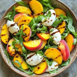 - 3 ripe peaches, sliced - 200g fresh mozzarella, torn into pieces - 1 cup arugula (or mixed greens) - 1/4 cup fresh basil leaves, torn - 1/4 cup balsamic glaze - 2 tablespoons olive oil - Salt and pepper to taste - 1 tablespoon honey (optional) The Juicy Peach and Mozzarella Salad is a delight for the senses. The sweet and juicy peaches mix beautifully with creamy mozzarella. You can find ripe peaches in summer at your local market. Look for peaches that feel slightly soft and have a sweet aroma. Fresh mozzarella should be soft and moist. It adds a wonderful texture to the salad. Arugula gives a peppery kick, balancing the sweetness of the peaches. Fresh basil brings a lovely aroma and flavor, making each bite special. You can drizzle balsamic glaze for a tangy touch. Olive oil adds richness and helps the flavors blend. Salt and pepper bring all the flavors together. If you like a hint of sweetness, honey is a great option. This salad is perfect for summer picnics or light dinners. It is fresh, colorful, and easy to make. You can enjoy it on its own or pair it with grilled meats. Check out the Full Recipe for all the details! - First, wash your peaches well under cool water. - Next, slice the peaches into wedges. - After slicing, set the peaches aside on a plate. - In a big bowl, combine the sliced peaches, torn mozzarella, and arugula. - Gently fold in the fresh basil leaves, being careful not to break the mozzarella. - In a small bowl, whisk together balsamic glaze, olive oil, salt, pepper, and honey. - Drizzle the dressing over the salad mix and toss gently to coat everything. These steps come together for a fresh and colorful dish. You can find the full recipe included in this guide. Enjoy your salad! For the best salad, select yellow or white peaches. These varieties are sweet and juicy. Look for peaches that feel slightly soft when you press them gently. A ripe peach will have a sweet scent. If they are hard, they need more time to ripen. You can place them in a paper bag to speed up the process. To boost the flavor, consider adding a pinch of salt and a dash of pepper. You can also sprinkle some crushed red pepper for a kick. For a complete meal, pair your salad with grilled chicken or shrimp. A nice crusty bread on the side will make it even better. Serve the salad in a large bowl for a family-style meal. For individual servings, use small plates. Arrange the peaches and mozzarella artfully. Drizzle extra balsamic glaze on top for a beautiful finish. Fresh basil leaves make a lovely garnish too. This adds color and makes it look fancy. For the full recipe, check out the Juicy Peach and Mozzarella Delight. {{image_2}} You can make the Juicy Peach and Mozzarella Salad even more exciting by adding a few extras. Consider including nuts like walnuts or pecans. They add a nice crunch and healthy fats. This will make the salad more filling and tasty. You might also want to mix in other fruits. Berries like strawberries or blueberries can give a burst of color. Citrus fruits like oranges or grapefruits can add a bright flavor. Feel free to experiment and find what you like best! The dressing is key to this salad’s flavor. While balsamic glaze is great, you can try different vinaigrettes. A simple lemon vinaigrette can brighten the dish. Just mix lemon juice, olive oil, salt, and pepper for a fresh twist. If you want a lighter option, substitute balsamic glaze with lemon juice. This change will offer a zesty kick that complements the peaches well. Don't be afraid to swap out some ingredients. Different cheese options can change the salad's flavor. Goat cheese is a wonderful choice. Its creaminess pairs well with the peaches. You can also experiment with greens. If you don’t have arugula, use mixed greens or spinach. Each green brings its own flavor, making the salad unique. Let your taste guide you as you create your perfect version of this salad. For the full recipe, check out the Juicy Peach and Mozzarella Delight. To keep your Juicy Peach and Mozzarella Salad fresh, store leftovers in an airtight container. This helps avoid spoilage and keeps the flavors intact. Refrigerate the salad right away. It’s best to eat it within 2 days for optimal taste and texture. You won’t need to reheat this salad, as it’s best served cold. If you have leftover dressing, you can warm it slightly for a different flavor. Just be careful not to heat the salad itself, as the peaches and mozzarella lose their nice texture. You can’t freeze the salad as a whole. Freezing will ruin the peaches and mozzarella. If you want to prep for future meals, freeze the fruits and cheese separately. Place each in a freezer-safe bag. This way, you can still enjoy the flavors later without losing quality. Yes, you can make this salad ahead of time. To keep it fresh, prepare the salad without dressing. Store the peach and mozzarella mixture in an airtight container in the fridge. Add the dressing just before serving. This way, the salad will stay crisp and tasty. You can prepare the dressing a day in advance too. Just whisk it together and keep it in the fridge. If you want to swap mozzarella, try burrata cheese for a creamier feel. Goat cheese adds a tangy touch and pairs well with peaches. Feta cheese gives a salty bite and works nicely too. You can also use ricotta for a softer texture. Each cheese brings its own flavor, so choose what you like best. To keep peaches from browning, use lemon juice. Squeeze a little lemon juice over the sliced peaches. This helps slow down the browning process. You can also store them in an airtight container. If you prepare them right before serving, that’s even better. Enjoy the fresh look and taste of your salad! You can find the full recipe for this salad [here](#). This salad combines ripe peaches, mozzarella, and arugula for a fresh taste. You learned how to prepare each ingredient, mix everything together, and dress the salad. I shared useful tips for choosing peaches and enhancing flavor. In conclusion, this easy salad is great for summer meals. You can customize it and add your favorite ingredients. Enjoy making this dish and impress your friends with its flavors. Try it today!