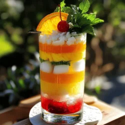 - Pineapple juice - Coconut cream - Orange juice - Grenadine syrup - Ice cubes - Garnish options: Orange slices, maraschino cherries, fresh mint leaves When making a Malibu Sunset Mocktail, you need fresh ingredients. The sweet pineapple juice gives a bright taste. Coconut cream adds a creamy texture. Orange juice brings a citrusy zing. Grenadine syrup provides a lovely color and sweetness. Don’t forget ice cubes to keep it cool. For garnish, orange slices, maraschino cherries, and fresh mint leaves add a fun touch. - Best brands for coconut cream: Look for brands like Thai Kitchen or Aroy-D. They have great flavor and texture. - Fresh vs. bottled juices: Fresh juices taste better. They also have more nutrients. Use fresh oranges and pineapples when you can. - Choosing the right grenadine: Go for real pomegranate grenadine. It tastes better than the fake ones. - Alternative juices: You can swap pineapple juice for mango or passionfruit juice. They add different flavors. - Low-calorie versions: Use low-fat coconut milk instead of coconut cream. It cuts calories while still tasting great. - Non-dairy options: If you want a non-dairy drink, try almond milk. It gives a nice flavor and keeps it creamy. Making the Malibu Sunset Mocktail is simple. It takes about 10 minutes. You will need a few kitchen tools: - Blender - Measuring cups - A glass for mixing When using sharp tools or blending, be careful. Always keep your hands away from the blades. To start, grab your blender. Add 1 cup of pineapple juice and 1/2 cup of coconut cream. Blend until smooth. You want a creamy base without lumps. This mixture should be thick but pourable. Now, it’s time for the fun part—layering! Pour 1/2 cup of orange juice into a tall glass. Slowly add the blended pineapple and coconut mixture on top of the orange juice. Hold the blender lid slightly above the glass. This helps create a layered look. Next, take 1/4 cup of grenadine syrup and drizzle it into the glass. Pour it slowly down the side. The syrup will sink and give a lovely sunset effect. The colors should blend beautifully, like a sunset over the ocean. To make the Malibu Sunset Mocktail truly shine, you can adjust the sweetness and flavor easily. If you like it sweeter, add more grenadine or coconut cream. If you prefer a tangy kick, a splash of lime juice works wonders. For a beautiful drink, focus on presentation. Use a tall glass to showcase the layers. Garnish with an orange slice, a maraschino cherry, and fresh mint leaves. This adds color and makes it look special. Serving temperature matters too. Serve this mocktail chilled, but not too cold. Ice cubes keep it cool without watering it down too fast. Layering can be tricky. Many people pour too fast, which mixes the colors. Pour slowly, starting with the heaviest liquids first. This keeps the layers distinct. Another mistake is over-blending the base. Blend just until smooth and creamy. If you blend too long, it can lose its nice texture. Also, be careful with grenadine. Too much can make it overly sweet and mask other flavors. Start with a little and taste before adding more. To make it even better, consider adding spices or herbs. A sprinkle of coconut flakes on top gives a tropical vibe. You can also use fresh basil or mint for a fresh touch. Think about complementary flavors too. A little lime juice can balance the sweetness. This makes each sip refreshing and bright. {{image_2}} To keep the Malibu Sunset Mocktail exciting, consider adding seasonal fruits. In summer, add fresh mango or strawberries. These fruits can enhance the tropical vibe of your drink. Just chop them up and mix them in. The bright colors will make your mocktail even more inviting. In winter, you can spice things up. Use cinnamon or nutmeg for warmth. A dash of ginger can also give it a cozy twist. Mix in some apple cider for a festive touch. This makes your mocktail perfect for holiday gatherings. You can easily turn this mocktail into a cocktail. Adding a splash of rum will give it that classic tropical flair. I suggest starting with one ounce of rum for each serving. This keeps the drink balanced. If you prefer a stronger flavor, you can add more. For a unique twist, try coconut rum or spiced rum. They pair well with the coconut cream and pineapple juice. Just remember to adjust the other flavors to match. If you want a non-alcoholic option, consider using non-alcoholic bitters. They add depth without the alcohol. You can also try flavored sparkling waters for a fizzy touch. Explore other fruity mocktails inspired by tropical flavors. A watermelon cooler or a passionfruit spritzer can be great alternatives. Both are refreshing and fun, just like the Malibu Sunset Mocktail. For the Full Recipe, check back on the main sections! After making the Malibu Sunset Mocktail, you might have some leftovers. To keep it fresh, store the drink in a sealed container in the fridge. It’s best to drink it within 24 hours. The individual ingredients have their own shelf lives: - Pineapple juice: up to 5 days - Coconut cream: up to 1 week once opened - Orange juice: about 3 days after opening - Grenadine syrup: lasts several months Yes, you can make this mocktail ahead of time! To save time, pre-mix the pineapple juice and coconut cream. Store this mix in the fridge. You can also combine the orange juice in another container. Just keep the grenadine separate. Mix everything before serving to keep the layers pretty. You can freeze the individual juices for later use. Pour them into ice cube trays and freeze. This way, you’ll always have fresh juice on hand! When you’re ready to use them, thaw the cubes in the fridge overnight. Avoid using a microwave, as this can change the texture. For the coconut cream, freeze it in an airtight container. Let it thaw in the fridge before using. The Malibu Sunset Mocktail is a fruity, vibrant drink. It mixes pineapple juice, coconut cream, and orange juice. Grenadine gives it a beautiful, layered look. This drink is perfect for hot days or parties. It feels tropical and refreshing, making you think of warm beaches. You can enjoy this drink without alcohol, so everyone can sip it. Yes, you can make this mocktail without a blender. Instead of blending, shake the pineapple juice and coconut cream in a jar. Alternatively, use a whisk to mix them in a bowl. Just make sure to stir well until it's smooth. Pour over the orange juice, then add grenadine slowly. This way, you still get the lovely layers. Besides orange slices and maraschino cherries, you have many options. Fresh berries like strawberries or blueberries can add a nice touch. You can also use pineapple wedges for a fun look. Try adding edible flowers for a fancy flair. Fresh mint leaves give it a nice aroma and color. You can easily change the flavors of your Malibu Sunset Mocktail. If you want it sweeter, add more grenadine. For a tangy taste, squeeze in some lime juice. To make it creamier, increase the coconut cream. Taste as you go to find the perfect balance for your preference. Yes, the Malibu Sunset Mocktail is very kid-friendly. It has no alcohol, so it’s safe for children. The fruity flavors and fun colors make it appealing to kids. Just make sure to supervise younger children with any garnishes, like cherries or mint leaves. The Malibu Sunset Mocktail draws inspiration from tropical drinks. These drinks often feature bright colors and fruity flavors. Similar beverages have been enjoyed in beach areas for years. The combination of coconut and pineapple is popular in many cultures. This drink stands out for its layered look and refreshing taste. The Malibu Sunset Mocktail offers a tasty, vibrant drink. We covered ingredients and tips for the perfect mix. Quality matters, so use the best ingredients. You can also customize flavors and avoid common mistakes. With practice, your mocktail will impress anyone. Enjoy experimenting with variations and pairings. This drink is great for gatherings or relaxing at home. Make it your own and share with loved ones!