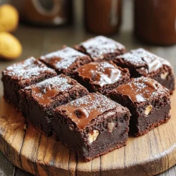 For the ultimate chocolate fudge brownies, you need some core ingredients. These ingredients create a rich and delicious treat. - 1 cup unsalted butter (2 sticks) - 2 cups granulated sugar - 1 cup packed light brown sugar - 4 large eggs - 1 tablespoon vanilla extract - 1 cup all-purpose flour - 1 cup unsweetened cocoa powder - 1 teaspoon baking powder - 1/2 teaspoon salt - 2 cups semi-sweet chocolate chips Butter gives the brownies their rich flavor and fudgy texture. Sugar adds sweetness and helps create a shiny crust. Eggs bind all the ingredients together, making the brownies moist. Vanilla extract adds depth to the flavor. Flour gives structure, while cocoa powder provides that intense chocolate taste. Baking powder helps the brownies rise slightly, but we want them dense. Lastly, chocolate chips add extra chocolate goodness. You can enhance your brownies with some optional add-ins. Here are a few ideas to make them even better: - 1/2 cup chopped walnuts (optional) Adding nuts gives a nice crunch and flavor contrast. You can also consider these options: - Sea salt on top for a sweet-salty kick - Caramel swirls for a gooey texture - Peanut butter swirls for a nutty flavor These additions can take your brownies from great to spectacular. Feel free to mix and match based on what you enjoy! For the complete recipe, check out the [Full Recipe]. 1. Preheat your oven to 350°F (175°C). This step is key for even baking. 2. Prepare your baking pan. Grease a 9x13 inch pan or line it with parchment paper. This helps with easy removal of brownies later. 3. Melt the butter. Use a medium saucepan over low heat to melt 1 cup of unsalted butter completely. This gives the brownies a rich texture. 4. Combine wet ingredients. Remove the butter from heat and let it cool slightly. In a large bowl, mix the melted butter, 2 cups of granulated sugar, and 1 cup of packed light brown sugar. Stir until well mixed. 5. Add eggs and vanilla. Crack 4 large eggs into the bowl one at a time. Make sure to whisk well after each egg. Finally, stir in 1 tablespoon of vanilla extract. 1. Sift dry ingredients. In a separate bowl, sift together 1 cup of all-purpose flour, 1 cup of unsweetened cocoa powder, 1 teaspoon of baking powder, and 1/2 teaspoon of salt. This helps avoid lumps. 2. Incorporate dry ingredients into wet. Gradually add the dry mixture to your wet ingredients. Stir until just combined. Be careful not to overmix. This keeps the brownies fudgy and soft. 3. Fold in extras. If you want extra flavor, fold in 2 cups of semi-sweet chocolate chips and 1/2 cup of chopped walnuts, if desired. This adds crunch and richness. 1. Pour and spread. Pour the brownie batter into your prepared baking pan and spread it evenly. 2. Bake. Place the pan in your preheated oven. Bake for 25-30 minutes. To check for doneness, insert a toothpick in the center. It should come out with a few moist crumbs, not wet batter. 3. Cool properly. After baking, remove the brownies from the oven. Let them cool in the pan for 15 minutes. Then, transfer them to a wire rack to cool completely before slicing. This cooling step is important for the best texture. You can find the full recipe for Ultimate Chocolate Fudge Brownies to ensure you get every detail right! To get the perfect brownie texture, you need to choose between fudgy and cakey. For fudgy brownies, use more fat and less flour. This gives you a chewy, dense treat. For cakey brownies, use more flour and add baking powder. This makes them light and airy. Make sure your ingredients are at room temperature. Cold eggs or butter can affect how they mix. If you melt your butter, let it cool slightly before adding it to the mix. This helps keep your brownies rich and moist. Using the right tools is key for great brownies. I recommend using a metal or glass 9x13 inch baking pan. Metal pans heat evenly, while glass lets you see the bottom. Always grease your pan or line it with parchment paper. This makes it easy to lift out the brownies. To check if your brownies are done, use a toothpick. Insert it into the center of the brownies. If it comes out with a few moist crumbs, they are ready. If it comes out wet, they need more time. For a beautiful presentation, cut your brownies into squares and arrange them on a platter. You can dust them with powdered sugar for a nice touch. Drizzle some chocolate sauce on top for extra flair. Brownies pair wonderfully with ice cream or coffee. A scoop of vanilla ice cream on top makes them even more decadent. You could also enjoy them with a cup of strong coffee to balance the sweetness. For the ultimate treat, try both! For the full recipe, check out the Ultimate Chocolate Fudge Brownies! {{image_2}} You can change the taste of your Ultimate Chocolate Fudge Brownies in fun ways. One idea is to add mint extract. This gives a fresh, cool flavor that pairs well with chocolate. You can also swirl in peanut butter for a rich, nutty taste. Just drop spoonfuls of peanut butter into the batter and swirl with a knife before baking. Switch up the chocolate you use, too. Try dark chocolate for a deeper flavor. White chocolate chips can add a sweet touch to your brownies. Mixing different types of chocolate creates a rich, layered taste that excites your palate. If you need gluten-free brownies, you can use almond flour or coconut flour instead of all-purpose flour. These flours give a nice texture without gluten. Just make sure to adjust the amount since these flours absorb more liquid. For vegan brownies, swap the eggs with flaxseed meal. Mix one tablespoon of flaxseed with three tablespoons of water. Let it sit for a few minutes until it thickens. You can replace the butter with coconut oil or vegan butter. This keeps your brownies rich and moist without any animal products. These variations allow you to enjoy brownies that suit your taste and dietary needs. Check the Full Recipe for more details! To keep your brownies fresh, store them properly. Place them in an airtight container. This helps to lock in moisture. You can also wrap them tightly in plastic wrap. Avoid letting them sit out too long, as they can dry out. For best results, store brownies at room temperature for up to four days. If you want to keep them longer, refrigeration is an option, but it may change the texture slightly. Freezing brownies is a great way to save some for later. First, let the brownies cool completely. Then, cut them into squares. Wrap each piece in plastic wrap. This helps keep the flavor and texture. Next, place the wrapped brownies in a freezer-safe bag or container. They can last up to three months in the freezer. When you are ready to enjoy them, simply take them out and thaw them at room temperature. For a warm treat, you can microwave them for a few seconds. This will bring back some of that fudgy goodness. You can use many things in place of eggs. Common substitutes include: - Applesauce: Use 1/4 cup for each egg. It adds moisture and sweetness. - Mashed banana: A ripe banana works well. Use 1/2 banana per egg. - Yogurt: Use 1/4 cup of plain yogurt for each egg. It keeps brownies soft. - Flaxseed meal: Mix 1 tablespoon of flaxseed with 2.5 tablespoons of water. Let it sit until it thickens. These substitutes change the texture. Applesauce and banana add moisture. Flaxseed gives a slight nuttiness. Choose based on your taste and what you have at home. Watch for these signs when baking brownies: - Edges pull away: The edges will look firm and pull from the pan. - Shiny top: The surface will have a glossy sheen. - Toothpick test: Insert a toothpick into the center. It should come out with a few moist crumbs, not wet batter. These signs help you catch the perfect bake. Overbaking will make them dry. Keep an eye on your brownies during the last few minutes. Yes, you can use cocoa powder as the main chocolate source. Cocoa gives a rich chocolate flavor, but balance is key. - Dry to wet ratio: Cocoa is dry, so you need enough wet ingredients. - Add extra fat: Consider using more butter or oil for moisture. This method can make a delicious brownie, but adjust your other ingredients. Too much cocoa can lead to a dry brownie. Aim for that perfect balance! For the full recipe, check out the Ultimate Chocolate Fudge Brownies. In this post, we covered all you need to make Ultimate Chocolate Fudge Brownies. You learned about essential ingredients, the mixing process, and baking tips. We explored variations and how to store your brownies for later. Remember, choose your flavors and store them well for the best taste. Enjoying brownies can bring joy, whether alone or with friends. Get baking today and share your delicious results! Your taste buds will thank you.
