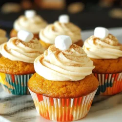 - 1 1/2 cups all-purpose flour - 1 cup granulated sugar - 1/2 cup packed brown sugar - 1 teaspoon baking powder - 1 teaspoon baking soda - 1 teaspoon ground cinnamon - 1/2 teaspoon ground nutmeg - 1/4 teaspoon ground ginger - 1/2 teaspoon salt - 1/2 cup unsalted butter, softened - 2 large eggs - 1 cup pumpkin puree - 1 teaspoon vanilla extract - 1/2 cup strong brewed coffee, cooled - 1/4 cup milk - Cream cheese frosting - Cinnamon sprinkle - Optional: mini marshmallows Each of these ingredients plays a key role in making the perfect Pumpkin Spice Latte Cupcakes. The all-purpose flour gives structure, while the sugars add sweetness. Baking powder and baking soda help the cupcakes rise and stay fluffy. Spices like cinnamon, nutmeg, and ginger bring that warm fall flavor. The salt balances the sweetness and enhances taste. For the wet ingredients, unsalted butter provides richness, while eggs add moisture and help with rising. Pumpkin puree is the star, offering flavor and a lovely color. Vanilla extract adds depth, and the brewed coffee enhances the cupcakes' flavor profile. Milk rounds out the batter, ensuring a soft texture. For toppings, cream cheese frosting brings a tangy sweetness. A sprinkle of cinnamon adds a nice touch. You can even add mini marshmallows for a fun twist. Check the [Full Recipe] for more details! - Preheat your oven to 350°F (175°C). - Line a muffin tin with cupcake liners. - In a large bowl, whisk together the dry ingredients. This includes the flour, granulated sugar, brown sugar, baking powder, baking soda, cinnamon, nutmeg, ginger, and salt. Make sure everything is well mixed. - In another bowl, cream the softened butter. It should be light and fluffy. Add the eggs, one by one. Mix well after each egg. - Next, mix in the pumpkin puree and vanilla extract. Stir until everything is combined. - Gradually add the dry mix to the wet mix. Alternate this with the cooled coffee and milk. Start and end with the dry mix. Mix until just combined; avoid overmixing. - Fill each cupcake liner about two-thirds full with the batter. - Bake for 18 to 20 minutes. Check doneness by inserting a toothpick into the center. It should come out clean. - Let the cupcakes cool in the tin for 5 minutes. Then, transfer them to a wire rack to cool completely. For the full recipe, refer to the ingredients section above. To get the best cupcakes, avoid overmixing your batter. Overmixing adds too much air, making your cupcakes dense. Mix until just combined for a fluffy texture. When you cream the butter, use a room temperature stick. Beat it well until it’s light and smooth. This step is key for a soft, airy cupcake. You can make these cupcakes your own by adjusting spices. Try adding more cinnamon or a pinch of cloves for warmth. If you want to use fresh pumpkin, it packs more flavor. Simply roast a pumpkin, scoop it out, and mash. If you choose canned pumpkin, look for 100% pumpkin without additives for the best taste. Frosting can be fun! Cream cheese frosting pairs well with these cupcakes. You can add a sprinkle of cinnamon on top for flair. For a festive look, place mini marshmallows on each cupcake. They add a cute touch and a hint of sweetness. Enjoy making these treats as much as eating them! {{image_2}} You can make your Pumpkin Spice Latte Cupcakes healthier. Try using whole wheat flour instead of all-purpose flour. This adds fiber and nutrients. You can also swap granulated sugar with a sugar substitute, like stevia or monk fruit sweetener. For a dairy-free option, use almond milk or oat milk. If you want an egg-free version, substitute eggs with applesauce or flaxseed meal mixed with water. To add extra flavor, consider mixing in chocolate chips or chopped nuts. Chocolate adds sweetness, while nuts give a nice crunch. You can also switch up the spices. Try cardamom or allspice for a unique twist. These changes can give your cupcakes a brand-new taste without losing that fall vibe. Cupcake cakes are a fun way to present these treats. Simply bake the batter in a round cake pan and frost it like a cake. Mini versions are great for parties, too. Bake smaller cupcakes and serve them on a colorful platter. Both options make your fall gathering feel special and festive. To keep your pumpkin spice latte cupcakes fresh, store them in an airtight container. Place a piece of wax paper between layers if stacking. This will help avoid sticking. Keep them at room temperature for up to three days. If you want to store them longer, freezing is a great option. To freeze cupcakes, wrap each one tightly in plastic wrap. Then, place them in a freezer-safe bag or container. They can last in the freezer for up to three months. When you are ready to enjoy them, just remove the cupcakes from the freezer and let them thaw at room temperature. If you want to reheat your pumpkin spice latte cupcakes, the oven is the best choice. Preheat your oven to 350°F (175°C). Place the cupcakes on a baking sheet and cover them with foil. Heat for about 10 minutes or until warm. This method helps keep the texture soft and the flavor rich. You can also use a microwave. Place a cupcake on a microwave-safe plate. Heat it in short bursts of 10-15 seconds. Check to see if it feels warm. This method is quick but may change the texture slightly, so keep an eye on it. Enjoy your delicious cupcakes warm! To make these cupcakes from scratch, start by gathering your ingredients. You will need flour, sugars, spices, butter, eggs, pumpkin puree, coffee, and milk. Mix the dry ingredients in one bowl. In another bowl, cream the butter and add the eggs. Then, mix in the pumpkin and vanilla. Combine both mixtures, adding coffee and milk. Fill your cupcake liners with the batter and bake at 350°F for 18-20 minutes. You can find the full recipe for detailed steps. Yes, you can use a box cake mix to save time. Choose a spice or vanilla cake mix. Add pumpkin puree and coffee to the mix for flavor. Adjust the liquid amounts according to the box instructions. This method gives you a quick and tasty option for pumpkin spice latte cupcakes. The best toppings for these cupcakes include cream cheese frosting. You can sprinkle cinnamon on top for added flavor. Mini marshmallows also make a fun and cute addition. Whipped cream can be used for a café-style touch. Feel free to get creative with your toppings! These cupcakes last for about 3-4 days when stored in an airtight container. Keep them in a cool, dry place. If you want to keep them longer, you can freeze them for up to 3 months. Just make sure to wrap them well to avoid freezer burn. Yes, you can make these cupcakes ahead of time. Bake them a day or two in advance and store them properly. You can also prepare the batter and refrigerate it for a day before baking. This gives you flexibility and makes serving easy for gatherings or special events. You learned how to make Pumpkin Spice Latte Cupcakes. We covered ingredients, tips, variations, and storage. Remember to mix the batter gently for the best texture. Feel free to customize flavors and toppings to your taste. Now you can impress your friends with delightful treats. Enjoy baking, and share your tasty creations!