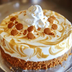 - 1 cup Biscoff cookie crumbs - 4 tablespoons unsalted butter, melted - 16 oz cream cheese, softened - 1 cup powdered sugar - 1 teaspoon vanilla extract - 1 cup heavy whipping cream - 1/2 cup Biscoff spread - Whipped cream for topping - Extra Biscoff cookies for garnish When making Biscoff cheesecake, the ingredients matter. Each one plays a key role in flavor and texture. - Alternatives for cream cheese: You can use mascarpone or a thick dairy-free cream cheese. Both will work well and keep your cheesecake creamy. - Vegan options for the crust: Swap unsalted butter for coconut oil or a vegan butter. Use vegan cookies to keep it plant-based. - Using gluten-free cookies: Look for gluten-free cookies that have a similar taste to Biscoff. They make a great base for the crust. These options help you customize the cheesecake to fit your needs. Whether you're vegan or gluten-free, you can enjoy this treat! For the full recipe, check out the Biscoff Bliss Cheesecake . To start, gather your ingredients. You need Biscoff cookie crumbs and melted butter. In a medium bowl, mix the crumbs with the butter. Stir until every crumb is coated. This step is key to a tasty crust. Next, take a 9-inch springform pan. Press the crumb mixture firmly into the bottom. Make sure it is even and packed tightly. This helps the crust hold together. Place the pan in the refrigerator. Let it chill while you prepare the filling. Now, let's make the filling. In a large bowl, add softened cream cheese. Use an electric mixer to beat it until smooth. This step is important for a creamy texture. Gradually, add the powdered sugar. Keep mixing until it is fully combined. Then, mix in the vanilla extract and Biscoff spread. This adds great flavor and makes it silky. In a separate bowl, whip the heavy cream. Beat it until stiff peaks form. This means it should hold its shape well. Now, gently fold the whipped cream into the cream cheese mixture. Be careful! You want to keep the air in the whipped cream. This gives the cheesecake a light texture. Once combined, pour the cheesecake filling over your chilled crust. Smooth the top with a spatula. Cover the pan and place it in the refrigerator. Chill for at least 4 hours, or overnight if you can wait. When it’s set, carefully remove the cheesecake from the springform pan. Top with whipped cream and sprinkle crushed Biscoff cookies on top. For the full recipe, check here: [Full Recipe]. Enjoy your delicious Biscoff cheesecake! To get the best Biscoff cheesecake, use room temperature ingredients. This helps everything mix well and makes your filling smooth. Cream cheese that is too cold can cause lumps. Always let your cream cheese sit out for about an hour before using it. Next, whip your cream carefully. Use a clean bowl and beaters for the best results. Whip the cream until it forms stiff peaks, but don’t overdo it. If you whip too much, it can turn grainy. Gently fold the whipped cream into the cream cheese mixture. This keeps the filling light and airy. For a lovely presentation, top your cheesecake with whipped cream. Use a piping bag to create swirls for a nice touch. You can also crush extra Biscoff cookies and sprinkle them on top. This adds texture and flavor. Drizzle warm Biscoff spread over the cheesecake for an appealing look. It creates a beautiful pattern and tastes great too. You can place whole Biscoff cookies around the edge of the cheesecake. This makes it look even more tempting. One common mistake is overmixing the batter. Once you fold the whipped cream in, stop mixing right away. Overmixing can make the cheesecake dense instead of creamy. Another mistake is not chilling long enough. Always chill your cheesecake for at least four hours. For the best results, chill it overnight. This helps the flavors meld together and improves the texture. Trust me, it’s worth the wait! {{image_2}} For a quick no-bake version, start with the same crust. Use 1 cup of Biscoff cookie crumbs and 4 tablespoons of melted unsalted butter. Press this mixture into the bottom of a 9-inch springform pan. For the filling, beat 16 oz of softened cream cheese with 1 cup of powdered sugar until smooth. Add 1 teaspoon of vanilla extract and 1/2 cup of Biscoff spread. Mix until well combined. Then, whip 1 cup of heavy cream until stiff peaks form. Gently fold the whipped cream into the cream cheese mixture. Spread the filling over the crust and chill for at least 4 hours. This method saves time while still delivering amazing taste. You can make mini Biscoff cheesecakes using muffin tins. Line each muffin cup with cupcake liners. Prepare the same crust as before and divide it among the cups. For the filling, simply follow the steps from the full recipe. Pour the filling over the crusts and smooth the tops. Chill them in the fridge for about 4 hours. These mini treats are perfect for parties or for a single serving. They also make great gifts! To create a vegan version, substitute the cream cheese with vegan cream cheese. Use coconut cream in place of heavy whipping cream. For the crust, check that your Biscoff cookies are dairy-free or replace them with vegan cookies. The rest of the process remains the same. This version keeps the rich flavor while being friendly for those avoiding animal products. Enjoy all the delight of Biscoff cheesecake without compromising your diet! To keep your Biscoff cheesecake fresh, refrigerate it right after serving. Use an airtight container or cover it well with plastic wrap. This method helps keep moisture in and prevents drying out. If you want to save leftovers, you can freeze slices. Wrap each slice in plastic wrap and place them in a freezer-safe bag. This way, you can enjoy it later! Stored in the fridge, your cheesecake lasts about 5 to 7 days. If frozen, it can stay good for up to 3 months. Always check for signs of spoilage before eating. If you see any discoloration or bad odor, it’s best to throw it out. Freshness is key! If you froze the cheesecake, thaw it in the fridge overnight for the best texture. Avoid the microwave as it can make it soggy. Instead, let it come to room temperature before serving. This way, you can enjoy every creamy bite just like fresh! Yes, you can use a store-bought cookie crust. This saves time and effort. Just make sure it fits a 9-inch springform pan. The Biscoff flavor will still shine through. The cheesecake needs at least 4 hours to set. For the best results, chill it overnight. This allows the flavors to meld and the texture to firm up nicely. If you can’t find Biscoff spread, use Nutella or cookie butter. Both options give a similar flavor profile. You can also try almond butter for a different taste. This cheesecake is not naturally gluten-free or vegan. However, you can adjust it easily. Use gluten-free cookies for the crust and vegan cream cheese for a dairy-free option. Absolutely! You can make this cheesecake a day or two in advance. It keeps well in the fridge. Just cover it tightly to keep it fresh. Check out the Full Recipe for detailed steps. This blog post covered how to make a delicious Biscoff cheesecake. You learned about the key ingredients, including cream cheese and Biscoff spread. I shared easy steps for making the crust and filling. Remember to avoid common mistakes, like overmixing. You can also explore variations to fit your taste or diet. Enjoy experimenting with this recipe and impressing your friends and family! Happy baking!