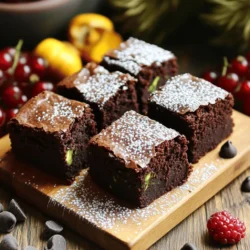 To make these brownies, you need: - 1 large zucchini (about 1 cup, grated) - 3/4 cup almond flour - 1/4 cup cocoa powder - 1/2 teaspoon baking soda - 1/4 teaspoon salt These main ingredients create a rich base. The zucchini adds moisture without making it soggy. Almond flour gives a nutty flavor and a soft texture. Cocoa powder provides that deep chocolate taste we love. For sweetness and binding, gather: - 1/2 cup honey or maple syrup - 1/4 cup unsweetened applesauce - 2 large eggs - 1 teaspoon vanilla extract Honey or maple syrup adds natural sweetness. Unsweetened applesauce keeps the brownies moist and rich. The eggs bind everything together while adding fluffiness. Vanilla extract enhances all the flavors, making them pop. If you want to elevate your brownies, consider adding: - 1/2 cup dark chocolate chips (for added richness) Dark chocolate chips make these brownies extra special. They melt into the batter, creating pockets of gooey chocolate. You can skip them, but I highly recommend including them for that decadent touch. For the full recipe, check out the guidelines provided above. - Preheat your oven to 350°F (175°C). Line an 8x8 inch baking pan with parchment paper. - Grate one large zucchini until you have about one cup. Use a clean towel to squeeze out the extra moisture. Set this aside. - In a mixing bowl, combine 3/4 cup almond flour, 1/4 cup cocoa powder, 1/2 teaspoon baking soda, and 1/4 teaspoon salt. Whisk until they blend well. - In another bowl, beat 1/2 cup honey or maple syrup, 1/4 cup unsweetened applesauce, 2 large eggs, and 1 teaspoon vanilla extract until smooth. - Fold the grated zucchini into the wet mixture gently until fully mixed. - Gradually mix the dry ingredients into the wet mixture. Stir carefully until just combined; don't overmix. - Pour the batter into the prepared pan. Smooth it out evenly with a spatula. - Bake in the preheated oven for 25-30 minutes. Check if a toothpick inserted in the center comes out clean. For the full recipe, including presentation tips and serving suggestions, refer to the complete guide. To get the best texture, you must drain the zucchini well. Start by grating the zucchini. Then, take a clean kitchen towel and squeeze the grated zucchini. This removes excess water and helps keep your brownies rich and moist. Do not skip this step, as too much moisture can make your brownies soggy. Using unsweetened applesauce is another key tip. It adds moisture while keeping the sugar content low. Applesauce also helps bind the ingredients and enhances the brownie’s softness. This is a great way to cut calories without losing flavor. When baking, knowing how to check for doneness is crucial. I recommend using a toothpick. Insert it into the center of the brownies. If it comes out clean, they are done. If there is wet batter, give them a few more minutes. Avoid overbaking to keep your brownies soft and chewy. Set a timer for 25 minutes and check them. If you bake too long, the brownies will dry out. Remember, they continue to cook a bit after you remove them from the oven. Cutting and serving your brownies can be fun. Try cutting them into small squares or rectangles for easy sharing. You can also use a sharp knife to create clean edges. For extra flair, garnish the brownies. Dust them with cocoa powder or powdered sugar. You can also add fresh berries on the side for color. These small touches make your brownies look professional and appetizing. For the full recipe, check out the complete guide on making Healthy Zucchini Brownies. {{image_2}} You can easily substitute almond flour in this recipe. If you need a gluten-free option, try using coconut flour. Use only half the amount of coconut flour, as it absorbs more moisture. You can also use oat flour, which gives a nice texture. Just make sure it's certified gluten-free. These options still keep your brownies rich and moist. If you want to lower the calories, consider using Stevia or monk fruit. These sweeteners are much sweeter than sugar, so use less. For example, if you normally use half a cup of honey, start with just a couple of tablespoons of Stevia. This change keeps the brownies sweet while reducing calories. To make your brownies even tastier, add spices. Cinnamon or nutmeg can bring out great flavors. You could also mix in nuts like walnuts or pecans for crunch. Dried fruits, like raisins or cranberries, work well too. They add a chewy texture that makes each bite exciting. To keep your brownies fresh, always store them in an airtight container. This prevents air from drying them out. If you want to stack them, place parchment paper between layers. This helps avoid sticking. You can store them at room temperature for up to 3 days. For longer freshness, keep them in the fridge for up to a week. If you want to save some brownies for later, freezing is a great option. First, let the brownies cool completely. Then, cut them into squares. Wrap each piece tightly in plastic wrap. Place the wrapped brownies in a freezer-safe bag or container. This keeps them from getting freezer burn. You can freeze them for up to 3 months. When you want to eat one, take it out and leave it at room temperature for about 30 minutes. To reheat your brownies, use the oven for best results. Preheat your oven to 350°F (175°C). Place the brownies on a baking sheet and cover them with foil. Heat for about 10 minutes. This keeps them moist. If you’re in a hurry, you can use the microwave. Heat a brownie for about 15-20 seconds. Be careful not to overheat, or it will dry out. Enjoy your rich and moist zucchini brownies! Yes, you can make these zucchini brownies vegan. Replace the eggs with flax eggs. To make a flax egg, mix 1 tablespoon of ground flaxseed with 2.5 tablespoons of water. Let it sit for 5 minutes until it thickens. For sweeteners, you can use maple syrup or agave nectar instead of honey. Both options will work well in this recipe. Each brownie has about 120 calories. This number can change based on the sweetener used and whether you add chocolate chips. The main ingredients, like zucchini and almond flour, help keep the calories low while adding nutrients. If you don't have almond flour, you can use oat flour or whole wheat flour. Oat flour will keep the brownies moist. Whole wheat flour adds fiber but may change the texture slightly. You can also use a gluten-free all-purpose flour if you prefer. To check if the brownies are done, insert a toothpick into the center. If it comes out clean or with a few moist crumbs, they are ready. If the toothpick has wet batter on it, bake for a few more minutes. Keep an eye on them to avoid overbaking. These zucchini brownies offer a tasty way to enjoy a healthier treat. We covered the essential ingredients, step-by-step prep, and creative variations to try. Don't forget the tips for moisture balance and proper storage. Each tweak can make these brownies just right for you. Get creative with your flavors and enjoy them fresh or stored for later. With these straightforward steps, you can bake a delicious batch that everyone will love. Enjoy this sweet treat while staying healthy!