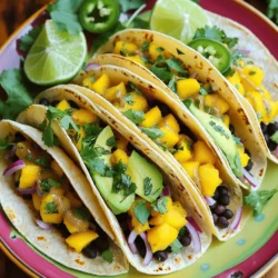 To make delicious mango pickle tacos, gather these fresh and vibrant ingredients: - 2 cups corn tortillas - 1 ripe mango, diced - 1/2 cup mango pickle (store-bought or homemade) - 1/2 cup black beans, rinsed and drained - 1 avocado, sliced - 1/4 cup red onion, finely chopped - 1 jalapeño, sliced (optional for heat) - 1/4 cup fresh cilantro, chopped - 1 tablespoon lime juice - Salt to taste These ingredients blend together to create a flavorful dish. The ripe mango adds sweetness, while the mango pickle gives a tangy kick. You can use fresh or store-bought mango pickle depending on your time and preference. The black beans provide protein and make the meal more filling. Fresh cilantro and lime juice brighten the flavors, making every bite refreshing. Enjoy preparing these tasty mango pickle tacos! For the full recipe, check out the complete instructions above. - First, dice the ripe mango into small pieces. - If your mango pickle has large chunks, chop it into smaller bits. - In a bowl, mix the black beans with the diced mango. - Add lime juice and a pinch of salt to the mix. - Heat corn tortillas in a skillet over medium heat. - Warm each side for about thirty seconds. - Check that the tortillas are pliable and soft. - Take a warm tortilla and place it on a plate. - Spoon some of the black bean and mango mixture into the center. - Top with sliced avocado, red onion, and jalapeño slices if you like heat. - Drizzle mango pickle over your tacos for a tangy kick. - Garnish with fresh cilantro to add color and flavor. Follow these steps from the full recipe to make your tacos shine! To make the best mango pickle tacos, choose ripe mangoes. Look for smooth skin and a sweet scent. The color should be vibrant and slightly soft to the touch. If you can't find ripe mangoes, you can use canned mango slices or even other fruits like peaches. They add a nice twist. Adjust the spice level to your taste. If you like it hot, add more jalapeños. You can also mix in chili powder for extra heat. Fresh herbs like cilantro or mint bring out the flavors too. They add a bright touch that makes the tacos pop. Warming tortillas is easy. Use a non-stick skillet on medium heat. Heat each tortilla for about 30 seconds on both sides. This makes them soft and easy to fold. For tortillas, corn is the best choice. They have a great flavor and texture. Flour tortillas can work too, but corn gives you that authentic taste. {{image_2}} For a vegetarian or vegan twist, you can swap black beans with chickpeas or lentils. Both options give good protein and texture. You can even try roasted sweet potatoes for a sweet and hearty touch. For toppings, load up on fresh veggies. Try shredded lettuce, diced tomatoes, or radishes. You can also add a dollop of vegan sour cream or cashew cream for a creamy finish. Want to mix it up? Add diced pineapple or mango salsa for a sweet twist. You can even use pickled red onions for a tangy kick. They add a nice crunch, too! For sauce, drizzle on some tahini or a spicy aioli. A squeeze of fresh lime juice can also brighten the flavors. Don't hesitate to experiment with different sauces to find your favorite. Using seasonal ingredients can make your tacos even better. In summer, add fresh corn or zucchini. In fall, roasted butternut squash can give a warm, cozy flavor. Tailor your toppings based on what's fresh. If avocados are in season, use them generously. If not, try some crunchy cabbage or fresh herbs like mint or basil for added flavor. For the full recipe, check the section above. To keep your tortillas fresh, store them in a zip-top bag. This will help them stay soft. You can also wrap them in a clean kitchen towel. For leftover mangoes, place them in an airtight container. If you have extra toppings, use small containers to keep them separate. - Zip-top bags for tortillas - Airtight containers for mango and toppings - Small glass jars for chopped onions and cilantro To reheat tortillas, warm them in a skillet. Heat them for about 15 seconds on each side. This method keeps them soft and tasty. If you have taco fillings, you can microwave them. Place them in a bowl and cover it with a damp paper towel. Heat in 30-second bursts until warm. - Use a non-stick skillet for even heating - Avoid overheating to keep them soft - Use the microwave for quick reheating - Stir halfway through for even heat You can store prepared tacos in the fridge for about 2 days. Make sure to cover them well. If you want to freeze taco fillings, place them in a freezer-safe container. This keeps them fresh for up to 3 months. - 2 days in the fridge - Use freezer-safe containers for fillings - Label with the date for easy use The best mango for tacos is ripe. Ripe mangoes are sweet and soft. They have a rich, juicy taste. Look for mangoes that yield slightly when you press them gently. Their skin should be vibrant and slightly wrinkled. Unripe mangoes are firm and tart. They can be crunchy but lack the sweet flavor you want. Choose ripe mangoes for the best taste in your tacos. Making homemade mango pickle is easy. Here’s a simple recipe to get you started: - Ingredients: - 2 cups raw mango, diced - 1/4 cup salt - 1 tablespoon mustard seeds - 1 teaspoon turmeric - 1 tablespoon chili powder - 1/4 cup vinegar Instructions: 1. Combine diced mango and salt in a bowl. 2. Let it sit for a few hours to draw out moisture. 3. Mix mustard seeds, turmeric, and chili powder. 4. Add vinegar and stir until combined. 5. Pour over the mango and mix well. 6. Store in a jar for at least a week before using. This pickle adds zing to your tacos. Yes, you can use other types of pickles! Try dill pickles for a sharp taste. Bread-and-butter pickles add sweetness. You can even use spicy pickles for heat. Each type brings a unique flavor to your tacos. Feel free to mix in different pickles for fun twists. Just remember, the goal is to have a tasty and tangy kick. Experiment with what you love! This blog post covered tasty mango tacos, from ingredients to variations. You learned how to prepare fresh mangoes and warm tortillas for ultimate flavor. Don't forget to use ripe mangoes for the best taste and adjust spice levels to suit your style. These tacos are easy to customize, so explore different toppings or pickles. Enjoy experimenting and creating your perfect taco meal. Tasty food brings joy, so gather your loved ones and share the fun!