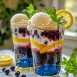 To make a tasty Blueberry Lemonade Float, you need fresh items. Gather these: - 1 cup fresh blueberries - 2 cups lemonade (homemade is best) - 1 cup vanilla ice cream - Zest of 1 lemon You can customize your float with fun extras. Here are some choices: - 1 tablespoon honey (for sweetness) - Fresh mint leaves (for garnish) Having the right tools makes cooking easier. Use these: - A small saucepan for the blueberry syrup - Serving glasses to show off the float - A spoon for mixing and serving - A zester for the lemon zest With these ingredients and tools, you're ready to create a refreshing Blueberry Lemonade Float. Check out the Full Recipe for more details and tips! To start, you need to make the blueberry syrup. Grab a small saucepan and place it on medium heat. Add 1 cup of fresh blueberries and 1 tablespoon of honey if you want it sweeter. Cook this mix for about 5 to 7 minutes. You will see the blueberries soften and release their juices. Stir gently as you go. Once it's done, remove it from heat and let it cool for a bit. This syrup will give your float a nice sweet burst. Now, it’s time to build your float! Take your serving glasses and divide the blueberry syrup evenly among them. Next, pour 2 cups of lemonade into each glass, filling them about three-quarters full. The lemonade should be light and tart for the best flavor. After that, add a generous scoop of vanilla ice cream on top of the lemonade in each glass. This scoop will float perfectly on the lemonade. For a stunning look, use clear glasses. You can see the pretty layers of blueberries, lemonade, and ice cream. To make it even prettier, add a lemon wheel on the rim of the glass. Finally, finish with fresh mint leaves and a sprinkle of lemon zest on top. This adds a nice touch and extra flavor. Serve right away with a straw or spoon. Enjoy your Blueberry Lemonade Float! For the complete method, check the Full Recipe. To make the best blueberry syrup, start with fresh blueberries. Cook them gently with honey in a small pot. Heat helps the berries burst and release their juices. Cook for about 5-7 minutes. Stir often to avoid burning. If you want a thicker syrup, cook it longer. Let it cool before using. This syrup adds great flavor to your float. Vanilla ice cream is classic, but you can try other flavors too. Lemon ice cream gives a bright taste. Blueberry ice cream keeps the theme going. Want something interesting? Think about using coconut or even mint chocolate chip. Each flavor adds a fun twist. Mix and match based on your mood or season. This drink works for many events. For a picnic, serve in mason jars. They are easy to carry. At a party, use clear glasses to show the layers. Add a lemon wheel on the rim for flair. For kids’ parties, use colorful straws. You can also make a large batch for family gatherings. Just keep the ice cream separate until serving. This way, everyone enjoys the float’s magic at its best. {{image_2}} You can make this float a bit more fun by adding alcohol. Use a light vodka or gin to keep the flavors bright. Mix one part of vodka with three parts of lemonade. Pour this mix over your blueberry syrup. Add the ice cream as usual. This twist turns your float into a refreshing summer cocktail. If you want a dairy-free version, switch the vanilla ice cream for coconut or almond milk ice cream. Both options give a nice creaminess without dairy. You can also use a dairy-free yogurt for a tangy twist. This keeps the float tasty while catering to those with dairy concerns. Feel free to change the blueberries to other fruits. Raspberries, strawberries, or blackberries work well. Each fruit brings a unique taste and color. For a tropical touch, try pineapple or mango. Just follow the same steps with your chosen fruit. This way, you can create a fun variety for any summer gathering. If you have extra blueberry syrup, store it in a clean jar. Make sure the jar is airtight. Keep it in the fridge for up to one week. This syrup is great on pancakes, waffles, or yogurt. You can also use it in other drinks. To keep ice cream fresh, store it in the back of the freezer. The back stays colder than the front. Keep the lid tightly closed to prevent ice crystals. Avoid leaving it out for too long at room temperature. Ice cream is best when it stays frozen until you serve it. To keep your float fresh, serve it right away. If you wait too long, the ice cream melts. This can make your lemonade watery. If you have leftovers, store the drink in the fridge without the ice cream. When you want to enjoy it again, add a scoop of ice cream. This keeps the float nice and tasty. For the full recipe, check the section above. Yes, you can use frozen blueberries. They work well in this recipe. Frozen blueberries may have a softer texture once cooked, but they still taste great. Just heat them as you would fresh ones. The syrup will still form nicely, giving your float a rich flavor. If you want to skip honey, try maple syrup or agave nectar. Both will add sweetness without changing the flavor too much. You can also use a sugar substitute if you prefer. Adjust the amount based on your taste. Making homemade lemonade is simple. Combine 1 cup of lemon juice, 1 cup of sugar, and 4 cups of water. Stir well until the sugar dissolves. Taste it to see if you need more sugar or lemon. You can add ice to chill it fast. Yes, this float is perfect for kids! It has a sweet taste and is fun to drink. The ice cream makes it a special treat. Just be sure to watch how much sugar you add. Kids will love the colorful layers and flavors. This blog post covers making a tasty Blueberry Lemonade Float. We talked about fresh ingredients, sweeteners, tools, and the steps for preparing the float. I shared tips for perfect syrup and fun serving ideas. You can also try different fruit or make it dairy-free. Keep this recipe on hand for hot days or special times. It's easy and fun to make. Enjoy this treat, and don't hesitate to play with flavors!