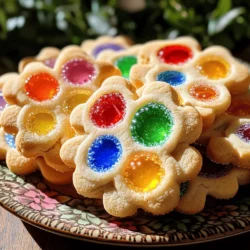 - 2 ¾ cups all-purpose flour - ½ teaspoon baking powder - ¼ teaspoon salt - 1 cup unsalted butter, softened - 1 cup granulated sugar - 1 large egg - 1 teaspoon vanilla extract - 1 cup crushed hard candy (various colors) - Colored sugar (for decoration, optional) To make easy stained glass cookies, start with simple ingredients. Each one plays a key role in the taste and look of the cookies. The all-purpose flour gives the cookies structure. Baking powder helps them rise, while salt enhances flavor. Butter adds richness, and sugar sweetens the dough. You need a large egg for binding. Vanilla extract brings a warm flavor that everyone loves. The crushed hard candy is the star for the stained glass effect. It melts to create that beautiful look. You can add colored sugar for extra sparkle if you like. You can find these ingredients in most local stores. Make sure to get the hard candy in different colors for a fun presentation. Using high-quality ingredients helps to create the best cookies. For the full recipe, check the [Full Recipe]. 1. Start by whisking together the dry ingredients. In a medium bowl, mix 2 ¾ cups all-purpose flour, ½ teaspoon baking powder, and ¼ teaspoon salt. This mix gives your cookies structure. 2. Next, cream the butter and sugar. In a large bowl, beat 1 cup of softened unsalted butter and 1 cup of granulated sugar. Use an electric mixer for about 2-3 minutes until it becomes light and fluffy. 3. Now, combine the wet and dry ingredients. Add 1 large egg and 1 teaspoon of vanilla extract to the butter mix. Mix until everything blends well. Gradually add the flour mixture, mixing until just combined. The dough may feel crumbly, and that's okay! 1. Chill the dough to make it easier to work with. Divide the dough into two parts and shape each into a disc. Wrap them in plastic wrap and refrigerate for at least 1 hour. This step helps the flavors develop. 2. Roll and cut out cookie shapes. Preheat your oven to 350°F (175°C) and line a baking sheet with parchment paper. On a floured surface, roll out one disc to about ¼-inch thickness. Use cookie cutters to cut out shapes. Make sure to press a small cutter in the center to create an opening for the stained glass effect. 3. Fill the cut-outs with crushed candy. Remove the center cut-out and fill it with 1 cup of crushed hard candy. Repeat this for all cookies. 1. Set the oven temperature. Make sure your oven is preheated to 350°F (175°C) before baking. 2. Bake the cookies. Place the cookies in the oven and bake for 8-10 minutes. Look for lightly golden edges and melted candy in the centers. 3. Cool the cookies after baking. Once out of the oven, let the cookies cool on the baking sheet for a few minutes. Then, transfer them to a wire rack to cool completely. This step keeps them from getting soggy. Enjoy making these colorful treats! You can find the full recipe [here]. To make stained glass cookies shine, choose the right hard candies. I like using clear candies like Jolly Ranchers or Life Savers. They melt beautifully and give a bright color. Avoid candies with too much color or flour coating. These can create a cloudy look. When filling the cut-outs, crush the candies into small pieces. This helps them melt evenly. Use a rolling pin or a heavy jar to crush them. Fill the center cut-out carefully, but don’t overfill. Leave a little space for the candy to expand. To keep your cookies soft, avoid overworking the dough. Mix just until the ingredients combine. If the dough feels crumbly, that’s okay! It will come together when you chill it. For a soft cookie center, keep an eye on baking time. Bake until the edges turn light golden, about 8-10 minutes. The center may look soft, but it will firm up as the cookies cool. Using colored sugar can add fun to your cookies. Sprinkle it on while they’re warm for a sparkly look. Choose colors that match your theme or occasion for added flair. To present your cookies as gifts, arrange them on a nice plate. You might wrap them in clear bags and tie with colorful ribbons. This not only looks great but also keeps them fresh! For the full recipe, check the link above. {{image_2}} You can change the flavor of your stained glass cookies easily. Adding extracts really makes a difference. Try using almond or lemon extract. Just one teaspoon will add great taste. You can also mix in spices like cinnamon or nutmeg. A dash of these spices will give your cookies a warm, cozy feel. While crushed hard candy shines in these cookies, you can use other fillings too. Chocolate chips add a rich twist. Mini marshmallows can bring a fun, chewy texture. You can even try different types of candies. Think about gummy bears or sour candies. Each one will give a unique look and taste. Cookie shapes can set the mood for any occasion. For holidays, use seasonal shapes like stars or hearts. For birthdays, try making custom cookie shapes like balloons or gifts. You can use any cookie cutter that fits your theme. The right shape can make your cookies even more special. For the full recipe, check out the [Full Recipe]. To keep your stained glass cookies fresh, use an airtight container. This will help keep moisture out and flavors in. Layer the cookies with parchment paper to avoid sticking. Store them at room temperature away from direct sunlight. This will help maintain their texture and color. You can freeze stained glass cookies for later. First, let them cool completely. Then, wrap each cookie in plastic wrap. Place the wrapped cookies in a freezer-safe bag. Squeeze out as much air as you can before sealing. To thaw, take the cookies out and let them sit at room temperature for about 30 minutes. This way, they will taste fresh and yummy. These cookies stay fresh for about one week at room temperature. After that, they may start to lose their charm. Watch for signs like a stale smell or a hard texture. If they feel soft or chewy, they are still good. Use your senses to decide if they are tasty or not. You can use margarine or coconut oil as a butter substitute in stained glass cookies. Both options will change the flavor slightly. Margarine gives a similar taste to butter. Coconut oil adds a hint of coconut flavor, which can be nice. If you use coconut oil, make sure it’s solid when you mix it. This helps your cookies hold their shape. Yes, you can prepare stained glass cookies ahead of time. Make the dough and chill it in the fridge for up to three days. When you’re ready, roll it out and cut your shapes. You can also bake the cookies and store them in an airtight container. They stay fresh for about a week. For longer storage, freeze the baked cookies. Just make sure to wrap them well to keep them from getting dry. For stained glass cookies, clear or light-colored hard candies work best. Brands like Jolly Rancher, Life Savers, and Werther's Originals are great choices. Their bright colors melt nicely and look beautiful. Crush the candies into small pieces. This helps them fill the center cut-outs well. Avoid using chocolate candies, as they do not melt clear. In this post, we explored how to make stained glass cookies. We discussed the ingredients needed, step-by-step instructions, and tips for great results. I shared variations to keep things fun and storage tips to keep cookies fresh. Remember, creativity makes cooking enjoyable. Don’t hesitate to try new flavors or shapes. You can create unique gifts for friends and family. Happy baking! Enjoy your delicious cookies!