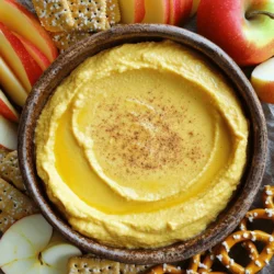 To make a delicious pumpkin cheesecake dip, you need a few key ingredients. Here is the list: - 8 oz cream cheese, softened - 1 cup pumpkin puree - 1/2 cup powdered sugar - 1 teaspoon vanilla extract - 1 teaspoon pumpkin pie spice - 1/2 teaspoon cinnamon - 1 cup whipped topping (Cool Whip or homemade) - Suggested dippers: graham crackers, apple slices, or pretzels Each ingredient plays a special role. The cream cheese gives the dip its rich texture. Pumpkin puree adds a smooth, sweet flavor. Powdered sugar brings sweetness without grittiness. Vanilla extract enhances the taste, while pumpkin pie spice and cinnamon add warmth and depth. The whipped topping makes the dip light and airy. Lastly, choose your dippers to enjoy the dip fully. This simple list helps you gather everything you need. For the full recipe, check out the details in the next section. 1. Beat the cream cheese in a bowl until it is smooth. 2. Mix in the pumpkin puree and powdered sugar. 3. Add vanilla extract, pumpkin pie spice, and cinnamon. Blend until fluffy. 4. Carefully fold in the whipped topping until it is fully combined. 1. Transfer the dip to a serving bowl. 2. For a nice touch, sprinkle extra pumpkin pie spice on top. 3. Serve with graham crackers, apple slices, or pretzels for dipping. This pumpkin cheesecake dip is a fun treat. You can find the full recipe above. Enjoy it at parties or cozy nights in! To get a creamy consistency, start with softened cream cheese. This step is key. If the cream cheese is cold, it will clump. Use a hand mixer for best results. Beat it until smooth. Then add your pumpkin puree and powdered sugar. Mix until fluffy and well blended. For chilling, cover the dip with plastic wrap. Place it in the fridge for at least one hour. This will help the flavors meld and the dip to set. If you can wait, chill it overnight for the best taste. Adjusting sweetness is easy. If you want it sweeter, add more powdered sugar. For less sweetness, cut back a bit. The spice level can also be changed. Add more pumpkin pie spice or cinnamon to suit your taste. Feel free to add toppings or mix-ins. Crushed graham crackers on top add crunch. Chopped nuts can give a nice texture. You can even swirl in some caramel or chocolate. These additions make the dip even more fun! {{image_2}} You can mix things up with your pumpkin cheesecake dip. One fun way is to make a chocolate pumpkin cheesecake dip. Just add cocoa powder to the mix. Start with 2 tablespoons of cocoa powder. This will give your dip a rich chocolate flavor. It pairs well with the pumpkin. You can use this twist for a special treat. If you follow a vegan diet, don’t worry! You can make a vegan pumpkin cheesecake dip too. Replace cream cheese with vegan cream cheese or cashew cream. Use maple syrup instead of powdered sugar for sweetness. This way, you can enjoy the dip without dairy. You can add more texture to your dip by putting in nuts or seeds. Chopped pecans or walnuts work great. They give a nice crunch and nutty flavor. You can also try sunflower seeds for a different taste. Just mix them in after folding in the whipped topping. Another way to change the flavor is by using different spices. Try adding nutmeg or ginger for a unique twist. You can also use a bit more cinnamon if you love that warm taste. Just remember to start with a small amount and adjust to your liking. These little changes can make your dip even more special. For the full recipe, check out the details above. To keep your pumpkin cheesecake dip fresh, store it in the fridge. Place it in an airtight container. This helps keep out moisture and air. You can also use a glass bowl with a tight lid. Leftovers stay good for about three to five days. Always check for any signs of spoilage before serving. You can freeze this dip, but it may change in texture. To freeze it, scoop the dip into a freezer-safe container. Leave some space at the top for expansion. Seal the container tightly to prevent freezer burn. When you want to use it, thaw it in the fridge overnight. Stir it well before serving to restore its creamy texture. Enjoy it chilled or at room temperature with your favorite dippers. How long does pumpkin cheesecake dip last in the fridge? Pumpkin cheesecake dip stays fresh for about 3 to 5 days in the fridge. Keep it in an airtight container. This helps maintain its creamy texture. If it starts to separate, just stir it well before serving. Can I prepare the dip in advance? Yes, you can prepare the dip a day ahead. Just store it in the fridge. This allows the flavors to blend nicely. When you’re ready to serve, give it a quick stir and add your dippers. What can I use instead of whipped topping? If you want to skip whipped topping, try using whipped cream. You can also use Greek yogurt for a tangy twist. Just keep the texture and sweetness in mind when switching ingredients. What are the best dippers for this dip? The best dippers are graham crackers, apple slices, or pretzels. Graham crackers add a sweet crunch. Apple slices give a fresh and juicy taste. Pretzels add a salty twist, which contrasts nicely with the dip. How can I make this dip more festive for holidays? To make the dip festive, add some fall-themed sprinkles on top. You can also use cinnamon sticks as dippers for a fun touch. Serve it in a pumpkin-shaped bowl for a seasonal look. This blog post shared essential ingredients, simple steps, and tips for making pumpkin cheesecake dip. You learned how to mix cream cheese and pumpkin puree with spices and whipped topping. We explored ways to enjoy this dip with graham crackers, apple slices, or pretzels. Additionally, I covered storage methods and tasty variations. Now, you have the tools to create a delicious treat all season long. Enjoy sharing this dip at your gatherings!