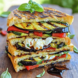 - Zucchini - Red bell pepper - Eggplant - Red onion - Ciabatta bread - Burrata cheese - Olive oil - Salt and pepper - Fresh basil leaves - Balsamic glaze - Calories: 500 - Protein: 18g - Carbs: 40g - Fats: 30g The ingredients in the Grilled Veggie Burrata Panini make it shine. Each veggie adds a unique flavor. Let’s break this down. First, the zucchini provides a soft and tender bite when grilled. It absorbs the smoky flavor well. The red bell pepper adds sweetness and color, making the dish pop. Then, there's the eggplant. It becomes creamy when cooked, adding richness. The red onion gives a slight sharpness, balancing out the flavors. Now, let's talk about the ciabatta bread. It is crusty outside and soft inside, perfect for grilling. When you bite into it, you get a nice crunch. And don’t forget the burrata cheese. This cheese is soft and creamy. It melts slightly, creating a gooey layer that ties everything together. For seasoning, we use olive oil to help the veggies grill nicely. Just a pinch of salt and pepper enhances their natural flavors. Adding fresh basil leaves gives a fragrant lift. Finally, drizzle with balsamic glaze for a sweet finish. This panini is not only tasty but also packs nutrition. With about 500 calories, it offers 18 grams of protein. You’ll also get 40 grams of carbs and 30 grams of fats. This balance makes it a filling meal. For the full recipe, check out the Full Recipe link. Enjoy cooking and savoring this fresh delight! First, we need to grill the veggies. Start by preheating your grill pan or outdoor grill over medium heat. In a large bowl, toss together the sliced zucchini, red bell pepper, eggplant, and red onion with olive oil, salt, and pepper. This will coat the veggies and help them grill nicely. Next, place the vegetables on the grill. Cook them for about 4-5 minutes on each side. You want them to be tender and have nice grill marks. This step is key for flavor and looks. Once done, remove them from the grill and set them aside. To get perfect grill marks, make sure your grill is hot enough before adding the veggies. If the heat is too low, the veggies will steam instead of grill. Avoid moving the veggies too much while they cook. Let them sit for a bit to form those beautiful lines. Now, it’s time to layer the ingredients. Take two slices of ciabatta bread. On each slice, evenly layer your grilled vegetables. Next, tear the burrata cheese into pieces and distribute it over the vegetables. Burrata adds a creamy and rich flavor. Don’t forget to add a handful of fresh basil leaves on top of the cheese. This adds freshness and aroma. Finally, place the other two slices of ciabatta on top to close the sandwiches. Let’s grill the panini for that crispy exterior. Lightly brush the outside of the sandwiches with olive oil. This helps achieve that golden-brown color. Place the paninis on the grill or use a panini press. Cook for about 3-4 minutes on each side. Keep an eye on the timing. You want perfect doneness, so check for a crispy crust. Once they are done, remove them from the heat. Slice the panini in half and drizzle with balsamic glaze before serving. For more details, check out the Full Recipe. Enjoy your flavorful and fresh Grilled Veggie Burrata Panini! Selecting fresh burrata is key. Look for burrata with a smooth outer layer and creamy inside. It should feel soft and springy. If you find burrata made the same day, grab it! Freshness matters for taste. When picking seasonal veggies, choose bright, firm produce. For this panini, zucchini, bell peppers, eggplant, and red onion work well. Visit local farmers' markets for the best picks. Seasonal veggies taste better and add nutrition. For perfect grill marks, heat your grill to medium-high. This helps achieve those nice lines. Make sure to preheat for at least 10 minutes before grilling. Common mistakes include overcrowding the grill. Give your veggies space to breathe. If you pile too many on, they won’t grill evenly. Also, avoid moving them too much. Let them sit until they get those lovely marks. Pair your panini with sides like mixed greens or chips. A fresh salad adds crunch and balance. You can also serve it with a side of balsamic glaze for dipping. For beverages, try a light white wine or sparkling water. Both go well with the fresh flavors of the panini. If you want something non-alcoholic, a lemon spritzer is refreshing. Feeling inspired? Check the Full Recipe for more details! {{image_2}} You can switch out the veggies for other tasty options. Adding spinach or arugula gives a fresh crunch. Both greens add color and flavor without overpowering the dish. Feel free to try different cheeses too. Instead of burrata, you might enjoy creamy goat cheese or sharp feta. Each choice makes the panini unique. Want to kick up the taste? Adding pesto or sun-dried tomatoes brings a burst of flavor. Both ingredients add richness and a hint of sweetness. You can also spice things up with chili flakes. Just a pinch can create a nice heat that balances the creaminess of the cheese. If you need a gluten-free choice, don't worry! You can use gluten-free bread for the panini. Look for options like almond flour bread or rice flour bread that work well. Another fun idea is to wrap your fillings in lettuce leaves. This gives you a fresh and crunchy bite without the carbs. To keep your grilled veggie burrata panini fresh, wrap it in foil or plastic wrap. Store it in the fridge within two hours of cooking. This method locks in flavors and moisture. Your panini will last for 1-2 days in the refrigerator. After that, the bread may get too soggy. When it's time to enjoy leftovers, I suggest using a skillet. Heat it over medium heat, then place the panini in it. Cook for 3-4 minutes on each side. This method keeps the outside crispy while warming the inside. Avoid the microwave; it makes the bread soggy and chewy. Yes, you can freeze the panini! Wrap it tightly in plastic wrap and then in foil. This helps prevent freezer burn. You can store it in the freezer for up to 3 months. When ready to eat, let it thaw overnight in the fridge before reheating. This keeps the flavors intact. Burrata cheese is a fresh Italian cheese. It has a soft outer shell made of mozzarella. Inside, it has a creamy, rich center. This makes it different from regular mozzarella, which is firmer and less creamy. Burrata melts beautifully when warm, adding a luxurious touch to any dish. You can enjoy burrata on its own or in salads and sandwiches. Yes, you can use other types of bread for your panini. If you can't find ciabatta, look for these options: - Focaccia - Sourdough - Whole grain bread - Baguette These breads will give you a nice crunch and absorb flavors well. Each type will add its unique taste to your grilled veggie burrata panini. You can tell your panini is done by checking a few signs: - The bread should be golden brown. - You should see grill marks on both sides. - The cheese should be oozy and slightly melted. If you see all these signs, your panini is ready to enjoy! For the best results, keep an eye on it while grilling. This blog post covered a delicious grilled vegetable panini. You learned about key ingredients like zucchini, red bell pepper, and burrata cheese. I shared the step-by-step process for preparing, assembling, and grilling your panini. You also found tips on selecting fresh ingredients and serving suggestions. In closing, enjoy creating your own veggie panini. Customize it with variations to make it yours. Share it with friends for a perfect meal. Happy grilling!