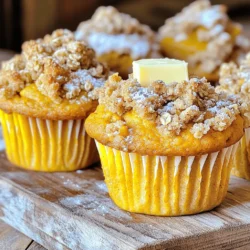 - 1 cup all-purpose flour - 1 cup whole wheat flour - 1 teaspoon baking powder - 1 teaspoon baking soda - 1 teaspoon ground cinnamon - 1/2 teaspoon ground nutmeg - 1/2 teaspoon salt - 1 cup canned pumpkin puree - 3/4 cup granulated sugar - 1/2 cup brown sugar, packed - 1/2 cup vegetable oil - 2 large eggs - 1 teaspoon vanilla extract The main ingredients for these muffins bring a lot of flavor. I use both all-purpose and whole wheat flour. This mix gives the muffins a nice texture and added nutrients. Baking powder and baking soda help the muffins rise. Spices like cinnamon and nutmeg add warmth and depth. Pumpkin puree is key here. It gives moisture and a rich flavor. The sugars blend well. Granulated and brown sugar make the muffins sweet and delicious. Eggs and oil help bind everything together. - 1/2 cup rolled oats - 1/3 cup brown sugar, packed - 1/4 cup all-purpose flour - 1 teaspoon ground cinnamon - 1/4 cup cold butter, cut into small cubes The streusel topping is what makes these muffins special. I use rolled oats for a crunchy texture. Brown sugar adds sweetness and richness. All-purpose flour gives structure to the topping. Cinnamon in the streusel gives a warm flavor that pairs well with pumpkin. Cold butter is essential. It creates that crumbly texture we love. You can find the full recipe for these delightful muffins to enjoy this fall. Preheating the Oven Start by preheating your oven to 350°F (175°C). This step is key. A hot oven helps the muffins rise well and bake evenly. Lining the Muffin Tin Next, line your muffin tin with muffin liners. This makes for easy clean-up. It also helps the muffins come out perfectly shaped. Whisking Flours and Leaveners In a large bowl, whisk together the all-purpose flour, whole wheat flour, baking powder, and baking soda. Mixing these dry ingredients well is important. It helps the muffins rise and gives them a light texture. Adding Spices and Salt Now, add ground cinnamon, nutmeg, and salt to the flour mixture. These spices bring warmth and flavor to your muffins. Stir until everything is well combined, and set this bowl aside. Mixing Pumpkin, Sugars, and Eggs In another bowl, mix the canned pumpkin puree, granulated sugar, brown sugar, vegetable oil, eggs, and vanilla extract. Blend these ingredients well. This mixture will keep your muffins moist and sweet. Combining with Dry Ingredients Slowly add the dry ingredients to the wet mixture. Stir gently until just combined. Be careful not to overmix. This keeps your muffins fluffy and light. Mixing the Topping Ingredients In a small bowl, combine rolled oats, brown sugar, all-purpose flour, and ground cinnamon. This mix adds a crunchy topping to your muffins. Crumbling the Butter into Mixture Add cold butter cut into small cubes to the topping mixture. Use a fork or your fingers to mix it. You want the mixture to be crumbly. This topping will give your muffins a nice texture. Filling Muffin Liners Fill each muffin liner about two-thirds full with the pumpkin batter. This allows room for the muffins to rise. Baking Time and Temperature Bake in the preheated oven for 18-20 minutes. Check for doneness by inserting a toothpick into the center of a muffin. If it comes out clean, they are ready! Cooling Time in the Muffin Tin Allow the muffins to cool in the tin for 5 minutes. This step helps them set and makes them easier to remove. Transferring to Wire Rack Carefully transfer the muffins to a wire rack to cool completely. This keeps them from getting soggy. For the full recipe, check the details provided earlier. Enjoy the lovely aroma filling your kitchen! Avoiding Overmixing Mixing too much can make muffins tough. Stir the wet and dry ingredients just until you see no dry flour. Lumps are okay! This will keep your muffins light and fluffy. Checking for Doneness To know when your muffins are done, use a toothpick. Insert it into the center of a muffin. If it comes out clean, they're ready! If there’s batter on it, bake for a few more minutes. Adding Nuts or Chocolate Chips For a fun twist, add nuts or chocolate chips. Chopped walnuts or pecans give crunch. Chocolate chips add sweetness. Mix in about half a cup for a tasty surprise in each bite. Adjusting Spices for Personal Preference Feel free to change the spices to match your taste. Add more cinnamon for warmth or a pinch of ginger for spice. Tailoring these flavors makes the muffins truly yours. Serving Suggestions Serve these muffins warm. A pat of butter on top melts into the muffin, adding richness. You can also enjoy them with coffee or tea for a cozy treat. Dusting Options For an extra touch, sprinkle powdered sugar on top. This makes them look fancy and adds sweetness. You can also use a light dusting of cinnamon for a lovely finish. Check out the Full Recipe for more details on making these delightful muffins! {{image_2}} To make gluten-free muffins, swap regular flour for gluten-free flour. Good options include almond flour or coconut flour. You might need to adjust the baking time. Gluten-free muffins often need a bit longer, so check for doneness at 20 minutes. For vegan muffins, replace eggs with flaxseed meal mixed with water. Use unsweetened applesauce or silken tofu as alternatives. Swap out dairy milk for plant-based milk, like almond or oat milk. For sweeteners, you can use maple syrup or agave nectar instead of sugar. Adding cranberries or diced apples gives your muffins a fun twist. These fruits add moisture and a burst of flavor. You can also try different spices, like ginger or cloves, for a unique taste. These variations keep your muffins exciting and fresh for every fall gathering. For the full recipe, check out the detailed steps provided earlier. To keep your Pumpkin Streusel Muffins fresh, follow these tips. First, let the muffins cool completely. Warm muffins can create moisture, leading to sogginess. Store them in an airtight container at room temperature. This keeps them soft and tasty. If you want to stack the muffins, place parchment paper between layers. For storage containers, use either a plastic container or a resealable bag. Both options work well. Make sure they close tightly to keep air out. Want to save some muffins for later? Freezing them is easy. First, wrap each muffin tightly in plastic wrap. This step prevents freezer burn. Then, place the wrapped muffins in a zip-top freezer bag. Remove as much air as possible before sealing. When you're ready to enjoy, thaw the muffins at room temperature for a few hours. For a quicker option, you can use the microwave. Heat on low power for 15-20 seconds to warm them up. At room temperature, these muffins last about 3-4 days. Keep an eye out for signs of spoilage. If you see mold or the muffins smell off, it’s best to toss them. Enjoying them fresh is always the best way! To make your muffins moist, you can add applesauce or yogurt. These ingredients add moisture without changing the flavor much. Another tip is to adjust your baking time. If the muffins bake too long, they can dry out. Check them a few minutes early. A toothpick should come out clean but not dry. Yes, you can use butternut squash puree instead of pumpkin puree. Sweet potato puree is another good choice. If you want a lighter option, consider using unsweetened applesauce. Just keep in mind that each substitute may change the taste a bit. These muffins pair well with warm drinks like coffee or chai tea. You can also serve them with a side of cream cheese spread. For a cozy breakfast, enjoy them with scrambled eggs or a fruit salad. They are great for brunch too! Pumpkin streusel muffins can last up to 3 days at room temperature. Store them in an airtight container to keep them fresh. If you want to keep them longer, freeze them. They can last up to 3 months in the freezer. Just thaw them at room temperature when you're ready to enjoy! In this blog post, we covered how to make delicious pumpkin streusel muffins. We discussed the key ingredients, step-by-step instructions, and tips for perfect results. Variations like gluten-free and vegan options let everyone enjoy these treats. I shared storage info to keep your muffins fresh and answered common questions. Now, you have all the tools to bake tasty muffins. Enjoy experimenting and sharing these warm treats with others!