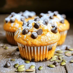 - 1 cup pumpkin puree - 1/2 cup cream cheese, softened - 1/2 cup granulated sugar - 1/2 cup brown sugar, packed - 2 large eggs - 1 teaspoon vanilla extract - 1/2 cup vegetable oil - 1 1/2 cups all-purpose flour - 1 teaspoon baking powder - 1 teaspoon baking soda - 1 teaspoon ground cinnamon - 1/2 teaspoon nutmeg - 1/2 teaspoon salt - 1 cup semi-sweet chocolate chips - Optional: Pumpkin seeds for topping These ingredients blend to create a tasty muffin. Pumpkin puree gives moisture and flavor. Cream cheese adds a rich, smooth texture. The sugars sweeten the mix and help it rise. Eggs bind everything together while adding fluffiness. Vegetable oil keeps the muffins moist. Flour forms the base and gives structure. Baking powder and baking soda help them rise. Cinnamon and nutmeg bring warmth and spice. Salt enhances all the flavors. Finally, chocolate chips provide a sweet surprise in every bite. You can even sprinkle pumpkin seeds on top for added crunch. For the full recipe, check out [Full Recipe]. - Muffin tin - Mixing bowls - Whisk and spatula - Measuring cups and spoons Having the right tools makes baking easier. A muffin tin shapes the muffins perfectly. Mixing bowls help you blend wet and dry ingredients separately. A whisk and spatula are essential for a smooth batter. Measuring cups and spoons ensure you use the right amounts. With these ingredients and tools, you’re ready to create delicious chocolate chip pumpkin cream cheese muffins. - Preheat oven to 350°F (175°C). - Prepare your muffin tin with liners. - In a large bowl, combine the wet ingredients: - 1 cup pumpkin puree - 1/2 cup cream cheese, softened - 1/2 cup granulated sugar - 1/2 cup brown sugar, packed - 2 large eggs - 1 teaspoon vanilla extract - 1/2 cup vegetable oil Mix until smooth and creamy. - In another bowl, whisk together the dry ingredients: - 1 1/2 cups all-purpose flour - 1 teaspoon baking powder - 1 teaspoon baking soda - 1 teaspoon ground cinnamon - 1/2 teaspoon nutmeg - 1/2 teaspoon salt - Fold the dry ingredients into the wet mixture. - Add in 1 cup semi-sweet chocolate chips. Mix gently until combined. - Scoop the batter into the prepared muffin tin, filling each cup about two-thirds full. - Bake for 18-20 minutes. Check with a toothpick for doneness. - Cool in the pan for 5 minutes before moving them to a wire rack. You can follow this method for the full recipe. Enjoy the rich blend of flavors as you bake! To make the best chocolate chip pumpkin cream cheese muffins, avoid overmixing the batter. When you mix too much, the muffins can turn tough. Stir just until you see no dry flour. This keeps the muffins light and fluffy. To test for doneness, use a toothpick. Insert it into the center of a muffin. If it comes out clean, the muffins are ready. If there’s batter on it, bake for a couple more minutes. There are many options for flavor variations. You can add nuts like walnuts or pecans for extra crunch. You can also throw in dried fruits like cranberries. They pair well with pumpkin and chocolate. Using fresh spices makes a big difference, too. Freshly grated nutmeg or cinnamon gives a stronger flavor than pre-ground spices. Try to use them for a richer taste. Serve your muffins warm with a light dusting of powdered sugar. A dollop of whipped cream on the side makes them extra special. For gatherings, get creative! You can arrange them on a pretty plate. Consider pairing them with a warm drink like apple cider or hot chocolate. These ideas make your muffins a hit! {{image_2}} You can make this recipe fit your needs. For a dairy-free option, use vegan cream cheese. This swap keeps the muffins creamy without the dairy. If you want less sugar, try using honey or maple syrup. These natural sweeteners add flavor and moisture, making the muffins just as tasty. Want to boost the taste? Add chopped nuts or seeds for a nice crunch. Walnuts or pecans work great. You can also mix in seasonal spices like ginger or cloves. These spices bring out the pumpkin flavor and add warmth to each bite. If you need gluten-free muffins, use a gluten-free flour blend. This swap keeps the texture light and fluffy. For a vegan version, replace eggs with flax eggs. Mix one tablespoon of ground flaxseed with three tablespoons of water, and let it sit for a few minutes. This mixture works well to bind the ingredients together. Explore these variations to make the muffins your own. For the full recipe, check out the above section. To keep your chocolate chip pumpkin cream cheese muffins fresh, store them in an airtight container. This will prevent them from drying out. Place a piece of wax paper between layers to keep the muffins fluffy. If you want to keep them longer, you can freeze them. Just wrap each muffin in plastic wrap, then place them in a freezer bag. They will stay good for up to three months. When you are ready to enjoy your muffins again, reheating is easy. You can use a microwave for quick warming. Heat each muffin for about 15-20 seconds. If you want a crispier texture, use an oven. Preheat the oven to 350°F (175°C) and bake the muffins for about 5-10 minutes. This will help maintain their soft, moist texture. Enjoy them warm for the best taste! Can I use fresh pumpkin instead of canned? Yes, you can use fresh pumpkin. Cook and puree the pumpkin first. This gives a fresh taste. Make sure it’s not too watery, or it can change the muffin texture. How do I know when the muffins are done baking? Check the muffins with a toothpick. Insert it into the center. If it comes out clean, your muffins are done. They should also look puffed and golden brown. What is the best way to frost or glaze these muffins? For a simple glaze, mix powdered sugar with a little milk. Drizzle it over cooled muffins. You can also use cream cheese frosting for extra richness. Why are my muffins dense or dry? Dense muffins may come from overmixing the batter or too much flour. Always measure flour correctly. Dry muffins can result from overbaking or not enough moisture. How can I achieve a dome shape in muffins? To get that dome shape, fill each muffin cup more than usual. Use an ice cream scoop for even portions. A hot oven also helps create that rise. What goes well with pumpkin muffins? Pair these muffins with a warm drink. Think coffee, tea, or apple cider. They also taste great with butter or cream cheese spread. Can these be served as breakfast or dessert? Yes, these muffins are perfect for both! Enjoy them for breakfast with fruit or as a dessert with ice cream. They fit any time of day. You’ve learned how to make tasty chocolate chip pumpkin muffins with easy steps. From gathering ingredients to baking, following these directions will help you succeed. Remember, not overmixing is key for great texture. Feel free to explore ingredient variations to match your taste. This simple recipe is perfect for any gathering or a cozy treat at home. Enjoy your muffins warm or share them with friends! Happy baking!