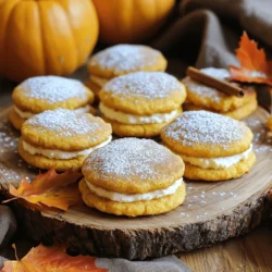 To make the perfect pumpkin cheesecake cookies, gather these key ingredients. Each one plays a vital role in creating that delightful blend of pumpkin and cheesecake flavors. - 1 cup all-purpose flour - 1/2 teaspoon baking soda - 1/2 teaspoon baking powder - 1/4 teaspoon salt - 1 teaspoon ground cinnamon - 1/2 teaspoon ground nutmeg - 1/4 teaspoon ground ginger - 1/2 cup unsalted butter, softened - 1/2 cup granulated sugar - 1/4 cup brown sugar, packed - 1 large egg - 1 teaspoon vanilla extract - 1/2 cup pure pumpkin puree - 1/2 cup cream cheese, softened - 1/4 cup powdered sugar - 1 teaspoon vanilla extract (for the filling) - Optional: 1/2 cup chocolate chips or chopped nuts for added crunch These ingredients come together to create a cookie that is rich and creamy. The spices bring warmth and flavor, while the pumpkin provides moisture. The cream cheese filling adds that cheesecake goodness we all crave. For the full recipe, check out the details on how to mix and bake these delicious treats! 1. Preparing the dough and cheesecake filling Start by mixing the dry ingredients. In a medium bowl, whisk together the flour, baking soda, baking powder, salt, cinnamon, nutmeg, and ginger. Set this aside. In a large mixing bowl, beat the softened butter with granulated sugar and brown sugar. Mix until it becomes creamy and smooth. Then, add the egg and vanilla extract. Stir in the pumpkin puree until everything blends well. 2. Creating the cookie shape with filling Gradually add the dry mix to the wet mixture. Stir until just combined. If you like, fold in chocolate chips or nuts now. In a small bowl, mix cream cheese, powdered sugar, and vanilla extract for the filling. Scoop a tablespoon of dough onto the baking sheet. Use your thumb to make a small dip in the center. Fill each dip with a teaspoon of cream cheese mixture. Top it off with another tablespoon of dough. 3. Baking and cooling the cookies Preheat your oven to 350°F (175°C). Bake the cookies for 12-15 minutes, or until they turn light golden brown. Once baked, let them cool on the sheet for 5 minutes. Then, move them to a wire rack to cool completely. - Recommended temperature for perfect cookies Bake your cookies at 350°F (175°C). This temperature helps the cookies cook evenly without burning. - How to check for doneness Look for a light golden brown color on the edges. If they feel firm yet soft to the touch, they are done. If uncertain, you can check the bottom of a cookie; it should be golden too. Remember to check out the Full Recipe for all the details! To prevent cookies from spreading, chill your dough for at least 30 minutes before baking. This helps the butter firm up. Another tip is to use a cookie scoop for even portions. This keeps your cookies uniform in size. For the perfect texture, mix your dough just until combined. Overmixing can make cookies tough. If you want softer cookies, take them out of the oven just before they are fully set. They will continue to cook on the pan. For special occasions, serve your cookies on a festive platter. You can dust them with powdered sugar for a sweet touch. A sprinkle of cinnamon adds a nice autumn flavor and makes them look appealing. For added flavor, consider topping the cookies with a dollop of whipped cream or a drizzle of caramel sauce. You can also use chocolate chips or nuts in the dough for extra crunch. These toppings make your cookies even more irresistible. For the full recipe, check out the Pumpkin Cheesecake Cookies section! {{image_2}} You can give your pumpkin cheesecake cookies a twist. Try adding spices like allspice or cloves for more warmth. A dash of vanilla bean extract can also bring out the pumpkin flavor. If you want a sweet surprise, mix in chocolate chips or chopped nuts. These additions add crunch and richness. They can change the whole cookie experience, making each bite unique. If you want a different taste, consider cream cheese replacements. Mascarpone cheese works well, giving a creamy texture. You can also try flavored icing. A maple or caramel icing can make the cookies stand out. For a chocolate lover's delight, drizzle melted chocolate ganache on top after baking. Each option offers a new way to enjoy these cookies. The full recipe provides all the steps to create these delicious variations, so don’t hesitate to explore! To keep your pumpkin cheesecake cookies fresh, use an airtight container. A glass or plastic container works well. Line the bottom with parchment paper to absorb moisture. Store cookies at room temperature for up to five days. If you want them to last longer, refrigerate them. Just be sure to keep them covered. To freeze your cookies, let them cool completely first. Then, place them in a single layer on a baking sheet. This step prevents them from sticking together. Freeze for about two hours. After that, transfer cookies to a freezer-safe bag. Squeeze out excess air and seal the bag tightly. They can stay in the freezer for up to three months. When you’re ready to enjoy them, take out the number of cookies you want. Let them thaw on the counter for about 30 minutes. If you want them warm, pop them in the oven for a few minutes. Enjoy your delicious pumpkin cheesecake cookies! For the full recipe, check back to ensure you don’t miss a step. Can I use fresh pumpkin instead of canned puree? Yes, you can use fresh pumpkin. Just cook and puree it first. Make sure to remove excess water. This will help your cookies stay fluffy and moist. How to make pumpkin cheesecake cookies gluten-free? To make them gluten-free, swap all-purpose flour for a gluten-free blend. Look for blends that work well for baking. They will help your cookies hold their shape. Are these cookies suitable for freezing? Yes, these cookies freeze well. Once baked and cooled, place them in an airtight container. They will last up to three months in the freezer. What to do if cookies turn out flat? If your cookies are flat, check if you used enough flour. Also, make sure the butter is softened, not melted. Chilling the dough for 30 minutes can help, too. How to fix overcooked cookies? If cookies are overcooked, they might be dry. You can try adding a small amount of frosting or cream to moisten them. Another option is to use them in a dessert trifle. Just layer them with whipped cream and pumpkin puree for a tasty treat. This blog covered everything you need for delicious pumpkin cheesecake cookies. We explored the key ingredients, steps to prepare and bake, and even tips for perfect texture and presentation. We discussed fun variations to make your cookies unique and how to store them to keep them fresh. Baking these cookies brings joy and flavor to your kitchen. Use these tips to impress your friends and family with your tasty treats. Enjoy the process and have fun experimenting!