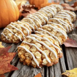 For these tasty cookies, you will need: - 1 cup canned pumpkin puree - 1/2 cup brown sugar - 1/4 cup granulated sugar - 1/2 cup unsalted butter, softened - 1 large egg - 1 teaspoon vanilla extract - 1 1/2 cups rolled oats - 1 cup all-purpose flour - 1 teaspoon baking soda - 1 teaspoon baking powder - 1 teaspoon ground cinnamon - 1/2 teaspoon nutmeg - 1/2 teaspoon ginger - 1/4 teaspoon salt These ingredients mix well to create a soft, chewy texture. To make the sweet icing, gather: - 1 cup powdered sugar - 2 tablespoons milk - 1/4 teaspoon vanilla extract This icing adds a nice touch of sweetness and a lovely shine. You might not have all the ingredients. Here are some swaps: - Use coconut oil instead of butter. - Swap brown sugar for white sugar if needed. - You can use gluten-free flour for a gluten-free option. - Applesauce can replace the egg for a vegan twist. These options help you adapt the recipe to what you have at home. For the full recipe, check out the details above. Start by preheating your oven to 350°F (175°C). Line a baking sheet with parchment paper. In a large bowl, cream the softened butter, brown sugar, and granulated sugar. Mix until it feels light and fluffy. This step makes your cookies soft. Next, add the canned pumpkin puree, one egg, and vanilla extract. Stir until everything is smooth and combined. In another bowl, whisk together rolled oats, all-purpose flour, baking soda, baking powder, cinnamon, nutmeg, ginger, and salt. Mix them well. Now, slowly add the dry mixture to the wet mixture. Stir just until everything is combined. Don’t overmix; this keeps the cookies tender. Use a cookie scoop or spoon to drop tablespoon-sized amounts of dough onto the baking sheet. Make sure to leave space between each cookie, so they have room to spread. Place the baking sheet in the preheated oven. Bake for 12 to 15 minutes. Look for light golden edges and set centers. If the cookies look too soft, give them a minute more. They will harden as they cool. Once baked, take them out and let them cool for a few minutes on the baking sheet. Then, transfer them to a wire rack to cool completely. While the cookies cool, prepare the icing. In a small bowl, whisk together the powdered sugar, milk, and vanilla extract. Mix until it is smooth and drizzle-able. If it feels too thick, add a bit more milk. Once your cookies are cool, drizzle the icing over the top. This adds a sweet touch to your pumpkin and oatmeal cookies. For the full recipe, refer to the earlier section. Enjoy these treats! To make your cookies soft and chewy, use the right amount of pumpkin. Too much can make them too wet. For best results, measure your pumpkin puree carefully. Also, avoid overmixing the dough. Mix until just combined to keep the cookies light. For a little crunch, try adding rolled oats. They add a nice texture that pairs well with the pumpkin flavor. Store your cookies in an airtight container. This keeps them fresh for days. If you want to save some for later, freeze them. Just wrap each cookie in plastic wrap before placing them in a freezer bag. They can last up to three months in the freezer. When ready to eat, let them thaw at room temperature. These cookies shine with a drizzle of icing. Serve them warm or at room temperature. Pair them with a warm cup of tea or coffee. You can also add a scoop of vanilla ice cream on top for a special treat. For a festive touch, sprinkle some cinnamon on the icing. This adds extra flavor and makes them look beautiful. Enjoy making these delightful cookies with the full recipe! {{image_2}} You can make your cookies even tastier by adding chocolate chips or nuts. I love using semi-sweet chocolate chips. Just mix in about 1 cup when you combine your dry ingredients. If you prefer nuts, try walnuts or pecans. Chop them into small pieces. Add about 1/2 cup to the dough. This gives the cookies a nice crunch and rich flavor. If you need gluten-free cookies, use gluten-free flour. Substitute the all-purpose flour with a cup of your favorite gluten-free blend. You can also use almond flour, but it may change the texture slightly. Make sure your oats are certified gluten-free as well. This way, you can enjoy these cookies without worry. You can spice up your cookies to match your taste. Add more cinnamon for warmth. If you like a kick, try adding a pinch of cayenne pepper. For a sweeter touch, mix in some allspice or cardamom. Experiment with different spices to find your perfect blend. Each change can create a unique flavor that keeps you coming back for more. For the full recipe, check out the recipe details earlier in the article. You can store these cookies at room temperature. Place them in an airtight container. They stay fresh for up to five days. Keep them away from direct sunlight or heat. This helps maintain their soft texture and flavor. For longer storage, you can refrigerate these cookies. They will last about a week in the fridge. If you want to save them longer, freeze the cookies. Wrap each one in plastic wrap. Place them in a freezer-safe bag. They can last up to three months in the freezer. To enjoy, just thaw them at room temperature or heat them in the oven. Reheating cookies is easy. Preheat your oven to 300°F (150°C). Place the cookies on a baking sheet. Heat them for about 5 to 10 minutes. This warms them up and keeps them soft. You can also use a microwave. Heat for about 10-15 seconds. Enjoy your warm cookies with icing again! For a complete guide, check out the Full Recipe. Yes, you can use fresh pumpkin. Just make sure to cook and puree it first. Fresh pumpkin adds a nice flavor. You should drain any excess water to keep the cookies from getting too wet. This can help your cookies stay soft and chewy. These cookies can stay fresh for about five days at room temperature. Keep them in an airtight container. If you want them to last longer, refrigerate them for up to a week. You can also freeze them for up to three months. Just thaw them before you eat. The best way to decorate these cookies is with icing. Drizzle the icing over the cooled cookies for a nice look. Use a spoon or a piping bag for better control. You can also sprinkle some cinnamon or chopped nuts on top for added flair. This makes each cookie unique and fun! For the full recipe, check the section above. In this post, we explored how to make delicious pumpkin and oatmeal cookies. We discussed key ingredients, simple steps for baking, and tips to get the best texture. You learned about tasty variations and the best ways to store your cookies. Remember, using fresh pumpkin can add flavor, and serving them warm enhances the taste. Try these ideas and enjoy your baking adventure. You'll impress your friends and family with these treats!