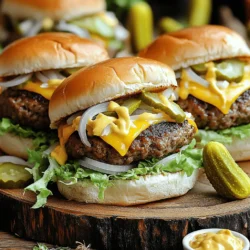 - 1 lb ground beef - 1 tablespoon onion powder - 1 tablespoon garlic powder - Salt and pepper, to taste - 8 slider buns - 4 slices American cheese, halved - 1 cup shredded lettuce - 1 small onion, finely chopped - 8 dill pickle slices - ½ cup mayonnaise - 2 tablespoons ketchup - 2 tablespoons yellow mustard - 1 tablespoon sweet pickle relish To create these Copycat Big Mac Sliders, gather all your ingredients first. The ground beef serves as the base. I suggest using good quality beef for the best flavor. The onion and garlic powders add a savory kick. You can adjust the salt and pepper to your taste. Next, the toppings bring it all together. The American cheese melts perfectly on the warm patties. Shredded lettuce adds crunch, while chopped onions give a fresh bite. Don’t forget the dill pickles; they add that signature zing. Finally, let’s make the special sauce. This creamy mix of mayonnaise, ketchup, mustard, and relish is what gives these sliders their classic taste. It is easy to make and adds a burst of flavor to every bite. For the Full Recipe, check the details above and get ready to enjoy a homemade treat! First, preheat your oven to 350°F (175°C). Lightly grease a baking dish. In a mixing bowl, combine 1 lb ground beef, 1 tablespoon onion powder, 1 tablespoon garlic powder, and salt and pepper to taste. Mix everything well. Shape this mixture into small patties, about the size of your slider buns. Next, place the patties in the prepared baking dish. Bake them in the oven for about 15 to 20 minutes. You want them cooked through, and the juices should run clear. While the patties are baking, it’s time to make the special sauce. In a separate bowl, combine ½ cup mayonnaise, 2 tablespoons ketchup, 2 tablespoons yellow mustard, and 1 tablespoon sweet pickle relish. Mix until smooth. Once the patties are ready, layer them on the bottom half of the slider buns. Add half a slice of American cheese on each patty. Then, spread a generous amount of the special sauce over the cheese. Top with shredded lettuce, chopped onions, and a pickle slice. Now, place the top half of the buns on the sliders. For extra flavor, you can brush the tops with melted butter. Return the assembled sliders to the oven for about 5 minutes. This will warm the buns and slightly toast them. When done, cut them into individual sliders. You can find more details in the Full Recipe. To get the best flavor in your sliders, pay attention to your beef. Use 80/20 ground beef for the right fat balance. This mix gives juiciness and flavor. Season your beef well. Add about one tablespoon of onion powder and garlic powder each. Don’t forget to add salt and pepper to taste. When it comes to cheese, American cheese works best. It melts nicely and adds that creamy texture. For a twist, you can try cheddar or pepper jack for a kick. To keep your sliders juicy, do not overcook the patties. Bake them at 350°F for just 15-20 minutes. Check for clear juices to ensure they are done. Juicy patties are key to great sliders. The special sauce is also important for moisture. It combines mayonnaise, ketchup, mustard, and sweet pickle relish. This sauce adds creaminess and flavor. Make sure to add plenty of it to each slider for the best taste. For a great presentation, serve your sliders on a colorful platter. Add extra special sauce in a small bowl for dipping. This adds flair and lets everyone enjoy the sauce more. Pair your sliders with classic sides like fries or onion rings. A refreshing drink like lemonade or soda works well too. You can also add a side salad for a healthier touch. {{image_2}} If you want a lighter twist on my Copycat Big Mac Sliders, try these swaps: - Turkey or Plant-Based Patties: You can use turkey instead of beef. This makes the sliders leaner. Plant-based patties are a great choice too. They add flavor and fit various diets. - Whole Wheat or Gluten-Free Buns: Whole wheat buns are richer in fiber. They give you a healthier bite. If you need gluten-free options, many brands offer tasty gluten-free buns now. Adding new flavors can make these sliders even better: - Jalapeños for Spice: If you love heat, add sliced jalapeños. They bring a spicy kick that pairs well with the rich flavors. - Different Cheeses: While American cheese is classic, try other cheeses. Cheddar or pepper jack can add unique flavors and textures. Planning ahead makes cooking easier: - Preparing Sliders Ahead of Time: You can shape the patties and store them in the fridge. Make the special sauce too. This way, you save time when you’re ready to cook. - Freezing and Reheating Options: If you want to make them for later, freeze the cooked sliders. Wrap them tightly to keep them fresh. To reheat, bake them in the oven until warm. This keeps them tasty and prevents sogginess. For the full recipe, check out the Mini Mac Attack Sliders ! After making Copycat Big Mac Sliders, you may have leftovers. To store them, place the sliders in an airtight container. This keeps them fresh for later. If you separate the patties and toppings, they stay better. Wrap each slider in plastic wrap for extra protection. Avoid stacking them to stop squishing. You can freeze assembled sliders for a later meal. To do this, wrap each slider in plastic wrap and aluminum foil. This prevents freezer burn. Place them in a freezer bag for extra safety. When you want to eat them, thaw in the fridge overnight. To reheat, remove the foil and plastic. Place the sliders on a baking sheet. Bake in a preheated oven at 350°F (175°C) for about 10-15 minutes. This warms them nicely without drying them out. In the fridge, these sliders last for about 3-4 days. In the freezer, they can last up to 2-3 months. Always check for signs of spoilage before eating. If the sliders smell bad or look off, it’s best to toss them. Keeping an eye on storage helps you enjoy them at their best! Yes, you can! You can prepare the beef patties and the special sauce a day before. Just store them in the fridge. You can also assemble the sliders ahead of time. Place them in a baking dish and cover with foil. This keeps them fresh until you’re ready to bake. Try these tasty sides: - Crispy French fries - Sweet potato fries - Coleslaw - Onion rings - Potato salad For drinks, soda or iced tea pairs well. You can also serve milkshakes for a fun twist. To keep your buns from getting soggy, you can try these tips: - Toast the buns lightly before assembling. - Use a thicker layer of special sauce. - Avoid overloading your sliders with toppings. This way, your sliders will stay crispy and enjoyable. Absolutely! Here are some easy swaps: - Use ground turkey or a plant-based meat for a healthier option. - Try gluten-free slider buns if needed. - Swap American cheese for a dairy-free cheese. - Use Greek yogurt instead of mayonnaise for a lighter sauce. These changes keep the taste while meeting your needs. For the full recipe, check the link. You learned how to make delicious sliders with simple steps and tasty ingredients. The special sauce adds flavor and keeps them moist. You can also make healthier versions or get creative with toppings. Remember to store leftovers properly for fresh snacks later. These sliders are perfect for any gathering. Experiment with your favorites to make them your own! Enjoy your tasty creation!