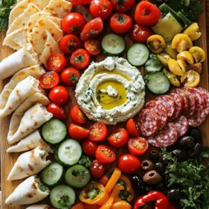 To create a vibrant Mediterranean brunch board, you need fresh and colorful ingredients. Here’s what you’ll need: - 1 cup hummus (store-bought or homemade) - 1 cup tzatziki sauce - 1 cup cherry tomatoes, halved - 1 cucumber, thinly sliced - 1 red bell pepper, sliced - 1 cup mixed olives (green and black) - 1 cup feta cheese, crumbled - 1 cup sliced salami or turkey (or roasted vegetables for a non-meat option) - 1 cup pita bread, cut into triangles - Fresh herbs for garnish (parsley or mint) If you choose to buy some items, I recommend a few trusted brands. For hummus, look for brands like Sabra or Tribe. Their flavors are rich and creamy. For tzatziki, try Fage or Oikos; they have great texture and taste. For olives, consider the Castelvetrano variety, which offers a sweet and mild flavor. These brands help keep your brunch board easy yet tasty. Fresh ingredients make a big difference. They add bright flavors and vibrant colors. Fresh vegetables like cucumbers and bell peppers are crunchier and more delicious. They also look great on the board. Fresh herbs bring an extra pop of flavor. Always choose the freshest options you can find. This ensures your brunch board is not only beautiful but also full of taste. Using quality ingredients makes your meal shine. When you take care in selecting your ingredients, your guests will notice! To start, grab a large wooden board or platter. This will be your serving space. Place it on the table where everyone can reach. Take a cup of hummus and a cup of tzatziki sauce. Add a big dollop of each in the center of the board. Make small wells in the dips to add flair. This makes it look nice and inviting. Next, it’s time to make it colorful. Place halved cherry tomatoes, sliced cucumbers, and red bell pepper around the dips. Keep it neat and pretty. Scatter mixed olives on the board. Use both green and black for variety. This adds color and flavor. After that, add crumbled feta cheese in little mounds. This adds a tangy taste that pairs well with the dips. If you like, take sliced salami or turkey and roll them into spirals. Place them on one side of the board. For a veggie option, roasted veggies like eggplant work great too. Finally, fill in any empty spots with pita bread triangles. This completes your board. Don’t forget to sprinkle fresh herbs on top to make it pop. Serve your Mediterranean brunch board right away. Let your guests dip, scoop, and create tasty bites. For the full recipe, check out the instructions above. For hummus, start with good quality chickpeas. You can use canned or dried. If using dried, soak them overnight. Blend chickpeas with tahini, lemon juice, garlic, and olive oil. For smoothness, add water as needed. Taste and adjust with salt or more lemon. For tzatziki, use fresh cucumbers. Grate them and squeeze out water. Mix with yogurt, garlic, lemon juice, and dill. Add salt to taste. This combo brings a cool, fresh flavor. Both dips should be creamy and flavorful. First, choose a large wooden board or platter. It adds warmth and style. Place dips in the center to create a focal point. Use small bowls for hummus and tzatziki. This keeps them neat and easy to scoop. Arrange colorful veggies around the dips. Use a mix of shapes and colors. For example, halved cherry tomatoes and sliced cucumbers look great together. Add olives and feta in small mounds. This adds texture and height. To finish, scatter fresh herbs like parsley or mint for a pop of green. It makes the board inviting and fresh. To save time, prep ingredients ahead. Chop veggies and store them in the fridge. You can also make hummus and tzatziki the day before. They taste even better overnight. Use store-bought hummus and tzatziki if you’re short on time. This still gives you great flavor. Cut pita bread into triangles right before serving. This keeps them fresh and crisp. With these tips, you can quickly assemble a stunning brunch board. Invite friends and enjoy a delicious spread. For the full recipe, check out the Mediterranean Brunch Board recipe. {{image_2}} For a vegetarian twist, skip the meat. Use roasted vegetables like zucchini, eggplant, or bell peppers. You can also add grilled artichokes for a fun flavor. For a vegan option, choose plant-based feta or skip the cheese entirely. Hummus and tzatziki are already vegan-friendly. They add lots of flavor! To make this board gluten-free, swap pita bread for gluten-free crackers or veggies. Carrot sticks and cucumber slices work well as dippers. Check the labels on your hummus and tzatziki to ensure they are gluten-free. Most store brands are safe, but it's best to be sure. Use seasonal ingredients to keep things fresh and exciting. In summer, add juicy peaches or fresh figs for sweetness. In fall, try roasted butternut squash or pomegranate seeds. Winter brings hearty greens like kale or roasted Brussels sprouts. Always aim for what’s in season for the best flavor! For the complete recipe, check out the Full Recipe section. To keep your Mediterranean brunch board fresh, store leftovers in airtight containers. Place dips like hummus and tzatziki in separate containers. Wrap any fresh veggies in damp paper towels, then place them in a bag. This helps them stay crisp. For cheese and meats, keep them in their own containers. This method prevents odors and helps maintain flavor. Always check your fridge's temperature. It should be at 40°F or lower. Store leftovers within two hours of serving to keep food safe. If you notice anything that looks off, toss it out. Freshness makes a big difference in flavor. You can also keep each ingredient separate. This method allows you to mix and match later. If you have cooked ingredients like salami or roasted veggies, reheat them gently. Use the oven at 350°F for about 10 minutes. If using a microwave, heat in short bursts. Stir in between to avoid hot spots. Always check that the food is warm all the way through. Enjoy your Mediterranean flavors again! For the full recipe, refer to the Mediterranean Brunch Board section above. You can serve many tasty items with a Mediterranean brunch board. Fresh fruit, like berries or melon, adds sweetness. You can also add nuts, like almonds or walnuts, for crunch. A simple green salad with lemon dressing pairs well, too. For drinks, think about herbal tea, fresh juice, or even a light sparkling wine. To make the brunch board heartier, add more proteins. Consider grilled chicken, shrimp, or chickpeas. You could also include hard-boiled eggs for an extra boost. Adding whole grain or flatbreads can help fill people up. For a twist, offer some spreads, like baba ganoush or muhammara, which are tasty and filling. Yes, you can prepare parts of the brunch board in advance. Slice vegetables and store them in the fridge a day ahead. You can also make dips, like hummus and tzatziki, a day before. Just be sure to assemble the board right before serving. This keeps everything fresh. For the full recipe, check the detailed instructions above. Creating a Mediterranean brunch board is simple and fun. We covered key ingredients, fresh options, and how to prepare. I shared tips for making great dips and stunning displays. You can even find variations for different diets. Remember to store leftovers properly to keep everything fresh. Enjoy making this tasty brunch board anytime! It brings friends and family together over good food. Your guests will love it!