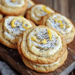 - 1 cup cream cheese, softened - 1/2 cup unsalted butter, softened - 3/4 cup granulated sugar - 1 large egg - 1 tablespoon lemon zest - 2 tablespoons lemon juice - 1 1/2 cups all-purpose flour - 1/2 teaspoon baking powder - 1/4 teaspoon baking soda - 1/4 teaspoon salt - 2 tablespoons poppy seeds - Powdered sugar, for dusting Each ingredient in these Lemon Poppy Seed Cheesecake Cookies plays a key role in flavor and texture. - Cream cheese gives the cookies a rich, creamy base. Its smooth texture helps bind the dough. - Unsalted butter adds a rich flavor. It also helps make the cookies soft and chewy. - Granulated sugar sweetens the cookies and helps them brown nicely. - Egg binds all the ingredients together and adds moisture. - Lemon zest brings a bright, fresh flavor. It adds that wonderful citrus kick. - Lemon juice enhances the lemon flavor and keeps cookies moist. - All-purpose flour gives structure to the cookies. - Baking powder and baking soda help the cookies rise and become fluffy. - Salt balances the sweetness and enhances overall flavor. - Poppy seeds add a delightful crunch and a hint of nuttiness. - Powdered sugar provides a sweet, light finish for the cookies. If you need to make swaps, here are some ideas: - Cream cheese: Use mascarpone cheese for a lighter texture. - Unsalted butter: Coconut oil works well for a dairy-free option. - Granulated sugar: Try using coconut sugar for a more natural sweetener. - Egg: Replace with a flax egg (1 tablespoon ground flaxseed + 2.5 tablespoons water) for a vegan choice. - All-purpose flour: Use almond flour for a gluten-free option. - Lemon juice: Lime juice can substitute for a different citrus taste. - Poppy seeds: Chia seeds can be used for a similar texture. These substitutions keep your cookies delicious while fitting your needs! You can find the Full Recipe to guide you through making these delightful snacks. First, gather your ingredients. You need: - 1 cup cream cheese, softened - 1/2 cup unsalted butter, softened - 3/4 cup granulated sugar - 1 large egg - 1 tablespoon lemon zest - 2 tablespoons lemon juice - 1 1/2 cups all-purpose flour - 1/2 teaspoon baking powder - 1/4 teaspoon baking soda - 1/4 teaspoon salt - 2 tablespoons poppy seeds - Powdered sugar, for dusting Next, preheat your oven to 350°F (175°C). Line two baking sheets with parchment paper. This helps the cookies not stick. In a large bowl, beat the cream cheese and butter until smooth. Add the sugar and mix for about 2-3 minutes. It should be light and fluffy. Then, mix in the egg, lemon zest, and lemon juice. Make sure everything blends well. In another bowl, whisk together the flour, baking powder, baking soda, and salt. Slowly add this dry mix to the wet mix. Stir until just combined. You don’t want to over-mix. Finally, fold in the poppy seeds gently. This way, they spread evenly in the dough. Now, scoop tablespoon-sized balls of dough onto the baking sheets. Keep them about 2 inches apart. This gives them space to spread while baking. Bake the cookies in your preheated oven for 12-15 minutes. They should look lightly golden around the edges. Keep an eye on them. Every oven is different. Once baked, let the cookies cool on the baking sheets for 5 minutes. This helps them set. Then, transfer them to a wire rack to cool completely. When they are cool, dust the cookies with powdered sugar. This adds a nice touch and a bit of sweetness. For the full recipe, check the earlier section. Enjoy your tasty lemon poppy seed cheesecake cookies! When baking, it’s easy to make small errors. I often see people skip the softening step for cream cheese and butter. This step is key for a smooth mix. If your butter is cold, the cookies may not spread well. Always measure your flour correctly. Too much flour can lead to dry cookies. Use a spoon to scoop flour into your measuring cup, then level it off with a knife. To get the right texture, beat your cream cheese and butter well. This creates air pockets that make the cookies fluffy. Adding the egg slowly helps with a uniform mix. When you add dry ingredients, mix just until combined. Overmixing can make the cookies tough. Lastly, folding in the poppy seeds gently ensures they stay intact. Timing is key when baking. Set your timer for 12 minutes, but keep an eye on them. The edges should be lightly golden, while the center looks soft. If you like a chewier cookie, take them out a minute early. Let them cool on the baking sheet for five minutes before moving them. This helps them firm up without breaking apart. You can find the Full Recipe to guide you through the entire process. {{image_2}} You can easily change the taste of your Lemon Poppy Seed Cheesecake Cookies. Adding extracts gives a new twist. For a richer flavor, try adding a teaspoon of vanilla extract. Almond extract also works well. Just remember, a little goes a long way. You could even add a splash of coconut extract for a tropical vibe. If you need a gluten-free version of these cookies, I have you covered. You can replace all-purpose flour with a gluten-free baking blend. Make sure it has xanthan gum for the best texture. This swap keeps your cookies soft and chewy. You won't lose any flavor, which is a win for gluten-free baking! Want to make your cookies even more fun? Consider adding creative mix-ins. Chopped nuts like walnuts or pecans add crunch. You could even throw in some mini chocolate chips for a sweet surprise. Dried fruits, like cranberries or raisins, can add a nice chewiness. Each of these add-ins can change your cookie game completely! For the full recipe, check back to get started on your baking adventure. To keep your Lemon Poppy Seed Cheesecake Cookies fresh, store them in an airtight container. This helps to lock in moisture. Place a piece of parchment paper between layers to prevent sticking. Avoid direct sunlight and heat. Keep the cookies in a cool, dry place. This will help maintain their flavor and texture. When stored properly, these cookies last about one week. You may notice they taste best in the first few days. After that, they may lose some freshness. If you keep them in the fridge, they can last up to two weeks. Just remember to let them warm up a bit before enjoying. To freeze your cookies, first, let them cool completely. Place them in a single layer on a baking sheet. Freeze for about an hour until firm. Then, transfer the cookies to a freezer-safe bag. Remove as much air as you can. They can last up to three months in the freezer. When ready to eat, thaw them at room temperature. For an extra treat, warm them in the oven for a few minutes. Enjoy your homemade delight! For the full recipe, check the section above. To make these cookies, start by mixing the cream cheese and butter in a bowl until smooth. Next, add the sugar and beat until fluffy. Then, mix in the egg, lemon zest, and lemon juice. In another bowl, whisk the flour, baking powder, baking soda, and salt. Gradually add the dry mix into the wet mix. Lastly, fold in the poppy seeds. Scoop the dough onto baking sheets and bake at 350°F for 12-15 minutes. You can find the Full Recipe for more details. Yes, you can use other citrus fruits! Oranges and limes work well in this recipe. They add different flavors and aromas, making your cookies unique. Just replace the lemon zest and juice with your chosen citrus. Adjust the amounts as needed to keep the balance right. Experimenting with flavors can bring fun twists to your baking! If you need a substitute for cream cheese, try using ricotta cheese or Greek yogurt. Both options give a creamy texture and similar taste. You can also use vegan cream cheese for a dairy-free version. Adjust the sugar slightly if using yogurt, as it can be tangier. Always choose a substitute that complements the lemon flavor for the best results. This article covered the key ingredients and their roles in your baking. I shared step-by-step instructions for perfect cookies. We discussed common mistakes and tips for the best texture. You also learned about flavor variations and creative add-ins. Lastly, we reviewed storage tips to keep cookies fresh. Baking cookies can be fun and easy with these tips. Explore each section and enjoy your cookie-making journey!