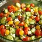 This Cucumber Feta Salad is fresh and simple. It takes just 10 minutes to prep. You will enjoy bright flavors and colorful ingredients. This salad serves four people, making it perfect for sharing. - 2 large cucumbers, diced - 1 cup crumbled feta cheese - 1 cup cherry tomatoes, halved - ¼ red onion, finely chopped - ½ cup Kalamata olives, pitted and sliced - 3 tablespoons olive oil - 2 tablespoons red wine vinegar (or apple cider vinegar) - 1 tablespoon fresh dill, chopped (or 1 teaspoon dried dill) - Salt and pepper to taste These fresh ingredients bring the salad to life. The cucumbers offer a cool crunch. Feta adds creaminess and saltiness. Cherry tomatoes add sweetness. Red onion gives a sharp bite, while olives add a rich flavor. You can customize this salad to suit your taste. Here are some ideas: - Add bell peppers for more color. - Toss in avocado for creaminess. - Use different herbs like parsley or basil. - Swap Kalamata olives with green olives for a different taste. Feel free to mix and match! You can create your own unique version of this Cucumber Feta Salad. For the full recipe, check out the details above. Start by rinsing your cucumbers under cool water. This helps remove any dirt. Next, dice the cucumbers into bite-sized pieces. You can peel them if you like a softer bite. I find that leaving the skin on adds a nice crunch and color. Once diced, place them in a large mixing bowl. Now, it's time to combine your ingredients. In the same bowl with the cucumbers, add the halved cherry tomatoes, finely chopped red onion, sliced Kalamata olives, and crumbled feta cheese. Be gentle as you mix to keep the feta intact. This salad looks great with all these colorful ingredients. For the dressing, take a small bowl and whisk together 3 tablespoons of olive oil and 2 tablespoons of red wine vinegar. If you prefer, you can use apple cider vinegar instead. Add in 1 tablespoon of chopped fresh dill, salt, and pepper. Mix it well until everything is combined. Drizzle the dressing over your salad. Toss gently to coat all the ingredients. Let the salad sit in the fridge for about 15 minutes. This helps the flavors blend together nicely. For the full recipe, check the detailed instructions. To keep your salad fresh, mix gently. You want to combine the flavors, not break the feta. Use a large spoon or spatula. Start with the cucumbers and tomatoes, then add the feta last. This keeps the cheese intact and the salad pretty. To boost the taste, use quality olive oil and fresh herbs. Fresh dill adds a bright note. You can also try adding a squeeze of lemon juice for zing. If you like a little spice, add a pinch of red pepper flakes. Taste as you go, and adjust the salt and pepper for balance. For a stunning display, serve your salad in a clear bowl. This shows off the bright colors of the tomatoes and cucumbers. Top it with extra feta and a sprinkle of dill for a lovely finish. Consider serving it with toasted pita chips for a crunchy side. Enjoy making your Cucumber Feta Salad a feast for the eyes! {{image_2}} You can easily swap ingredients in this salad. If you don't like feta, try goat cheese. It has a tangy taste that works well. You can also replace Kalamata olives with green olives for a milder flavor. If you want a crunch, consider adding diced bell peppers instead of red onion. This change adds color and a slight sweetness. Seasonal fruits and veggies can brighten your salad. In summer, add ripe peaches or juicy watermelon. These fruits bring sweetness and freshness. In fall, try adding diced apples or pears. They add a nice crunch and sweetness, too. You can also toss in some roasted pumpkin seeds for extra texture and flavor. Want a vegan version? Skip the feta and use tofu instead. Crumble firm tofu and add a squeeze of lemon juice. This gives it a tangy flavor. For a creamy dressing, blend soaked cashews with lemon juice and a bit of garlic. This will create a rich and smooth dressing for your salad. For the full recipe, check out the Cool Cucumber Feta Delight to explore the basic ingredients and instructions. To keep your Cucumber Feta Salad fresh, place it in an airtight container. This helps keep the flavors intact and prevents any odors from your fridge from seeping in. If you don't have an airtight container, wrap the salad tightly in plastic wrap. Always store it in the fridge. You can safely keep your Cucumber Feta Salad in the fridge for about 3 days. After three days, the cucumbers may become soggy, and the flavors will fade. For the best taste, enjoy it within this time frame. If you notice any off smells or changes in texture, it's best to discard it. This salad is best served cold and does not require reheating. If it has been in the fridge, just give it a gentle stir before serving. This will help redistribute the dressing and flavors. If you prefer to serve it at room temperature, let it sit out for about 15 minutes before serving. Enjoy your fresh and flavorful dish! For the full recipe, check out the Cool Cucumber Feta Delight. Cucumber Feta Salad can last for three to four days in the fridge. Keep it in an airtight container. The cucumbers remain crisp, but the flavors blend nicely over time. However, for the best taste, eat it within the first two days. Yes, you can prepare this salad ahead of time. Just make the salad and store it in the fridge. I recommend adding the dressing just before serving. This way, the cucumbers stay fresh and crunchy. You can add many tasty ingredients to make this salad your own. Consider adding: - Avocado for creaminess - Bell peppers for extra crunch - Chickpeas for protein - Fresh herbs like parsley or mint for a flavor boost - Nuts like walnuts for a nice texture Feel free to mix and match! Each addition brings a new twist to the salad. For the full recipe, check out Cool Cucumber Feta Delight. This blog post covered a great Cucumber Feta Salad recipe. You learned about fresh and optional ingredients. We discussed step-by-step instructions for preparation and dressing. Tips for mixing and presentation helped enhance your dish. Variations allow for personal touches, like vegan options. Finally, storing leftovers properly keeps the salad fresh. Try this salad and enjoy its fresh flavors!