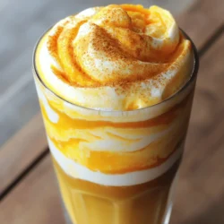 - 1 cup heavy cream - 1/2 cup milk (whole or 2%) - 1/4 cup pumpkin puree - 2 tablespoons maple syrup (adjust for sweetness) - 1 teaspoon vanilla extract - 1 teaspoon pumpkin pie spice - Pinch of salt These ingredients create a rich and creamy foam. The heavy cream gives it a thick texture. Milk adds lightness, and pumpkin puree brings that fall flavor. Maple syrup sweetens the mix, while vanilla extract and pumpkin pie spice add depth. A pinch of salt enhances all these tastes. - Calories per serving: Approximately 120 - Breakdown of macronutrients: - Fat: 10g - Carbohydrates: 8g - Protein: 2g Each serving packs a good amount of flavor without too many calories. This treat is a great way to enjoy fall without guilt. - Substituting lighter options: You can use half-and-half instead of heavy cream. This will make it lighter but still creamy. - Choosing the best pumpkin puree: Look for 100% pure pumpkin with no added sugars. Avoid pumpkin pie filling, as it contains extra sugar and spices. To make your pumpkin cream cold foam, start by mixing the pumpkin cream base. In a mixing bowl, add: - 1/4 cup pumpkin puree - 2 tablespoons maple syrup - 1 teaspoon vanilla extract - 1 teaspoon pumpkin pie spice - A pinch of salt Whisk these ingredients together until smooth. This creamy blend gives your foam that rich pumpkin flavor. Next, it's time to whip the cream and milk. In another bowl, combine: - 1 cup heavy cream - 1/2 cup milk (whole or 2%) Using an electric mixer, whip the cream and milk until soft peaks form. This step is key for a light, airy texture that makes the foam enjoyable. Now, you need to fold the mixtures together. Gently add the pumpkin cream base into the whipped cream. Use a spatula to fold them together carefully. Be mindful to keep the foam light. You want to maintain air in the cream for that perfect texture. For the best drinks to pair with your pumpkin cream cold foam, iced coffee or cold brew works wonders. Serve your drink in a clear glass. This way, you can show off the beautiful layers. To achieve the perfect foam layer, top your drink generously with the pumpkin cream cold foam. A sprinkle of pumpkin pie spice adds a festive touch. Enjoy this tasty fall treat! For the full recipe, check the detailed instructions above. To make great foam, you need the right tools. A hand mixer or frother works best. These tools help create a light and airy foam. Keep an eye on the texture. If you whip too long, the cream may turn into butter. Stop when you see soft peaks. You can boost the flavor with extra spices like cinnamon or nutmeg. A dash of these spices adds warmth and depth. If you want it sweeter, try using more maple syrup. Adjust it to fit your taste. A little goes a long way! You can easily scale this recipe for more servings. Just double or triple the ingredients as needed. If you have dietary needs, swap heavy cream for coconut cream. You can also use almond milk instead of regular milk. These changes keep the flavor without losing creamy texture. {{image_2}} You can try different flavors with your cold foam. Here are two options: - Caramel cream cold foam: Mix in some caramel sauce. This adds a sweet, buttery taste. - Vanilla bean cream foam: Stir in vanilla bean paste. This gives a classic, sweet flavor. As the seasons change, you can change your foam too. Think about these fun twists: - Holiday variations: Add peppermint extract for a festive touch. This creates a fresh, minty flavor, perfect for winter. - Summer fruit-infused options: Blend in pureed fruits like strawberries or mangoes. This adds a fruity kick for hot days. You can make this foam dairy-free. Here are some tasty swaps: - Using coconut or almond milk: These milks create a lighter foam. They also add a unique flavor. - Vegan cream foam alternatives: Try coconut cream instead of heavy cream. It's rich and creamy while being vegan-friendly. To keep your pumpkin cream cold foam fresh, use an airtight container. Glass jars work well, but any sealable container will do. Store it in the fridge right after making it. The foam stays good for about 3 days. If you notice any change in smell or texture, it’s best to toss it. If you have leftover foam, you can bring it back to life. Just use a hand mixer to re-whip it until it’s fluffy again. You can also mix it into pancakes, waffles, or even oatmeal for a tasty twist. This way, nothing goes to waste. You can freeze the foam for up to a month. Pour it into an ice cube tray for easy portions. When you’re ready to use it, simply let the cubes thaw in the fridge overnight. You’ll have a cool treat ready to top your drinks! To make the Starbucks Pumpkin Cream Cold Foam at home, follow these simple steps: 1. In a bowl, mix together: - 1/4 cup pumpkin puree - 2 tablespoons maple syrup - 1 teaspoon vanilla extract - 1 teaspoon pumpkin pie spice - A pinch of salt Whisk until smooth. 2. In another bowl, combine: - 1 cup heavy cream - 1/2 cup milk (whole or 2%) Use an electric mixer to beat until soft peaks form. 3. Gently fold the pumpkin mixture into the whipped cream. Mix until just combined. 4. Chill the foam for about 15 minutes before using. It helps the flavors blend. 5. Serve it over your favorite iced coffee or cold brew. Top it generously with the pumpkin cream cold foam. This process takes about 25 minutes, and you can enjoy this tasty fall treat at home. For a detailed recipe, check the Full Recipe section. Pumpkin cream cold foam tastes great with different drinks. Here are some good pairings: - Iced coffee: The cold foam adds a creamy, sweet layer. - Cold brew: The rich coffee flavor balances the foam's sweetness. - Chai tea: The spices in chai blend well with pumpkin flavors. You can mix and match to find your favorite drink with this fall treat. Pumpkin cream cold foam is a seasonal treat. Starbucks usually offers it during fall, starting in late August or early September. It often lasts until Thanksgiving. Special promotions may happen, but it’s not available all year. Keep an eye on your local Starbucks for any updates! This article detailed how to make pumpkin cream cold foam, covering ingredients, instructions, and tips. I shared ways to customize flavors and alternatives for different diets. You can create a delicious foam with simple steps at home. Don’t forget to store and reheat it properly for the best results. Enjoy experimenting with this treat all year long. With these ideas, you’re ready to impress friends and family.