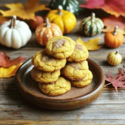 - Pumpkin Butter (1 cup) - Unsalted Butter (1 cup, softened) - Granulated Sugar (1 cup) - Brown Sugar (1 cup, packed) - All-Purpose Flour (3 ½ cups) - Cream of Tartar (2 teaspoons) - Baking Soda (1 teaspoon) - Ground Cinnamon (2 teaspoons + 2 tablespoons for rolling) - Ground Nutmeg (1 teaspoon) - Vanilla Extract (1 teaspoon) In this recipe, pumpkin butter is the star. It gives these cookies a soft texture and rich flavor. You can find pumpkin butter in stores or make your own. Just blend cooked pumpkin with sugar and spices. The unsalted butter brings creaminess and helps the cookies spread just right. Next, granulated sugar and brown sugar add sweetness. Brown sugar gives a slight chewiness. The all-purpose flour provides structure, while cream of tartar helps create the classic snickerdoodle tang. Baking soda gives the cookies a nice lift. For flavor, we use ground cinnamon and nutmeg. They create that warm, cozy taste we love in fall. Vanilla extract rounds out the flavors, making each bite delicious. This blend of ingredients makes Pumpkin Butter Snickerdoodles truly special. For the full recipe, check out the instructions. - Preheat the oven to 350°F (175°C). - Line two baking sheets with parchment paper. - In a large bowl, cream together pumpkin butter, unsalted butter, granulated sugar, and brown sugar until smooth. - Add in the eggs and vanilla extract. Mix until everything blends well. - In another bowl, whisk together all-purpose flour, cream of tartar, baking soda, salt, ground cinnamon, and nutmeg. - Gradually mix the dry ingredients into the wet mixture. Stir until just combined. Do not overmix; this keeps the cookies soft. - In a small bowl, mix the sugar and 2 tablespoons of cinnamon for rolling. - Use a cookie scoop or your hands to form balls of dough, about 1.5 inches wide. Roll each ball in the cinnamon-sugar mixture until fully coated. - Place the coated cookie balls on the lined baking sheets, spacing them about 2 inches apart. - Bake for 10-12 minutes. The edges should set while the centers remain soft. - After baking, cool the cookies on the sheets for 5 minutes. Then, transfer them to wire racks to cool completely. For the full recipe, check out Pumpkin Butter Snickerdoodles! - Avoid Overmixing the Dough: When you mix the dough, do it gently. Overmixing makes cookies tough. Stop mixing as soon as the flour disappears. This keeps them soft and chewy. - Ensure Ingredients are at Room Temperature: Let your butter and eggs warm up. Room temperature ingredients blend better. This helps the cookies rise and gives them a nice texture. - Substitute Ideas for Pumpkin Butter: If you can't find pumpkin butter, try using applesauce or butternut squash puree. These can work well, but the flavor will change a bit. You can also mix pumpkin puree with some spices to mimic pumpkin butter. - Choosing Quality Pumpkin Butter: Look for pumpkin butter with real pumpkin and less sugar. Brands that use natural ingredients often taste best. Read labels and choose one with spices like cinnamon and nutmeg for extra flavor. - Presentation Tips and Ideas: Stack the cookies on a nice plate. Dust some extra cinnamon on top for a pretty look. You can also add small gourds or colorful leaves around the plate for a cozy fall touch. - Pairing Ideas with Beverages: These cookies go great with coffee or chai tea. The spices in the cookies match well with warm drinks. You could also serve them with a glass of cold milk for a classic treat. Enjoy them fresh from the oven for the best taste. For the full recipe, check the [Full Recipe]. {{image_2}} You can easily change the flavor of your Pumpkin Butter Snickerdoodles. Here are two great options: - Adding Chocolate Chips: Mix in 1 cup of chocolate chips into the dough. This adds a rich, sweet twist to your cookies. The chocolate pairs well with the warm spices and pumpkin butter, making each bite even more delightful. - Incorporating Nuts or Dried Fruits: Consider adding 1 cup of chopped nuts or dried fruits. Pecans, walnuts, or cranberries can add crunch and a hint of tartness. This gives your cookies a unique texture and flavor that stands out. You can make these cookies fit special diets. Here are some simple swaps: - Gluten-Free Options: Use a gluten-free flour blend in place of all-purpose flour. Look for a blend that has xanthan gum to help with structure. Your cookies will still be soft and delicious. - Vegan Alternatives: Replace the eggs with 1/4 cup of unsweetened applesauce or a flax egg. Just mix 1 tablespoon of ground flaxseed with 2.5 tablespoons of water. Let it sit for a few minutes to thicken. This will keep your cookies moist and tasty. Add a seasonal flair to your cookies with these ideas: - Spiced Pumpkin Butter Snickerdoodles: Boost the spices! Add 1/2 teaspoon of allspice or ginger to the dough. This gives your cookies a deeper, more complex flavor. It enhances that cozy fall vibe. - Holiday-Inspired Variations: During the holidays, consider adding peppermint extract or orange zest. This brings a festive flavor that is perfect for special occasions. You can even top the cookies with a drizzle of white chocolate for added sweetness. These variations let you make the Pumpkin Butter Snickerdoodles truly your own. Try a few and see which ones you love best! Check out the Full Recipe to get started. To keep your Pumpkin Butter Snickerdoodles fresh, store them in an airtight container. This helps prevent them from drying out. You can stack the cookies in layers, using parchment paper between each layer. This way, they won’t stick together. You can freeze unbaked cookie dough easily. Just scoop the dough balls and place them on a baking sheet. Freeze them until firm, then transfer them to a freezer bag. This way, you can bake fresh cookies later. To store baked cookies, place them in an airtight container. They can last for up to three months in the freezer. These cookies stay fresh for about one week at room temperature. If you see any signs of spoilage, such as a strange smell or mold, it’s best to throw them away. Always check for freshness before enjoying your cookies. How to make Snickerdoodles from Scratch? To make Snickerdoodles, start by creaming butter and sugar. Mix in eggs and vanilla. In another bowl, combine flour, cream of tartar, baking soda, and salt. Slowly mix dry with wet. Shape into balls, roll in cinnamon-sugar, and bake. You can find the full recipe above. Can I use pumpkin puree instead of pumpkin butter? Yes, you can use pumpkin puree. However, pumpkin butter has added spices and sweetness. This means your cookies may taste different. You might need to adjust sugar and spice amounts to match pumpkin butter’s flavor. Why are my cookies flat? Flat cookies may happen if your butter is too soft. Use cold or room temperature butter. Also, check if you measured flour correctly. Too little flour can cause flatness. Lastly, make sure your baking soda is fresh. How can I enhance the spice flavor? To boost spice flavor, add more ground cinnamon or nutmeg. You can also mix in ginger or allspice. A pinch of cloves can add warmth. Experiment with your spice blend for a richer taste. Best way to serve Pumpkin Butter Snickerdoodles? Serve these cookies warm for the best taste. Stack them on a plate and sprinkle some extra cinnamon on top. You can also add small pumpkins or leaves for a cozy fall mood. What drinks pair well with these cookies? These cookies go great with warm apple cider or a cup of chai tea. Coffee also makes a nice match, especially with a splash of cream. For something cool, try pumpkin spice lattes or vanilla milkshakes. In this blog post, we explored how to make delicious Pumpkin Butter Snickerdoodles. We covered the key ingredients, step-by-step instructions, and helpful tips for perfecting your cookies. I shared variations so you can adapt to any taste or diet. Finally, we discussed storage methods to keep your cookies fresh and tasty. Enjoy baking these cookies and impressing your family and friends with your skills! Simple recipes like this bring joy and warmth to every occasion.