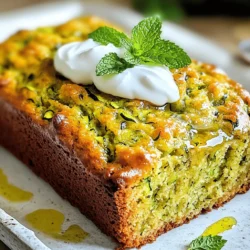 For this delicious olive oil zucchini bread, you will need: - 2 cups grated zucchini (about 2 medium zucchinis) - 1/2 cup extra virgin olive oil - 3 large eggs - 1 cup granulated sugar - 1 teaspoon vanilla extract - 2 cups all-purpose flour - 1 teaspoon baking powder - 1 teaspoon baking soda - 1/2 teaspoon salt - 1 teaspoon ground cinnamon - 1/2 teaspoon ground nutmeg - 1/2 cup chopped walnuts (optional) - 1/2 cup raisins or chocolate chips (optional) Each measurement in this recipe plays a key role in your bread's taste and texture. For instance, the zucchini adds moisture and keeps the bread soft. The olive oil not only enhances flavor but also creates a tender crumb. Using the correct amount of baking powder and baking soda is crucial. These ingredients help the bread rise and provide that lovely lightness. If you add too much, your bread might taste bitter. Too little, and it may turn out flat. Olive oil brings many benefits to this recipe. First, it adds a rich, fruity flavor that enhances the bread. Unlike butter, olive oil is a healthier fat source. It contains good fats that can help improve heart health. Another bonus? Olive oil helps keep the bread moist for longer. This means you can enjoy your zucchini bread for days without it drying out. Plus, using olive oil can make your baking stand out, giving it a unique twist compared to traditional recipes. For the full recipe, check out the detailed steps to create this moist and flavorful zucchini bread. First, gather your ingredients. You'll need grated zucchini, olive oil, eggs, sugar, and vanilla. You should also get flour, baking powder, baking soda, salt, cinnamon, nutmeg, and optional nuts or chocolate chips. Next, preheat your oven to 350°F (175°C). Grease a 9x5-inch loaf pan to prevent sticking. In a large bowl, whisk together the olive oil, eggs, sugar, and vanilla. Make sure these mix well. Then, stir in the grated zucchini. It adds moisture and flavor. In another bowl, sift together the dry ingredients: flour, baking powder, baking soda, salt, cinnamon, and nutmeg. This step helps to combine everything evenly. Gradually add your dry mixture to the wet mixture. Mix until just combined. Overmixing can make the bread tough, so be gentle. If you like, fold in chopped walnuts or raisins. These add texture and taste. Pour the batter into your prepared loaf pan. Smooth the top with a spatula for even baking. Now it's time to bake! Place the loaf pan in your preheated oven. Bake for 50 to 60 minutes. Check the bread by inserting a toothpick in the center. If it comes out clean, your bread is done. Make sure to keep an eye on it. Ovens can vary, so yours might cook faster or slower. Once baked, allow the bread to cool in the pan for about 10 minutes. This helps it set before moving. After that, transfer it to a wire rack to cool completely. To test if your bread is done, use a toothpick or a cake tester. Insert it into the center of the loaf. If it comes out clean or with a few crumbs, your bread is ready. If it has wet batter, bake a bit longer. Another test is to gently press the top. If it springs back, it’s done. It’s also good to check the edges. They should look golden brown. With these tips, you'll have perfect olive oil zucchini bread every time! For the full recipe, check the details above. When making olive oil zucchini bread, avoid overmixing your batter. Overmixing makes the bread tough. Mix only until the flour disappears. This keeps your bread soft. Also, ensure you grate the zucchini finely. Large pieces can lead to uneven baking. Drain excess water from the zucchini if it's too wet. Too much moisture can make your bread soggy. Start by mixing wet ingredients first. Combine the olive oil, eggs, sugar, and vanilla. Whisk them until smooth. Then, add the grated zucchini to the mix. This helps distribute the zucchini evenly. In a separate bowl, sift together the dry ingredients. This makes the flour lighter and mixes better. Gradually combine the dry and wet mixes. Do this gently for the best texture. To boost flavor, add spices like cinnamon and nutmeg. They pair well with zucchini. Consider folding in chopped walnuts or raisins for extra texture. You can also use orange zest for a bright twist. If you're feeling adventurous, try adding a bit of almond extract. Each of these ingredients makes the bread richer. For a moist finish, drizzle a little olive oil on top before serving. For the full recipe, refer to the main section. {{image_2}} You can make your olive oil zucchini bread even better by adding nuts and dried fruits. Chopped walnuts add a nice crunch. They also give the bread a rich flavor. You can use almonds or pecans if you prefer. For dried fruits, raisins work well. They add sweetness and moisture to the bread. You can also try dried cranberries or chopped dates for a twist. Just remember to toss the nuts or fruits in a bit of flour before adding them. This helps them mix in better. Spices can change the flavor of your zucchini bread. Cinnamon is a classic choice and warms it up. You can also add nutmeg for a hint of sweetness. If you want a unique flavor, try adding cardamom or ginger. These spices can give the bread a nice kick. For a fresh taste, consider adding lemon or orange zest. Just a teaspoon can brighten the whole loaf. You can also mix in some cocoa powder for a chocolate version. Making gluten-free zucchini bread is easy. Just swap the all-purpose flour for a gluten-free blend. Look for a blend that contains xanthan gum; it helps with texture. If you're watching sugar, try using a sugar substitute. Honey, maple syrup, or agave nectar can work well too. Just adjust the liquid in the recipe to balance things out. For a lower sugar option, use ripe bananas or unsweetened applesauce. These add natural sweetness and moisture. For more details, check the Full Recipe. To keep your Olive Oil Zucchini Bread fresh, store it in an airtight container. This helps retain moisture and flavor. Place the bread at room temperature for up to three days. If you want to keep it longer, refrigeration is an option, but it may dry out. You can wrap it in plastic wrap first, then place it in a container. Freezing your zucchini bread is a great way to save it for later. First, let the bread cool completely. Then, wrap it tightly in plastic wrap. After that, place the wrapped bread in a freezer bag. This method helps prevent freezer burn. You can freeze it for up to three months. When you’re ready to eat it, simply thaw it overnight in the fridge. To enjoy your Olive Oil Zucchini Bread warm, preheat your oven to 300°F (150°C). Place the slices on a baking sheet. Heat them for about 10-15 minutes. This gives the bread a nice warm texture. Alternatively, you can microwave a slice for about 15-20 seconds. Just be cautious not to overheat it, as it may become rubbery. Yes, you can use other oils. Canola or avocado oil works well too. They keep your bread moist and flavorful. Each oil gives a unique taste. Experiment to find your favorite! To make this recipe vegan, swap the eggs with flax eggs. Mix one tablespoon of ground flaxseed with three tablespoons of water. Let it sit for a few minutes to thicken. This mix acts like an egg in baking. You will still get a great texture and taste. If you can't find zucchini, try using grated carrots or apples. Both give sweetness and moisture. You can also use summer squash if you have it. This adds fun flavors while keeping the bread moist. Zucchini bread stays fresh for about 3 to 4 days at room temperature. Store it wrapped in plastic or foil. You can keep it in the fridge for longer, up to a week. Just remember to let it come to room temp before serving. Absolutely! You can add grated carrots or even cooked spinach. Both options give your bread a veggie boost. Just be careful not to add too much moisture. Keep the balance for the best texture. In this article, I shared how to make delicious olive oil zucchini bread. We covered key ingredients, preparation steps, and baking tips for perfect results. I also highlighted ways to enhance flavor and texture, plus storage solutions. Keep these tips in mind to avoid mistakes and create tasty variations. Remember, experimenting is part of the fun in baking. Enjoy your baking journey and savor the joy of your creations!